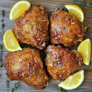 - 4 pieces of chicken thighs (bone-in, skin on) - 1 cup brewed lemon tea (cooled) - 1/2 cup buttermilk - 1 tablespoon lemon zest - 1 teaspoon garlic powder - 1 teaspoon onion powder - 1 teaspoon smoked paprika - 1 teaspoon dried thyme - Salt and pepper to taste