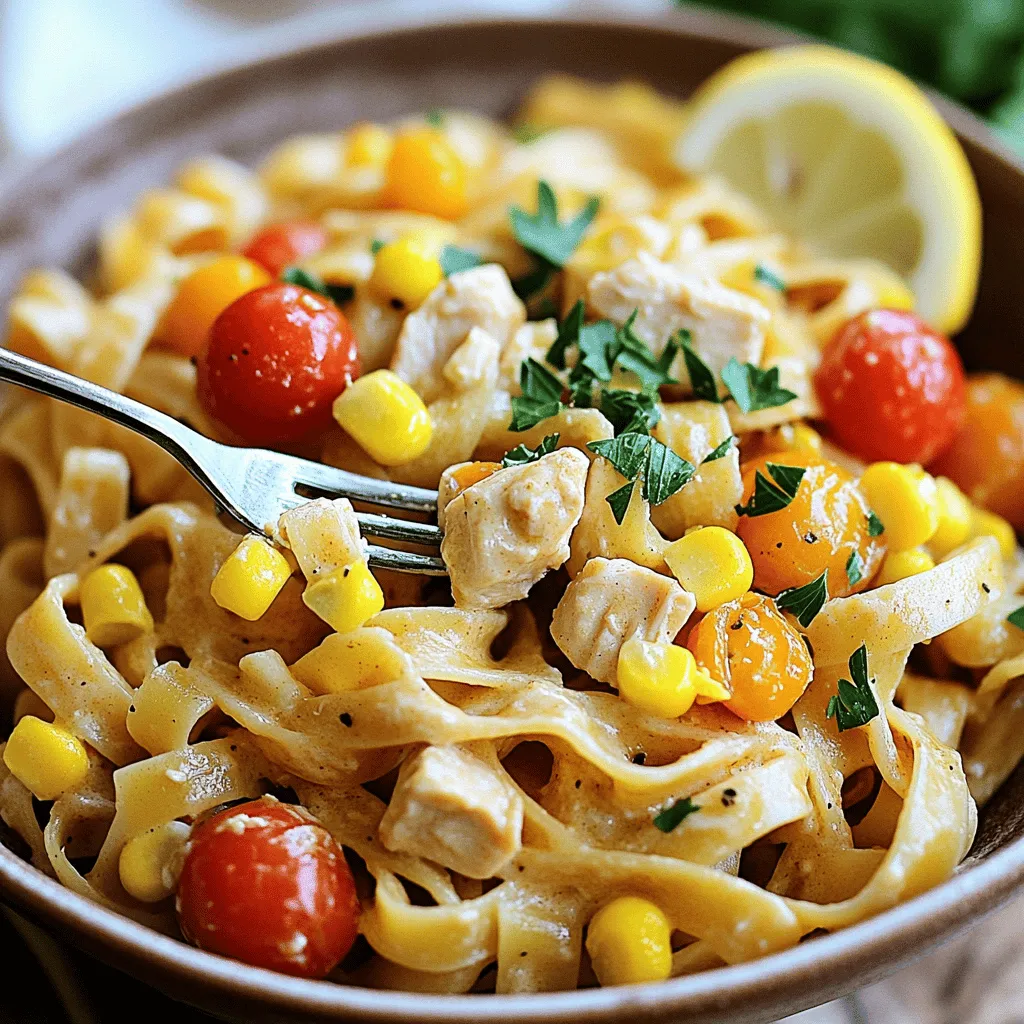 To make Cowboy Butter Chicken Pasta, gather these items: - 8 ounces fettuccine pasta - 2 tablespoons olive oil - 2 boneless, skinless chicken breasts, diced - 1 teaspoon smoked paprika - 1 teaspoon garlic powder - 1 teaspoon onion powder - ½ teaspoon cayenne pepper (adjust for spice preference) - Salt and pepper to taste - 3 cloves garlic, minced - 1 cup cherry tomatoes, halved - 1 cup corn (fresh or frozen) - ½ cup unsalted butter, softened - 2 tablespoons Dijon mustard - 2 tablespoons Worcestershire sauce (or coconut aminos for a gluten-free option) - Juice of 1 lemon - Fresh parsley, chopped (for garnish) You can play with flavors and textures by adding: - Spinach or kale for more greens - Bell peppers for crunch and sweetness - A sprinkle of cheese, like Parmesan or feta - Extra herbs like thyme or basil for fresh notes If you have dietary needs, here are some swaps: - Use gluten-free pasta for a gluten-free meal - Swap chicken for tofu or chickpeas for a vegetarian dish - Replace butter with olive oil or vegan butter for dairy-free options - Use low-sodium broth instead of Worcestershire sauce for lower sodium meals This recipe is flexible and allows you to make it your own! If you want the full details of how to cook this dish, check out the Full Recipe. Start by filling a large pot with water. Add a good amount of salt. Bring the water to a boil. Once boiling, add 8 ounces of fettuccine pasta. Cook it according to the package instructions until it is al dente. This usually takes about 8-10 minutes. When done, drain the pasta and set it aside. Make sure to save about ½ cup of the pasta water for later. In a large skillet, heat 2 tablespoons of olive oil over medium-high heat. While the oil heats, dice 2 boneless, skinless chicken breasts. Season the diced chicken with 1 teaspoon of smoked paprika, 1 teaspoon of garlic powder, 1 teaspoon of onion powder, and ½ teaspoon of cayenne pepper. Add salt and pepper to taste. Once the oil is hot, add the chicken to the skillet. Sauté the chicken for 7-9 minutes. Cook it until it is golden brown and no longer pink inside. While the chicken cooks, grab a separate bowl. Mix together ½ cup of softened butter, 2 tablespoons of Dijon mustard, 2 tablespoons of Worcestershire sauce, and the juice of 1 lemon. Stir until the mixture is creamy and well combined. After the chicken is done, add 3 cloves of minced garlic to the skillet. Cook for about 1 minute until it smells great. Then, add 1 cup of halved cherry tomatoes and 1 cup of corn. Sauté for another 3-4 minutes until the tomatoes soften and the corn heats through. Now, return to the bowl with the cowboy butter sauce. Pour it over the chicken and veggies, tossing everything together. If the pasta seems dry, use a little of that reserved pasta water to loosen the sauce. Make sure every strand of pasta is coated in that delicious sauce! To cook chicken well, start with even pieces. Dice the chicken into uniform cubes. This helps them cook evenly. Season the chicken with smoked paprika, garlic powder, onion powder, salt, and pepper. This mix adds great taste. Sauté over medium-high heat until the chicken is golden and cooked through. Use a meat thermometer if you like. Chicken should reach 165°F to be safe. When cooking pasta, use a large pot. Fill it with water and add a good pinch of salt. Bring the water to a rapid boil. Add the fettuccine and stir it gently. Cook according to the package instructions for al dente texture. This keeps it from getting mushy. Remember to save some pasta water before draining. It helps loosen the sauce later. You can change the flavors to fit your taste. Want more spice? Add more cayenne pepper or even some red pepper flakes. For a tangy twist, mix in extra lemon juice. You can also try different herbs, like basil or thyme. If you like more veggies, toss in bell peppers or spinach. This dish is all about your personal touch. Check out the Full Recipe for even more ideas! {{image_2}} You can easily add vegetables to this dish. Vegetables add color and nutrients. I love using spinach or bell peppers. They cook quickly and fit well with the pasta. Just toss them in with the cherry tomatoes. You can also add broccoli for a crunch. The more veggies, the better the meal! Want some heat? You can adjust the spice level. If you love spice, add more cayenne pepper. Start with a little, then taste. You can always add more! If you prefer mild, skip the cayenne. Instead, use sweet paprika. This keeps the dish tasty without too much heat. You can swap chicken for other proteins. For a lighter meal, use shrimp. It cooks fast and tastes great with the sauce. If you want a vegetarian option, try chickpeas or tofu. Both soak up flavors well. Just cook them until golden for the best taste. Each option gives you a new twist on cowboy butter chicken pasta. Find the full recipe to start cooking! To keep your cowboy butter chicken pasta fresh, let it cool first. Place it in an airtight container. This will help prevent moisture loss. Store it in the fridge for up to three days. Make sure to label the container with the date. This way, you know when it was made. When you're ready to enjoy leftovers, reheat them gently. Use a skillet over low heat. Add a splash of water or broth to prevent drying out. Stir often until it’s warmed through. You can also use a microwave. Heat in short bursts, stirring in between. This ensures even heating. If you want to save some for later, freezing works well. Place cooled pasta in a freezer-safe bag or container. Remove as much air as possible to prevent freezer burn. It can last up to three months in the freezer. When you’re ready to eat, thaw it overnight in the fridge. Reheat as described above. Enjoy your cowboy butter chicken pasta again without the fuss! Cowboy Butter Chicken Pasta has roots in Southern cooking. It combines rich flavors with a fun twist. The idea came from the need for comfort food that is quick to prepare. The buttery sauce adds a creamy texture that many love. Over time, this dish gained popularity for its bold taste and ease of cooking. Yes, you can make this recipe gluten-free. Simply swap regular fettuccine with gluten-free pasta. Also, use coconut aminos instead of Worcestershire sauce. This keeps the dish flavorful without gluten. Make sure to check all labels for gluten content. To know if the chicken is done, check its color and temperature. Cooked chicken should be golden brown and no longer pink inside. Use a meat thermometer for accuracy. The safe internal temperature for chicken is 165°F. Cut into a piece to check if it’s white throughout. Serve Cowboy Butter Chicken Pasta in wide bowls. This gives a rustic look that feels homey. Garnish with fresh parsley for a pop of color. A lemon wedge on the side adds a nice touch. This dish looks great and tastes even better, making it perfect for sharing. You can find the full recipe in the earlier section. This blog covered making Cowboy Butter Chicken Pasta. You learned about the key ingredients and some optional ones too. I shared tips for perfect pasta and chicken and how to prepare the rich sauce. You can customize flavors and try variations with vegetables or different proteins. Don't forget the best storage tips to keep leftovers fresh. Enjoy your cooking journey! This dish is fun, tasty, and easy to make.