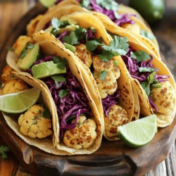 - 1 medium head of cauliflower, cut into small florets - 8 small corn tortillas - 1 cup shredded red cabbage - 2 tablespoons olive oil - 1 teaspoon smoked paprika - 1 teaspoon ground cumin - Additional toppings: avocado, cilantro, lime, and optional vegan sour cream Each serving of these vegan cauliflower tacos contains about 200 calories. You get around 10 grams of fat, 30 grams of carbs, and 5 grams of protein. This meal is balanced and satisfying. These ingredients create a colorful dish. The roasted cauliflower brings a deep flavor. The spices add warmth and depth. Fresh toppings enhance the taste and add crunch. With just a few simple items, you can make a delicious meal. To see the full recipe, refer to the [Full Recipe]. This meal is not just tasty; it’s also healthy. Each bite is packed with nutrients, and it’s easy to share with friends and family. - Preheat the oven to 425°F (220°C). - Toss cauliflower florets with 2 tablespoons olive oil and spices: - 1 teaspoon smoked paprika - 1 teaspoon ground cumin - 1 teaspoon garlic powder - 1 teaspoon onion powder - Salt and pepper to taste These spices give the cauliflower a rich flavor. The olive oil helps the spices stick and crisp the florets. - Spread the seasoned cauliflower on a baking sheet. - Roast in the oven for about 25-30 minutes. Stir halfway for even cooking. This step makes the cauliflower golden and crispy. The high heat brings out the natural sweetness of the cauliflower. - Warm 8 small corn tortillas in a skillet for about 30 seconds on each side. - Place a generous amount of roasted cauliflower on each tortilla. Once the cauliflower is ready, you can add toppings. Try adding shredded red cabbage, sliced avocado, and fresh cilantro. - Drizzle with vegan sour cream or cashew cream, if using. - Squeeze fresh lime juice over each taco to enhance the flavors. These steps create a tasty meal. You can find the Full Recipe for more details. To get crispy cauliflower, follow these tips: - Cut the cauliflower into small florets. - Toss the florets well with olive oil and spices. - Spread them evenly on the baking sheet. This helps them cook better. Even spacing is key. If they touch too much, they will steam, not roast. Aim for a single layer. Stir the cauliflower halfway through cooking to ensure all sides get brown and crispy. You can make these tacos your own! Here are some topping ideas: - Add sliced jalapeños for heat. - Include diced tomatoes or corn for sweetness. - Try different sauces like a spicy salsa or a creamy dressing. Mixing textures can add excitement. Use crunchy toppings like radishes or crispy onions. A sprinkle of nuts or seeds can also enhance the flavor. Pair your tacos with great sides. Here are some ideas: - Serve with a fresh salad or rice. - Add beans for protein and fiber. For a fun presentation, stack the tacos in a tall tower. Use a large platter for a colorful display. Add lime wedges and fresh herbs for an inviting look. For the full recipe, check out the entire guide! {{image_2}} You can use many vegetables in tacos. Sweet potatoes add a sweet flavor. Just cube them and roast like cauliflower. Mushrooms bring a rich, earthy taste. Slice them thin and sauté before adding to your tacos. Other great options include bell peppers, zucchini, or even carrots. Each veggie gives a twist to your meal. So feel free to mix and match! Changing spices can change the whole dish. Try adding chili powder for heat or curry powder for warmth. Marinades can also add depth. Consider a lime-garlic marinade for a fresh kick. Don't forget about toppings! Swap avocado for guacamole or add pico de gallo for a spicy twist. You can also use pickled onions or jalapeños for extra zing. These small changes can create a new flavor profile each time! Tacos can be more than just traditional wraps. Mini tacos are fun for parties. Just use smaller tortillas and fill them with the same tasty cauliflower. You can also create taco bowls with rice or quinoa as a base. Top bowls with roasted cauliflower and your favorite toppings. If you're avoiding carbs, use lettuce wraps instead of tortillas. They are crunchy and refreshing! Each serving style can add a unique flair to your meal. Check out the Full Recipe for more ideas! To store your tacos and ingredients in the fridge, first, let everything cool. Place the roasted cauliflower in an airtight container. Keep the tortillas wrapped in a damp paper towel and then in a plastic bag. For toppings like cabbage and avocado, store them in separate containers. This way, they stay fresh longer. To maintain freshness, try to eat leftovers within three days. For the best taste, avoid mixing ingredients until you are ready to eat. Yes, you can freeze roasted cauliflower! Just let it cool completely, then place it in a freezer-safe bag. Try to remove as much air as you can. This helps prevent freezer burn. When you’re ready to eat, take the cauliflower out and let it thaw overnight in the fridge. To reheat frozen tacos, warm them in an oven or skillet. This will help keep them crispy. The expected shelf life of stored ingredients varies. Roasted cauliflower lasts about four days in the fridge. Tortillas can stay fresh for about a week if stored properly. Cabbage and cilantro also last around three days when kept in airtight containers. Always check for freshness before using! Yes, vegan cauliflower tacos can be gluten-free. The main ingredient, cauliflower, is naturally gluten-free. If you use corn tortillas, your tacos will remain gluten-free. Always check the label on tortillas to ensure they are gluten-free. If you want to make your tacos even more gluten-free, consider using lettuce wraps instead of tortillas. You can make corn tortillas from scratch with just two ingredients: masa harina and water. Mix 2 cups of masa harina with about 1.5 cups of warm water. Knead it until smooth. Divide the dough into small balls. Use a tortilla press or a rolling pin to flatten each ball. Cook them on a hot skillet for about 30 seconds on each side. Homemade tortillas add a fresh taste to your tacos. You can serve many tasty sides with vegan cauliflower tacos. Here are some ideas: - Black beans or refried beans for protein - Mexican rice for a filling option - A fresh salad with lime dressing - Guacamole for a creamy touch - Salsa or pico de gallo for extra flavor Yes, you can prepare the cauliflower filling ahead of time. Just roast the cauliflower as directed in the Full Recipe. After roasting, let it cool, then store it in an airtight container in the fridge. It will stay fresh for about 3-4 days. Reheat it in the oven or microwave before serving in your tacos. Spicing up your vegan tacos is easy! Here are some ideas: - Add chopped jalapeños or serrano peppers for heat - Use chipotle powder for a smoky flavor - Drizzle hot sauce on top before serving - Mix in fresh herbs like cilantro for brightness - Experiment with different spices, like cumin or chili powder, to create your own blend Try these tips to make your vegan cauliflower tacos even more delicious! In this blog post, I covered how to make delicious vegan cauliflower tacos. We looked at key ingredients, seasoning, and how to assemble the perfect taco. I also shared tips for roasting cauliflower, customizing toppings, and serving suggestions. These tacos are versatile and easy to make. With different veggies and spices, you can create a new twist. Enjoy exploring these options and make them your own! Your next meal can be both tasty and healthy.
