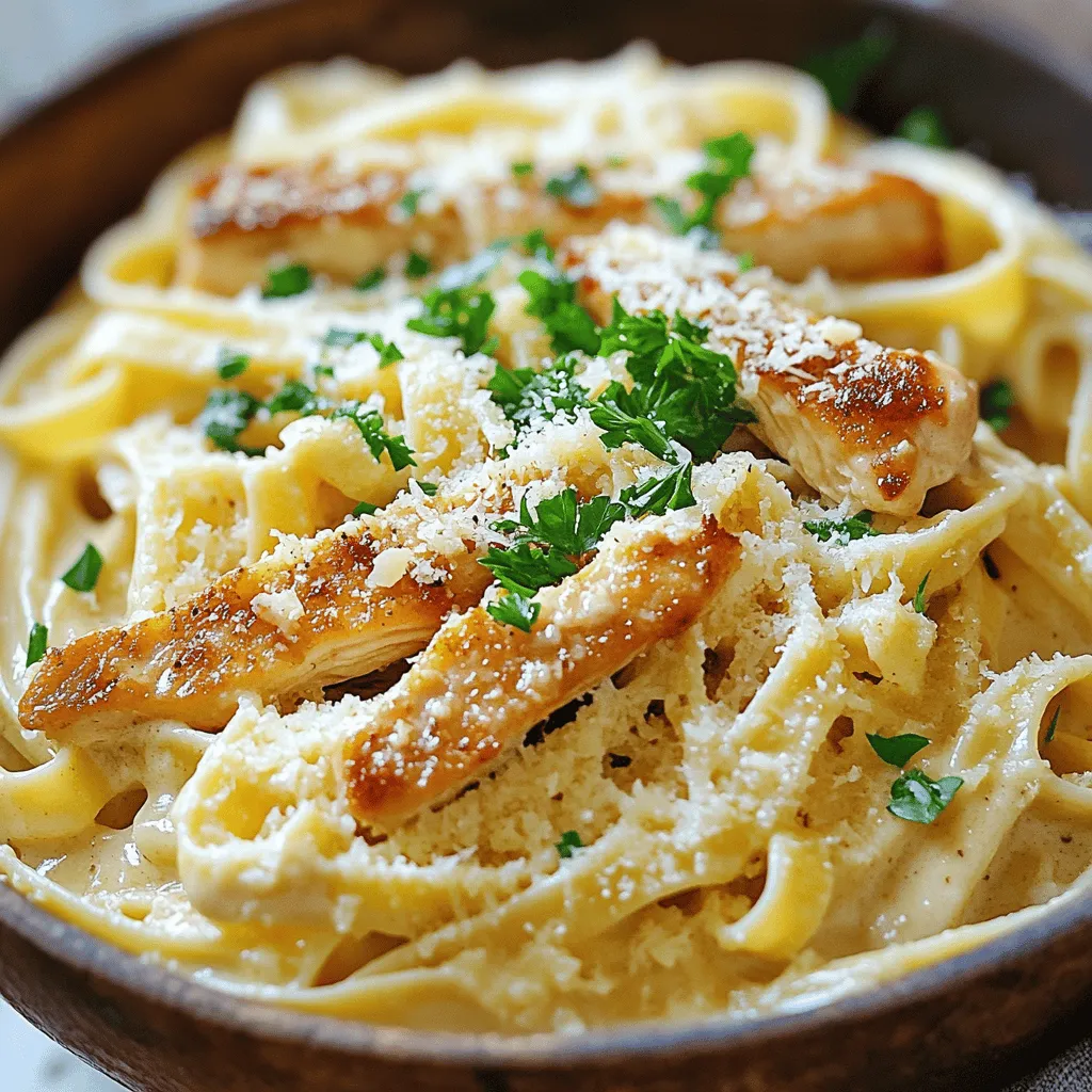 - Chicken and Pasta Components - 2 boneless, skinless chicken breasts - 8 ounces fettuccine pasta