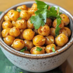 - 1 can (15 oz) chickpeas, drained and rinsed - 1 tablespoon olive oil - 1 teaspoon smoked paprika - 1 teaspoon garlic powder - 1/2 teaspoon ground cumin - 1/2 teaspoon sea salt - 1/4 teaspoon cayenne pepper (adjust to taste) Crispy chickpeas make for a tasty snack. They are easy to prepare and packed with flavor. You need just a few key ingredients. Start with canned chickpeas. They save time and are ready to use. Rinse them well to remove any extra sodium. Olive oil helps the spices stick and adds richness. For flavor, I love using smoked paprika, garlic powder, and ground cumin. These spices bring warmth and depth to the dish. Sea salt enhances the taste, while cayenne adds a little heat. You can adjust the cayenne to your liking. - Fresh parsley, chopped - Suggestions for additional toppings Garnishing your chickpeas adds a nice touch. Chopped fresh parsley brightens up the dish. You can also think about other toppings. Try adding a squeeze of lemon juice for zest. Or, pair them with your favorite dip for extra flavor. The options are endless! For the full recipe, check out [Full Recipe]. Start by draining the canned chickpeas. Rinse them under cold water to remove extra salt. Then, pat them dry with a paper towel. This step is crucial. Removing moisture helps the chickpeas get crispy in the air fryer. If they are wet, they will steam and not crisp up well. In a mixing bowl, combine the dried chickpeas with olive oil and spices. Use smoked paprika, garlic powder, ground cumin, sea salt, and cayenne pepper. Toss everything well so that each chickpea is evenly coated. This ensures that every bite is packed with flavor. Preheat your air fryer to 400°F (200°C) for about 5 minutes. Once it is hot, place the chickpeas in the fryer basket. Make sure they are in a single layer and not crowded. Cook them for 12 to 15 minutes. Halfway through, shake the basket. This helps them crisp up evenly. Keep an eye on them to prevent burning. When they are golden and crunchy, remove the basket. Let them cool for a few minutes. Enjoy your tasty snack! For the full recipe, check out the [Full Recipe]. To make your chickpeas crispy, focus on three key factors: moisture, temperature, and cooking time. Start by removing as much moisture as possible from the chickpeas. After rinsing, pat them dry with a paper towel. This step is crucial for achieving that desired crunch. Next, set your air fryer to 400°F (200°C). Cooking at this high temperature helps create a crispy outer layer. Finally, keep an eye on the cooking time. Aim for 12-15 minutes, shaking the basket halfway through. This ensures even cooking and prevents burning. Feel free to play with spices! The base recipe uses smoked paprika, garlic powder, and cumin, but you can switch it up. Try adding curry powder for a warm, earthy flavor. Or you might enjoy a spicy kick with chili powder or extra cayenne pepper. For a fresh twist, consider adding lemon zest or a pinch of herbs like oregano or thyme. Don’t hesitate to get creative and find flavors that excite your palate! Serve your crispy chickpeas in a small bowl, garnished with fresh parsley. They make a perfect snack on their own but can also shine in many dishes. Pair them with dips like hummus or yogurt sauces for a tasty treat. You can also sprinkle them on salads for a delightful crunch. Think of them as a topping for grain bowls or soups, adding both flavor and texture. The options are endless, so enjoy exploring different ways to serve these delicious bites! {{image_2}} You can change the taste of your air fryer crispy chickpeas easily. For a spicy kick, add more cayenne pepper or some chili powder. If you want them herby, mix in dried oregano or thyme. For a sweet twist, try cinnamon and a bit of brown sugar. Each spice brings new flavor. Feel free to mix and match to find your favorite blend. Want to add more nutrients? Toss in some nutritional yeast for a cheesy flavor. You can also mix in ground flaxseed or chia seeds. These ingredients boost your fiber and protein. If you like, add some roasted nuts or seeds for crunch. They not only add taste but also a healthy punch. Air fryer crispy chickpeas fit well with many cuisines. Pair them with hummus for a Middle Eastern snack. You can throw them on salads for a crunchy topping. In Indian cooking, use spices like garam masala for a unique twist. They also work great as a bar snack with drinks. The options are endless, making them fun to serve in different ways. For the full recipe, check out Air Fryer Crispy Chickpeas. To keep your crispy chickpeas fresh, store them in an airtight container. Make sure to let them cool completely before sealing. This step prevents moisture, which can make them soft. You can keep them at room temperature for best results. Avoid the fridge as it can cause them to lose their crunch. To reheat and keep your chickpeas crispy, use the air fryer. Preheat it to 400°F (200°C) for about 5 minutes. Place the chickpeas in the basket and heat for 3-5 minutes. This method revives their crunch without drying them out. You can also use an oven, but be sure to spread them out on a baking sheet. For optimal freshness, eat your crispy chickpeas within 3-5 days. After this time, they may lose their texture and flavor. If you notice any signs of moisture or chewiness, it’s time to toss them. Enjoy your snacks while they are at their best! For the full recipe, check the section above. You can make crispy chickpeas without oil by using aquafaba, the liquid from canned chickpeas. It acts like an egg white and helps the spices stick. After draining the chickpeas, reserve the aquafaba. Toss the chickpeas in the aquafaba and your desired spices. Then, air fry them as usual. They will still get crispy, but with fewer calories and fat. Yes, you can use dried chickpeas. Start by soaking them overnight in water. This softens them and makes them easier to cook. After soaking, drain and rinse the chickpeas. Then, boil them for about 1 hour until tender. Once cooked, follow the same steps as with canned chickpeas for seasoning and air frying. You will have fresh, tasty chickpeas! Chickpeas are very healthy. They are high in protein and fiber, which help keep you full. They also contain vitamins and minerals like iron, magnesium, and folate. Eating chickpeas can help with digestion and support heart health. Adding them to your diet can boost your overall well-being, making them a great choice for snacks. Crispy chickpeas are tasty and easy to make in your air fryer. You learned the main ingredients, steps, and tips to perfect this snack. Enjoy customizing flavors to match your taste. Remember to store leftovers properly for the best crunch later. Chickpeas are also healthy and add great value to your meals. Try these simple ideas, and share your creations! Enjoy your crispy chickpea journey.