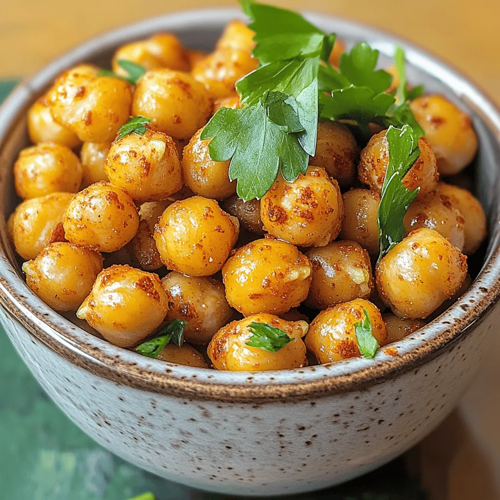 - 1 can (15 oz) chickpeas, drained and rinsed - 1 tablespoon olive oil - 1 teaspoon smoked paprika - 1 teaspoon garlic powder - 1/2 teaspoon ground cumin - 1/2 teaspoon sea salt - 1/4 teaspoon cayenne pepper (adjust to taste) Crispy chickpeas make for a tasty snack. They are easy to prepare and packed with flavor. You need just a few key ingredients. Start with canned chickpeas. They save time and are ready to use. Rinse them well to remove any extra sodium. Olive oil helps the spices stick and adds richness. For flavor, I love using smoked paprika, garlic powder, and ground cumin. These spices bring warmth and depth to the dish. Sea salt enhances the taste, while cayenne adds a little heat. You can adjust the cayenne to your liking. - Fresh parsley, chopped - Suggestions for additional toppings Garnishing your chickpeas adds a nice touch. Chopped fresh parsley brightens up the dish. You can also think about other toppings. Try adding a squeeze of lemon juice for zest. Or, pair them with your favorite dip for extra flavor. The options are endless! For the full recipe, check out [Full Recipe]. Start by draining the canned chickpeas. Rinse them under cold water to remove extra salt. Then, pat them dry with a paper towel. This step is crucial. Removing moisture helps the chickpeas get crispy in the air fryer. If they are wet, they will steam and not crisp up well. In a mixing bowl, combine the dried chickpeas with olive oil and spices. Use smoked paprika, garlic powder, ground cumin, sea salt, and cayenne pepper. Toss everything well so that each chickpea is evenly coated. This ensures that every bite is packed with flavor. Preheat your air fryer to 400°F (200°C) for about 5 minutes. Once it is hot, place the chickpeas in the fryer basket. Make sure they are in a single layer and not crowded. Cook them for 12 to 15 minutes. Halfway through, shake the basket. This helps them crisp up evenly. Keep an eye on them to prevent burning. When they are golden and crunchy, remove the basket. Let them cool for a few minutes. Enjoy your tasty snack! For the full recipe, check out the [Full Recipe]. To make your chickpeas crispy, focus on three key factors: moisture, temperature, and cooking time. Start by removing as much moisture as possible from the chickpeas. After rinsing, pat them dry with a paper towel. This step is crucial for achieving that desired crunch. Next, set your air fryer to 400°F (200°C). Cooking at this high temperature helps create a crispy outer layer. Finally, keep an eye on the cooking time. Aim for 12-15 minutes, shaking the basket halfway through. This ensures even cooking and prevents burning. Feel free to play with spices! The base recipe uses smoked paprika, garlic powder, and cumin, but you can switch it up. Try adding curry powder for a warm, earthy flavor. Or you might enjoy a spicy kick with chili powder or extra cayenne pepper. For a fresh twist, consider adding lemon zest or a pinch of herbs like oregano or thyme. Don’t hesitate to get creative and find flavors that excite your palate! Serve your crispy chickpeas in a small bowl, garnished with fresh parsley. They make a perfect snack on their own but can also shine in many dishes. Pair them with dips like hummus or yogurt sauces for a tasty treat. You can also sprinkle them on salads for a delightful crunch. Think of them as a topping for grain bowls or soups, adding both flavor and texture. The options are endless, so enjoy exploring different ways to serve these delicious bites! {{image_2}} You can change the taste of your air fryer crispy chickpeas easily. For a spicy kick, add more cayenne pepper or some chili powder. If you want them herby, mix in dried oregano or thyme. For a sweet twist, try cinnamon and a bit of brown sugar. Each spice brings new flavor. Feel free to mix and match to find your favorite blend. Want to add more nutrients? Toss in some nutritional yeast for a cheesy flavor. You can also mix in ground flaxseed or chia seeds. These ingredients boost your fiber and protein. If you like, add some roasted nuts or seeds for crunch. They not only add taste but also a healthy punch. Air fryer crispy chickpeas fit well with many cuisines. Pair them with hummus for a Middle Eastern snack. You can throw them on salads for a crunchy topping. In Indian cooking, use spices like garam masala for a unique twist. They also work great as a bar snack with drinks. The options are endless, making them fun to serve in different ways. For the full recipe, check out Air Fryer Crispy Chickpeas. To keep your crispy chickpeas fresh, store them in an airtight container. Make sure to let them cool completely before sealing. This step prevents moisture, which can make them soft. You can keep them at room temperature for best results. Avoid the fridge as it can cause them to lose their crunch. To reheat and keep your chickpeas crispy, use the air fryer. Preheat it to 400°F (200°C) for about 5 minutes. Place the chickpeas in the basket and heat for 3-5 minutes. This method revives their crunch without drying them out. You can also use an oven, but be sure to spread them out on a baking sheet. For optimal freshness, eat your crispy chickpeas within 3-5 days. After this time, they may lose their texture and flavor. If you notice any signs of moisture or chewiness, it’s time to toss them. Enjoy your snacks while they are at their best! For the full recipe, check the section above. You can make crispy chickpeas without oil by using aquafaba, the liquid from canned chickpeas. It acts like an egg white and helps the spices stick. After draining the chickpeas, reserve the aquafaba. Toss the chickpeas in the aquafaba and your desired spices. Then, air fry them as usual. They will still get crispy, but with fewer calories and fat. Yes, you can use dried chickpeas. Start by soaking them overnight in water. This softens them and makes them easier to cook. After soaking, drain and rinse the chickpeas. Then, boil them for about 1 hour until tender. Once cooked, follow the same steps as with canned chickpeas for seasoning and air frying. You will have fresh, tasty chickpeas! Chickpeas are very healthy. They are high in protein and fiber, which help keep you full. They also contain vitamins and minerals like iron, magnesium, and folate. Eating chickpeas can help with digestion and support heart health. Adding them to your diet can boost your overall well-being, making them a great choice for snacks. Crispy chickpeas are tasty and easy to make in your air fryer. You learned the main ingredients, steps, and tips to perfect this snack. Enjoy customizing flavors to match your taste. Remember to store leftovers properly for the best crunch later. Chickpeas are also healthy and add great value to your meals. Try these simple ideas, and share your creations! Enjoy your crispy chickpea journey.