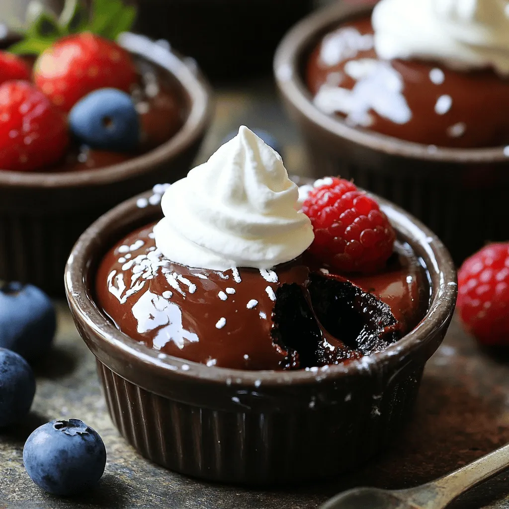 To make your 5-ingredient Nutella lava cake, you need simple items. Here’s what you’ll need: - 1 cup Nutella - 2 large eggs - 1/4 cup all-purpose flour - 2 tablespoons unsalted butter, melted - A pinch of sea salt Each ingredient plays a key role. The Nutella brings rich chocolate flavor. The eggs help the cake rise and stay moist. Flour gives it structure, while butter adds richness. A pinch of sea salt enhances all the flavors. You can use any brand of Nutella you like. It’s best to use fresh eggs for the best texture. Choose a good all-purpose flour for a perfect mix. Melt the butter gently so it blends well. The sea salt should be fine, not coarse. This recipe is not just easy; it’s also fun. You can prepare it quickly and impress your friends or family. For the full recipe, check the detailed instructions. Enjoy every bite! - Preheat your oven to 350°F (175°C). - Grease four ramekins with unsalted butter. Start by getting your oven hot. Preheating ensures even baking. While the oven warms up, grab your ramekins. Use a small amount of unsalted butter to grease them well. This step helps the cakes slide out easily later. - Combine Nutella and melted butter. - Incorporate eggs and mix well. - Fold in flour and sea salt carefully. Now, let’s make the batter. In a mixing bowl, add your Nutella and the melted butter. Stir them together until smooth. Next, crack in the eggs one at a time. Mix well after adding each egg for a rich mixture. Finally, add the flour and a pinch of sea salt. Use a spatula to fold these in gently. Be careful not to overmix; we want a light batter. - Divide batter into ramekins. - Bake for 10-12 minutes. - Invert and serve carefully. Time to bake! Spoon the batter into your greased ramekins. Fill each one about two-thirds full. Place them on a baking sheet for easy handling. Bake in your preheated oven for 10 to 12 minutes. Look for firm edges, but the center should still jiggle a bit. Once done, take them out and let them sit for one minute. Carefully invert each ramekin onto a plate. Tap gently to release the cake. Watch out! The filling will be hot and gooey. Enjoy your 5-Ingredient Nutella Lava Cake indulgent dessert delight! For the full recipe, check out the details above. To make the best lava cake, you need to avoid overmixing the batter. Mixing too much can make the cake dense. You want it light and fluffy, so mix just until you see no flour. This keeps your cake airy. Ensuring a gooey center is the key to a great lava cake. Bake them only until the edges are firm. The center should still jiggle a bit. If you bake too long, you lose that oozy goodness. Trust me, a short bake makes all the difference. Pair your lava cake with vanilla ice cream or whipped cream. The cold creaminess contrasts perfectly with the warm cake. It creates a delightful mix of flavors and textures. Add a garnish of fresh berries or a chocolate drizzle on top. This not only looks great but adds a burst of flavor. Berries give a tartness that balances the sweetness of the cake. For the full recipe, check out the complete guide to making this indulgent treat! {{image_2}} You can switch things up with dark chocolate instead of Nutella. Dark chocolate brings a rich taste. This swap gives your cake a deeper flavor. Just melt it with butter as you would with Nutella. If you need a gluten-free option, try using almond flour or coconut flour. Both will work well. The texture may change slightly, but they still create a delicious lava cake. Adjust your baking time as needed. For a boost of flavor, add a splash of vanilla extract. This simple addition can brighten the taste. You might also try a touch of espresso powder for a coffee kick. It pairs well with chocolate. Adding nuts or chocolate chips can enhance your cake's texture. Try walnuts or hazelnuts for crunch. Chocolate chips provide extra gooeyness. Both options make each bite more exciting. For the full recipe, check the section above. After you enjoy your Nutella lava cakes, you might have some left. You can store them in the fridge. Place the cooled cakes in an airtight container. They will stay fresh for up to three days. When you want to eat them again, you can reheat them. To reheat, use the microwave. Heat for about 15-20 seconds. Check if it’s warm enough. You can also use an oven. Preheat it to 350°F (175°C) and heat for 5-7 minutes. This will keep the gooey center nice and warm. If you want to make lava cakes ahead, you can freeze them unbaked. Pour the batter into greased ramekins. Cover each ramekin tightly with plastic wrap. They can stay in the freezer for up to a month. When you are ready to bake them, take the ramekins out. Let them thaw in the fridge overnight. Once thawed, bake them as per the full recipe instructions. This way, you can enjoy fresh lava cakes any time! To make this recipe dairy-free, you can swap the butter for a plant-based alternative. Coconut oil works great as a substitute. For Nutella, look for a dairy-free chocolate spread. Many brands now offer delicious vegan options that taste amazing. Yes, you can use different sizes or types of baking dishes. If you choose larger ramekins, you will need to bake them longer. For smaller ones, reduce the bake time. Always check for doneness. You want the edges firm and the center slightly wobbly. To ensure your lava cakes are done, look for a few signs. The edges should be set and firm. The center should still jiggle a bit. This means the gooey chocolate inside is ready to flow. If they are too firm, you might lose that perfect lava center. In this blog post, I shared a simple lava cake recipe packed with rich flavors. We covered essential ingredients and step-by-step baking instructions. I also shared tips to help you achieve that perfect gooey center. Consider variations to make the recipe your own and how to store any leftovers. Remember, baking should be fun and allow for creativity. With these easy steps, you'll impress anyone with your delicious lava cakes. Enjoy making these treats and sharing them with your friends or family!