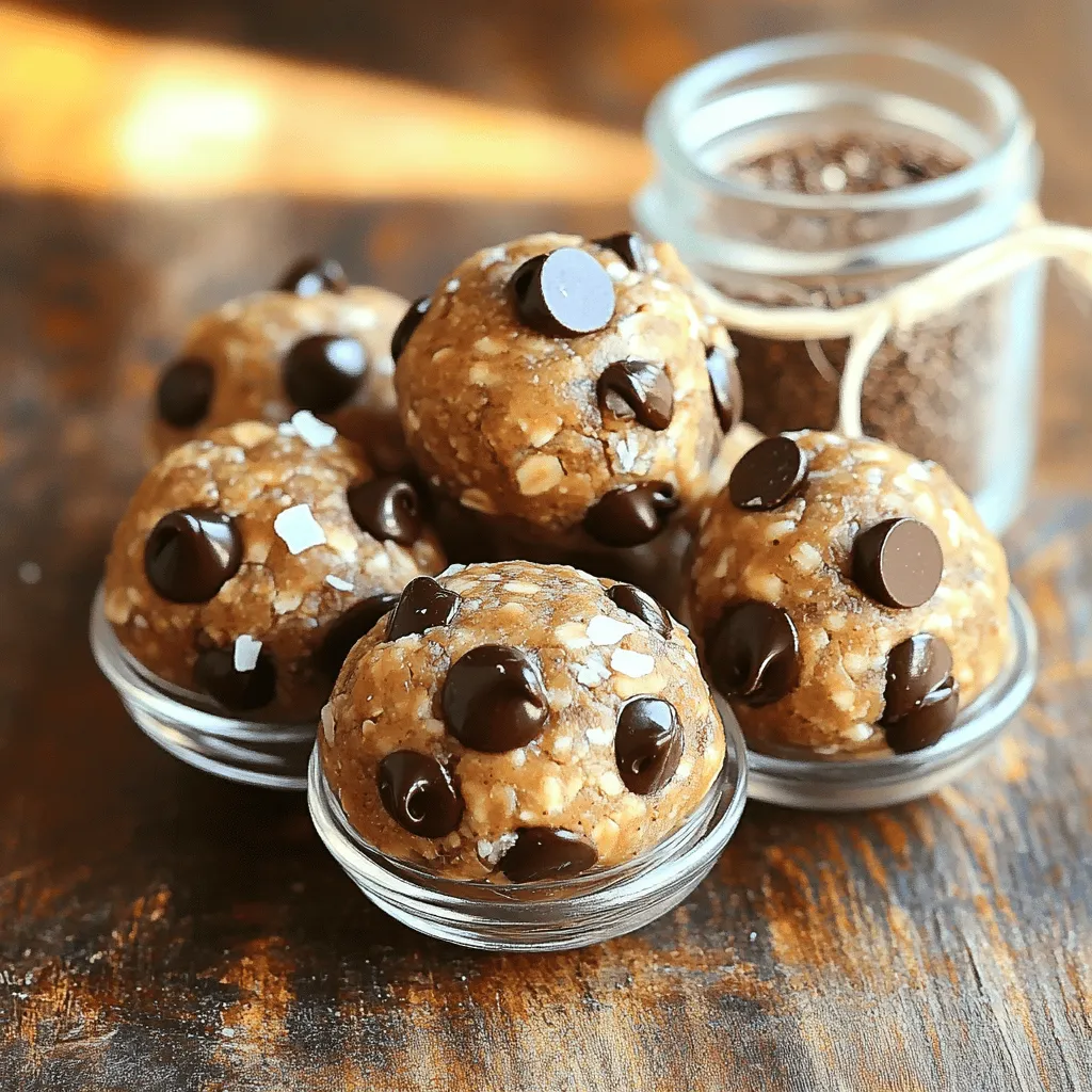 - 1 cup rolled oats - 1/2 cup natural peanut butter - 1/4 cup honey or maple syrup These three main ingredients create a solid base for your energy bites. Rolled oats give you fiber and energy. Natural peanut butter brings protein and healthy fats. Honey or maple syrup adds sweetness and binds the mix. - 1/2 cup mini chocolate chips - 1/4 cup ground flaxseed - 1/4 cup shredded coconut or chopped nuts Adding mini chocolate chips makes these bites fun and tasty. Ground flaxseed boosts omega-3s and fiber. You can also use shredded coconut or chopped nuts for extra texture and flavor. - 1/2 teaspoon vanilla extract - A pinch of salt Vanilla extract enhances the sweet notes in the bites. A pinch of salt balances the flavors, making each bite even better. For the full recipe, check the details above! 1. Mixing dry ingredients: Start by taking a large mixing bowl. Add 1 cup of rolled oats, 1/4 cup of ground flaxseed, and a pinch of salt. Stir these dry ingredients well until they blend evenly. 2. Combining wet ingredients: In another bowl, mix 1/2 cup of natural peanut butter, 1/4 cup of honey or maple syrup, and 1/2 teaspoon of vanilla extract. Stir until smooth and creamy. This mixture adds flavor and binds the energy bites. 1. Shaping the mixture: Pour the peanut butter mixture into the bowl with dry ingredients. Add 1/2 cup of mini chocolate chips. Mix everything well until you have a sticky blend. Next, use your hands to shape the mixture into small balls, about 1 inch wide. 2. Refrigeration process: Place the shaped energy bites on a baking sheet lined with parchment paper. After forming them all, refrigerate for at least 30 minutes. This helps the bites become firm and easier to handle. - Presentation ideas: Serve these energy bites in a small glass jar tied with twine for a cute look. You can also place them on a colorful plate and sprinkle extra cocoa powder on top for flair. - Pairing options: Enjoy these bites with a glass of milk or a smoothie. They are perfect for a quick snack or a pre-workout boost. For a fun twist, serve them alongside fresh fruit. For the full recipe, check out the details above. To keep your energy bites fresh, store them in an airtight container. This helps prevent them from drying out. You can also use a glass jar with a lid. Place a piece of parchment paper between layers if you stack them. These bites can last about one week in the fridge. If you want them to stay fresh longer, you can freeze them. They keep well for up to three months in the freezer. You can easily adjust the recipe for your dietary needs. For a nut-free option, try sunflower seed butter. If you need a vegan choice, use maple syrup instead of honey. To enhance flavors, add spices like cinnamon or a splash of almond extract. You can also mix in dried fruit for added sweetness and texture. Be creative! Making these energy bites ahead of time saves you time. You can prepare them on the weekend for quick snacks during the week. Just follow the steps and shape them into balls. If you want to freeze them, shape the bites first. Place them on a tray to freeze individually before transferring them to a bag. This way, you can take out just what you need later. {{image_2}} You can switch up the flavor of your energy bites easily. Try using different nut butters. Almond butter or cashew butter adds a unique taste. You might also want to add spices like cinnamon. Just a dash can give your bites a nice warmth. Changing the texture is fun too. Use different types of oats. Quick oats can make your bites softer, while steel-cut oats add crunch. You can also incorporate seeds, like chia or sunflower seeds. These not only change the texture but also boost nutrition. If you want to make this recipe even healthier, consider sugar substitutes. Stevia or agave syrup can work well in place of honey. For those who need gluten-free options, use gluten-free oats. This way, everyone can enjoy these tasty bites. For the full recipe, check out the details! Peanut Butter Chocolate Chip Energy Bites pack a punch of energy. They help fuel your day with whole ingredients. Oats provide fiber, which keeps you full and supports digestion. Peanut butter adds protein, helping with muscle repair. The healthy fats in peanut butter also support heart health. Honey or maple syrup gives a natural sweetness while boosting energy levels. - Rolled oats: Great source of fiber and nutrients. - Natural peanut butter: Loaded with protein and healthy fats. - Honey or maple syrup: Natural sweetener for energy. Serving size is important for enjoying these bites. One serving is about one energy bite. You can expect to get around 12 to 15 bites from this recipe. Each bite has about 100 calories. This makes them a perfect snack! - Recommended servings: 1 bite per snack. - Caloric breakdown: Roughly 100 calories per bite. These energy bites can fit many diets. They are easy to make vegan by using maple syrup instead of honey. For those with nut allergies, try sunflower seed butter. Always check for allergens, especially with chocolate chips. - Vegan options available: Use maple syrup instead of honey. - Allergen information: Contains peanuts and may include chocolate. These energy bites last about one week in the fridge. Store them in an airtight container. This keeps them fresh and tasty. If you want them to last longer, you can freeze them. Just make sure to wrap each bite in plastic wrap. Then, place them in a freezer-safe bag. This helps prevent freezer burn. Yes, you can freeze these energy bites! Freezing is a great way to keep them fresh. To freeze, first shape the bites and chill them in the fridge for 30 minutes. Then, place them in a single layer on a baking sheet. Freeze them for about one hour. After they are firm, transfer them to a freezer bag. Label the bag with the date. They can stay in the freezer for up to three months. If you need a substitute, there are many options! Almond butter is a great choice. It has a similar texture and taste. Sunflower seed butter is another good option, especially for nut-free diets. Cashew butter adds a creamy flavor, too. You can also use tahini, made from sesame seeds. Just keep in mind that each butter has its own unique taste. These energy bites are simple to make and packed with nutrients. We covered key ingredients like rolled oats, natural peanut butter, and honey. You learned about optional mix-ins and seasoning that can add flavor. I shared step-by-step instructions and tips on storage and modifications. These bites are perfect for a quick snack or energy boost. In the end, you can customize these bites to fit your taste. Enjoy experimenting!