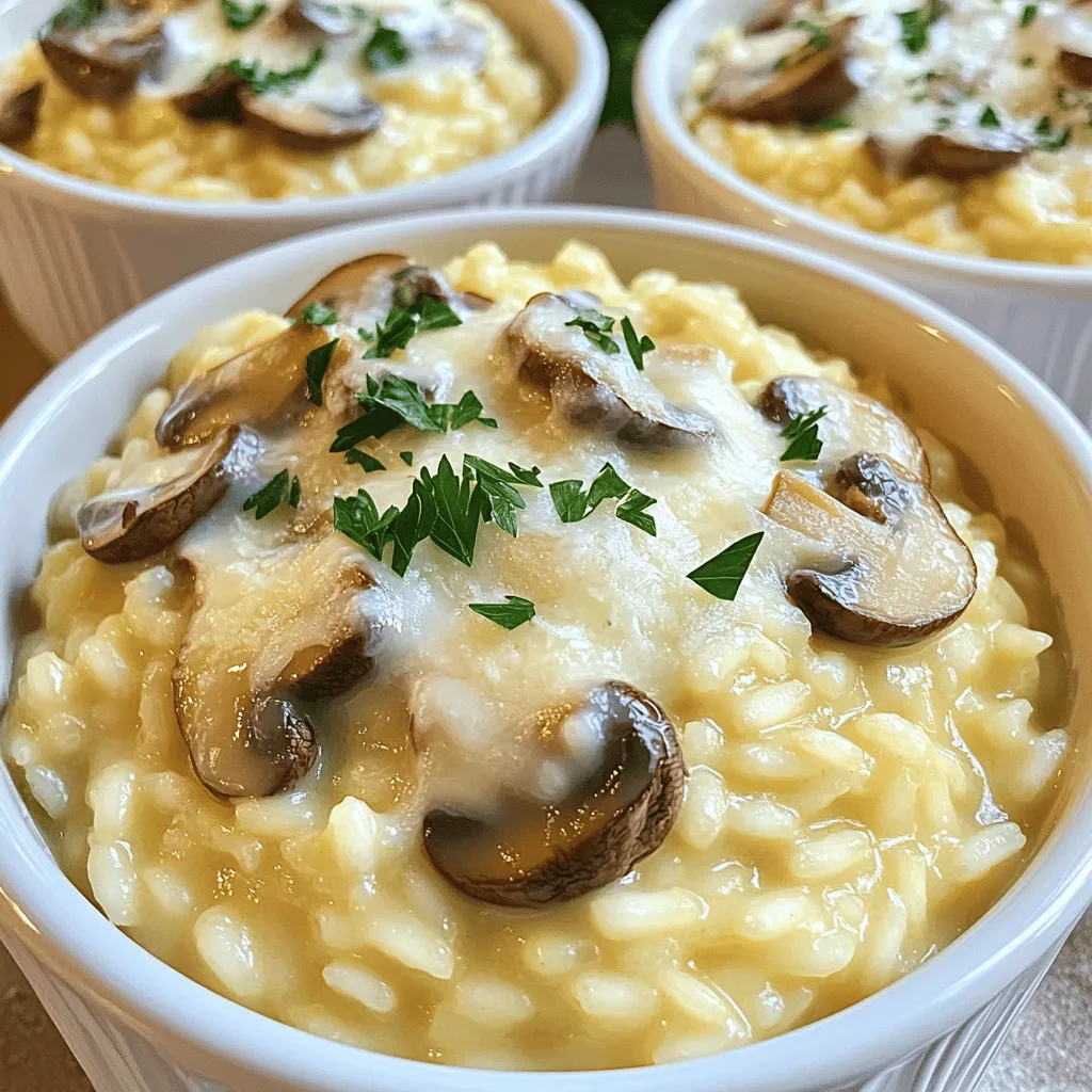 To make Instant Pot creamy mushroom risotto, you need simple, fresh ingredients. Here’s what you will gather: - 1 cup Arborio rice - 4 cups vegetable broth (low sodium) - 8 ounces cremini mushrooms, sliced - 1 small onion, finely chopped - 2 cloves garlic, minced - 1 cup Parmesan cheese, grated - 2 tablespoons unsalted butter - 1 tablespoon olive oil - 1 teaspoon thyme (fresh or dried) - 1 teaspoon salt - ½ teaspoon black pepper - Chopped parsley for garnish These ingredients work together to create a rich and creamy dish. Arborio rice is key for its starchiness, which helps thicken the risotto. The vegetable broth adds depth, while the cremini mushrooms provide an earthy flavor. Using fresh onion and garlic enhances the taste, making the dish even better. Parmesan cheese gives that creamy texture, while butter and olive oil add richness. Thyme, salt, and pepper are essential for seasoning. Lastly, chopped parsley adds a pop of color and freshness to each bowl. Gather these items before you start cooking for the best results. You can find the full recipe in the next section. - Sauté aromatics in the Instant Pot: Set your Instant Pot to the Sauté function. Add olive oil and butter. Once melted, toss in the chopped onion. Cook for 3 to 4 minutes. The onion should be soft and clear. - Add garlic and mushrooms: Stir in the minced garlic and sliced cremini mushrooms. Cook for about 5 minutes. Stir often until the mushrooms are soft and brown. - Toast the rice: Add the Arborio rice to the pot. Stir for around 2 minutes. You want the rice to look a bit clear. - Add broth and seasoning: Pour in the vegetable broth. Add thyme, salt, and black pepper. Stir well to mix everything. - Pressure cook the risotto: Close the lid and seal the vent. Set your Instant Pot to Manual, high pressure, for 6 minutes. - Quick release the pressure: When the timer goes off, carefully move the vent to venting. This will release the steam quickly. - Stir in Parmesan cheese: Open the lid and add the grated Parmesan cheese. Stir until it melts and makes the risotto creamy. Taste and adjust the seasoning if needed. - Garnish and serve: Spoon the risotto into bowls. Top with chopped parsley for a fresh look. Enjoy your meal! For the full recipe, check out the [Full Recipe]. Choosing the right rice For risotto, use Arborio rice. This rice has a high starch content. It gives risotto its creamy texture. Other types of rice may not yield the same results. Stick to Arborio for the best dish. Importance of low sodium broth Using low sodium broth is key. It allows you to control the salt level in your dish. This broth enhances the flavor without overpowering it. Always taste and adjust your seasoning as needed. Achieving the desired creaminess The creaminess of your risotto comes from two main factors: starch and technique. Stirring the rice releases starch. This gives your risotto that velvety mouthfeel. Be patient and stir often while cooking. Adjusting cooking times Cooking times for risotto in an Instant Pot are shorter. Set your pot to high pressure for just six minutes. This quick cooking keeps the rice tender. Follow up with a quick release for the best texture. Maintaining the right pressure Ensure your lid is sealed tight during cooking. This keeps the pressure steady. If your Instant Pot loses pressure, the risotto may not cook fully. Always check the vent before starting. Pairing with side dishes Risotto pairs well with simple side dishes. A light salad or steamed vegetables works great. These sides add freshness and balance to your meal. Consider using seasonal greens for added flavor. Best wines to complement risotto A crisp white wine like Sauvignon Blanc is ideal. It complements the earthy mushrooms well. If you prefer red, a light Pinot Noir is a good choice. Enjoy the meal with your favorite drink to enhance the experience. For the detailed recipe, check out the Full Recipe. {{image_2}} You can make this creamy mushroom risotto even better. Try adding proteins like chicken or shrimp. Simply sauté them after the onions. This gives you a heartier dish. If you want more color, toss in some peas or asparagus. These veggies add a nice crunch and vibrant look. Want a vegan version? Swap the cheese for a plant-based alternative. You can also use olive oil instead of butter. This keeps the flavor rich, without dairy. If you need gluten-free options, use gluten-free broth. Just make sure your rice is certified gluten-free. Using seasonal mushrooms can make a big difference. Try chanterelles in the spring or shiitakes in the fall. Each type brings its own unique taste. Fresh herbs also change with the seasons. Use basil in summer or rosemary in winter for a fresh flavor boost. You can find tasty herbs at local markets. Using seasonal ingredients makes your dish not just good, but great. For the full recipe, check out the full recipe section. To keep your risotto fresh, store it in an airtight container. Place it in the fridge. Make sure it cools to room temperature first. Use the leftover risotto within three days for best taste. Always check for any signs of spoilage before eating. You can reheat risotto in different ways. A microwave is quick and easy. Place the risotto in a bowl and add a splash of broth or water. Heat for one minute, stir, and heat again if needed. You can also use a skillet. Heat over low heat, adding broth slowly. Stir until warm and creamy. To freeze risotto, let it cool completely. Spoon it into freezer bags or containers. Press out as much air as you can before sealing. Label and date the bags. Risotto can last for up to three months in the freezer. When you're ready to eat, thaw it overnight in the fridge. Then, reheat it on the stovetop or microwave. Add a little broth or water to restore its creamy texture. How to make Instant Pot risotto? To make risotto in an Instant Pot, I start by sautéing onion in butter and olive oil. After it becomes soft, I add garlic and mushrooms. Then, I toast Arborio rice before adding vegetable broth and seasoning. I seal the pot and cook on high pressure for six minutes. Finally, I release the pressure quickly and stir in Parmesan cheese. Can I use other types of rice? You can use other rice, but Arborio rice works best. It gives risotto its creamy texture. If you prefer, you can try Carnaroli or Vialone Nano. These types also help achieve that perfect creaminess. What to do if the risotto is too dry? If your risotto is too dry, add a bit more broth or water. Stir it in slowly. This helps to bring back the creamy texture. Always taste it to check the flavor after adding more liquid. What can I use instead of Arborio rice? If you need a substitute for Arborio rice, try using Carnaroli or Vialone Nano. You can also use farro or quinoa, but they will change the dish's texture. They are good options if you want something different. Alternatives for Parmesan cheese? For Parmesan cheese, you can use Pecorino Romano for a sharper taste. Nutritional yeast is great for a vegan option. It gives a cheesy flavor without dairy, making it a good choice for many diets. What if my risotto is undercooked? If your risotto is undercooked, add a small amount of broth and seal the pot again. Cook for another minute or two. This should help finish cooking the rice without overcooking it. Why did the Instant Pot give a burn warning? The burn warning usually means that food is stuck to the bottom. It can happen if there is not enough liquid. To prevent this, always scrape the bottom of the pot after sautéing. If you get the warning, add a bit more broth and restart the cooking. In this article, I broke down how to make delicious Instant Pot risotto. We covered the ingredients, step-by-step cooking instructions, and tips to perfect your dish. Remember, using the right rice and broth makes a huge difference. Explore flavor variations and seasonal ingredients to keep it fresh. Lastly, proper storage and reheating will ensure you enjoy leftovers safely. Make this risotto your own and delight friends and family with each creamy bite!