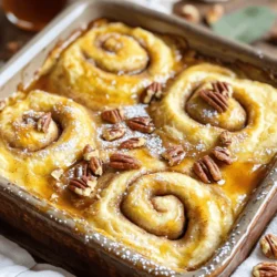 To make a delicious cinnamon roll casserole, you need some simple ingredients. Here’s what you will need: - 2 cans (about 16 oz each) refrigerated cinnamon rolls - 6 large eggs - 1 cup milk - 1 teaspoon vanilla extract - 1 teaspoon ground cinnamon - 1/2 cup chopped pecans (optional) - 1/2 cup maple syrup - Powdered sugar for dusting (optional) Each of these items plays a key role in creating that sweet, gooey goodness. The cinnamon rolls provide a soft base, while the eggs and milk create a custard-like filling. Vanilla extract adds warmth, and ground cinnamon enhances the flavor. If you like a nutty crunch, toss in some chopped pecans. Maple syrup brings an extra layer of sweetness. Finally, a dusting of powdered sugar adds a lovely finish. This combination makes your casserole a tasty morning delight. For the complete cooking process, check the Full Recipe. Start by preheating your oven to 375°F (190°C). This temperature helps the casserole rise nicely. While the oven heats, grease a 9x13-inch baking dish. Use butter or cooking spray to ensure nothing sticks. Next, open the two cans of refrigerated cinnamon rolls. Cut each roll into quarters. Place these pieces evenly in the greased baking dish. They will expand as they bake, so leave some space between them. In a large bowl, whisk together the six large eggs, one cup of milk, one teaspoon of vanilla extract, one teaspoon of ground cinnamon, and half a cup of maple syrup. Mix until it’s smooth and creamy. Pour this egg mixture evenly over the cinnamon roll pieces. Make sure every piece gets coated. If you want, sprinkle half a cup of chopped pecans on top for a crunchy texture. Now, bake your casserole in the preheated oven for 25 to 30 minutes. Keep an eye on it. You want the top to be golden brown and puffed. When it looks done, you can check it by inserting a toothpick into the center. If it comes out clean, your casserole is ready! Once baked, take it out and let it cool for a few minutes. If you like, dust the top with powdered sugar before serving. Enjoy the delicious gooey goodness of your cinnamon roll casserole! You can find the full recipe above. To make a great cinnamon roll casserole, ensure you coat every piece evenly. After mixing your egg mixture, pour it slowly over the cinnamon rolls. Move the rolls around gently with a spatula to coat them well. This step helps each piece soak up the flavor. If some rolls are dry, they won’t taste as good. Serving this casserole warm is a must. You can top it with powdered sugar for a sweet finish. Maple syrup drizzled on top adds a nice touch. You can also serve it with fresh fruit, like strawberries or bananas. This adds color and flavor. A dollop of whipped cream can make it feel even more special. Avoid making your casserole soggy. To do this, do not let the egg mixture sit too long before baking. If you over-soak the rolls, they can become mushy. Always check for doneness by inserting a toothpick in the center. If it comes out clean, your casserole is ready. Make sure the tops are golden brown to avoid undercooked rolls. For the full recipe, check out the section above! {{image_2}} You can make your cinnamon roll casserole even more fun! Add seasonal fruits like apples, berries, or peaches. These fruits add a fresh taste and color. You can also toss in chocolate chips for a sweet twist. The chocolate melts and makes every bite richer. Mix and match to find your favorite flavors. If you need gluten-free or dairy-free options, there are simple swaps. Use gluten-free cinnamon rolls instead of regular ones. For a dairy-free version, try almond or oat milk instead of regular milk. You can also use dairy-free eggs or egg substitutes. These changes keep the casserole tasty and friendly for all diets. Toppings make your dish shine! Drizzle extra icing on top for sweetness. You can also use flavored syrups, like caramel or maple. These toppings add a fun flair and extra flavor. Dust some powdered sugar on top for a pretty finish. Get creative with your toppings, and enjoy the delicious results! You can store leftover cinnamon roll casserole in the fridge. Wait until it cools. Then, cover it tightly with plastic wrap or aluminum foil. This keeps it fresh for up to three days. To enjoy later, just take out a piece and reheat it. To freeze your casserole, first let it cool completely. Cut it into individual servings. Wrap each piece in plastic wrap, then place them in a freezer bag. Be sure to remove as much air as possible. This method helps it last for up to three months. When you’re ready to eat, you can reheat it easily. For the best results, use the oven. Preheat it to 350°F (175°C). Place the casserole in an oven-safe dish and cover it with foil. Heat for about 15-20 minutes until warm. This keeps the texture soft and gooey, just like when it was fresh. You can also use the microwave if you're in a hurry. Just heat in short bursts, checking often to avoid drying it out. Enjoy your delicious cinnamon roll casserole! A cinnamon roll casserole is a warm, sweet dish made from cinnamon rolls. You cut the rolls into pieces and mix them with eggs and milk. This blend creates a soft, gooey treat. The best part? It is super easy to make and perfect for breakfast or brunch. You get all the flavors of classic cinnamon rolls in one dish. Everyone loves it because it is simple to serve and share! Yes, you can prepare this casserole the night before. Just follow these steps: - Cut the cinnamon rolls and place them in the baking dish. - Mix the egg mixture and pour it over the rolls. - Cover the dish with plastic wrap and refrigerate overnight. In the morning, just bake it for about 30 minutes. This saves time and lets the flavors blend overnight. Cinnamon roll casserole lasts about 3 to 4 days in the fridge. Be sure to store it in an airtight container. Signs of spoilage include an off smell or mold. If you want to keep it longer, consider freezing it. When properly frozen, it can last up to 2 months. Just thaw it in the fridge overnight before reheating. Enjoy that delicious gooey goodness later! In this blog post, we explored a tasty cinnamon roll casserole. We covered the essential ingredients, step-by-step cooking instructions, and helpful tips. You learned how to avoid common mistakes, create variations, and properly store leftovers. This dish offers a warm and fun way to enjoy cinnamon rolls. It’s perfect for breakfast or brunch. Try it out! With a few easy changes, you can make it your own. Enjoy your cooking adventure and let flavors shine!
