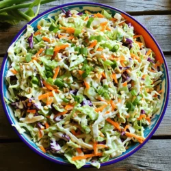 - 4 cups green cabbage, finely shredded - 1 cup red cabbage, finely shredded - 1 large carrot, grated - 1/2 cup mayonnaise - 2 tablespoons apple cider vinegar - 1 tablespoon Dijon mustard - 1 tablespoon honey - Salt and pepper to taste - 1/2 cup green onions, chopped - 1/4 cup sunflower seeds (optional) I love using a mix of green and red cabbage. The colors make the dish pop. Green cabbage is crunchy and mild. Red cabbage adds a sweet taste and vibrant color. Grating a large carrot gives a nice crunch and sweet note. I choose good mayonnaise for creaminess. Apple cider vinegar brings a bit of tang. Dijon mustard adds a gentle kick. Honey balances the flavors with a touch of sweetness. Don’t forget salt and pepper. They are key for good taste. Adding chopped green onions gives a fresh bite. For extra crunch, try sunflower seeds. They add texture and a nutty flavor. - Alternative dressings (vinegar-based, yogurt-based) - Different types of cabbage (savoy, napa) - Additional vegetables (bell peppers, celery) If you want a different dressing, try a vinegar-based one. A yogurt-based dressing can make it lighter. You can also switch the cabbage. Savoy has a softer texture. Napa cabbage is sweeter and crisp. You may add other veggies too. Bell peppers can add sweetness. Chopped celery gives a nice crunch. Don’t be afraid to mix and match! Try different flavors to find your favorite. For the full recipe, check out the details above. Start with the vegetables. For coleslaw, I use green cabbage and red cabbage. Shred both types finely. Use a sharp knife or a box grater for the carrot. Grating adds nice texture and sweetness. Aim for thin strips so the slaw is easy to eat. Next, let’s make the dressing. In a bowl, mix the mayonnaise, apple cider vinegar, Dijon mustard, and honey. Whisk them together until the mixture is smooth. This dressing brings out the flavors in the cabbage and carrots. Now it’s time to combine everything. Pour the dressing over the veggies. Toss them gently but thoroughly. Make sure each piece of cabbage and carrot gets coated. Taste the mixture and add salt and pepper as needed. This step is key. Seasoning can change the whole dish. If you want extra crunch, add sunflower seeds and green onions. Toss again to mix everything well. This gives the coleslaw a fun twist and extra flavor. Chill the coleslaw for at least 30 minutes. This time allows the flavors to meld together. The cabbage will soften slightly, making it more enjoyable. Chilling also makes the dish refreshing, perfect for hot days or summer picnics. For the full recipe, check the section above. Enjoy your homemade coleslaw! To make the best coleslaw, always use fresh ingredients. Fresh cabbage and crisp carrots add great crunch. Pick cabbages that are firm and heavy. They should feel dense when you hold them. When cutting cabbage, slice it correctly. Start by cutting the cabbage in half, then remove the core. After that, slice the halves into thin strips. Aim for about a quarter-inch thickness. This helps the cabbage stay crunchy in the coleslaw. Coleslaw works well for many occasions. It is perfect for summer barbecues, picnics, or family dinners. I love serving it with grilled chicken or pulled pork. The cool, crisp texture balances rich meats nicely. You can also serve it as a side for fish tacos. For a twist, add coleslaw to sandwiches or wraps. It gives a nice crunch and extra flavor. Pairing it with fried foods, such as fish or chicken, is also a great option. To keep coleslaw fresh, store it in an airtight container. This helps prevent it from getting soggy. If you can, add the dressing just before serving. This keeps the veggies crisp longer. Coleslaw can last in the fridge for about three to five days. However, it’s best to enjoy it within the first two days for the best taste. Check for any signs of wilting or off smells before eating. For the full recipe, check out the Crispy Crunch Classic Coleslaw section! {{image_2}} Creamy coleslaw uses mayonnaise as a base. This makes it rich and smooth. The flavor is mild and tangy, often with a touch of sweetness. Vinegar-based coleslaw skips the mayo. It relies on vinegar and oil for dressing. This gives it a sharper, zesty taste. When choosing between them, think about the meal. Serve creamy coleslaw with barbecued meats. It balances the smoky flavor. Vinegar-based coleslaw pairs well with fried foods. It cuts through the heaviness and adds brightness. Southern-style coleslaw is a classic. It usually combines green cabbage with sweet dressing. Some recipes add chopped pickles or even apples for extra sweetness. This variation is popular at picnics and family gatherings. Asian-inspired coleslaw brings new flavors to the table. It often features shredded cabbage mixed with carrots and sesame dressing. You can add ingredients like soy sauce and ginger for depth. This twist offers a crunchy, fresh taste and works well with grilled meats. You can easily make coleslaw healthier. Swap out mayonnaise for Greek yogurt. This change keeps the creaminess but cuts the fat. Greek yogurt also adds protein, making your dish more filling. Another tip is to reduce sugar. Instead of using white sugar, try natural sweeteners like honey or maple syrup. This change adds flavor without the extra calories. Plus, it gives the coleslaw a unique twist. For the full recipe, check out the section above! The best cabbage for coleslaw is green cabbage. It has a crisp texture and mild taste. Red cabbage adds color and a slight peppery flavor. Mixing both types gives a vibrant look and full taste. Green cabbage is often the base, while red cabbage adds a fun twist. You can use savoy or napa cabbage too. Savoy cabbage is softer and sweeter, while napa cabbage is more delicate. Choose what you like best for your coleslaw! Yes, you can make coleslaw ahead of time. I recommend making it a few hours before serving. This allows the flavors to blend well. If you want to prepare it even earlier, keep the dressing and veggies separate. Mix them just before serving to keep it fresh and crunchy. Always store coleslaw in the fridge in a sealed container. This will help keep it crisp for your meal. Coleslaw can last about three to five days in the fridge. Make sure to store it in an airtight container. If it gets watery, just stir it before serving. Check for any bad smells or changes in color. If it looks or smells off, it’s best to toss it. Enjoy your coleslaw fresh for as long as possible! Prep Time: 15 minutes | Total Time: 45 minutes | Servings: 8 To make this coleslaw, gather these ingredients: - 4 cups green cabbage, finely shredded - 1 cup red cabbage, finely shredded - 1 large carrot, grated - 1/2 cup mayonnaise - 2 tablespoons apple cider vinegar - 1 tablespoon Dijon mustard - 1 tablespoon honey - Salt and pepper to taste - 1/2 cup green onions, chopped - 1/4 cup sunflower seeds (optional for crunch) Preparation Steps: 1. Start by shredding the cabbages and grating the carrot. Use a good knife for even cuts. This helps the veggies mix well. 2. In a new bowl, whisk the mayonnaise, apple cider vinegar, Dijon mustard, and honey. Make sure it is smooth. 3. Pour this dressing over the veggies. Toss them gently but well. You want everything coated. 4. Add salt and pepper. Taste to adjust seasoning. If you like crunch, toss in the sunflower seeds and green onions. 5. Cover the bowl and chill the coleslaw for at least 30 minutes. This time helps the flavors blend. For the best results, use fresh ingredients. They make a big difference in taste. Enjoy this coleslaw with your favorite meals. It pairs well with BBQ, sandwiches, and more. Try this Full Recipe for a delightful side dish! You learned how to make classic coleslaw step by step. We covered the main ingredients and optional add-ins. I shared tips on achieving the best flavor and texture. Coleslaw is perfect for many occasions and pairs well with different dishes. Remember, fresh ingredients and proper storage improve taste and safety. Enjoy making your perfect coleslaw as a side or a snack!