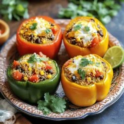 To make savory quinoa stuffed peppers, you need simple yet flavorful ingredients. Each item adds a special touch to the dish. Here's what you will need: - 4 large bell peppers (any color) - 1 cup quinoa, rinsed - 2 cups vegetable broth - 1 can (15 oz) black beans, drained and rinsed - 1 cup corn kernels (fresh or frozen) - 1 medium onion, diced - 2 cloves garlic, minced - 1 teaspoon cumin - 1 teaspoon smoked paprika - ½ teaspoon chili powder - Salt and pepper to taste - 1 cup diced tomatoes (canned or fresh) - ½ cup shredded cheese (optional, for topping) - Fresh cilantro, chopped for garnish These ingredients create a tasty and healthy meal. Quinoa provides protein and fiber, while the beans, corn, and spices add great flavors. You can also customize the recipe with different toppings or spices. For the complete recipe, check the [Full Recipe]. First, rinse 1 cup of quinoa under cold water. This helps remove any bitter taste. In a medium saucepan, combine the quinoa with 2 cups of vegetable broth. Bring to a boil. Once boiling, lower the heat and cover. Let it simmer for about 15 minutes. The quinoa will absorb all the liquid and become fluffy. Remove from heat and set aside. Take 4 large bell peppers and cut the tops off. Make sure to remove all the seeds and membranes inside. This keeps your peppers clean and ready for stuffing. Place the peppers upright in a baking dish. This helps them stand while baking. In a skillet over medium heat, add a small amount of olive oil. Sauté 1 medium diced onion for about 3 to 4 minutes until it becomes soft. Then, add 2 cloves of minced garlic and cook for another minute. This makes the kitchen smell great! Next, stir in the cooked quinoa, 1 can of drained black beans, 1 cup of corn, and 1 cup of diced tomatoes. Add 1 teaspoon of cumin, 1 teaspoon of smoked paprika, ½ teaspoon of chili powder, and salt and pepper to taste. Mix everything well and let it heat through. Now it’s time to fill the peppers! Use the quinoa mixture to stuff each pepper. Pack it in gently but fill it to the top. If you like cheese, sprinkle ½ cup of shredded cheese on top of each pepper for a tasty finish. Preheat your oven to 375°F (190°C). Cover the baking dish with aluminum foil and bake for 25 minutes. After that, take off the foil and bake for another 10 minutes. This will make the peppers tender and the cheese melt. Once done, carefully take them out of the oven. Let them cool for a few minutes. Before serving, add fresh chopped cilantro for a burst of color and flavor. You can find the full recipe with all the steps outlined above. Enjoy your Savory Quinoa Stuffed Peppers! To cook quinoa, rinse it well under cold water. This removes the bitter coating. Use two cups of vegetable broth for every cup of quinoa. Bring the broth to a boil, then reduce heat. Cover the pot and simmer for about 15 minutes. The quinoa is done when it’s fluffy and the liquid is gone. Let it sit for a few minutes before fluffing with a fork. This will give you a perfect texture. When choosing peppers, I prefer large bell peppers. They have sweet flavors and hold up well when baked. You can use any color: red, yellow, green, or orange. Each color offers a slightly different taste. Make sure the peppers are firm and free from blemishes. Hollow them out carefully to create enough room for the filling. For a lovely presentation, serve the stuffed peppers on a bright platter. Garnish with fresh cilantro for color. A wedge of lime adds a fresh touch and zesty flavor. You can also drizzle some hot sauce on top for those who enjoy a kick. These simple touches make the dish more appealing and fun to eat. For the full recipe, check out the detailed steps mentioned above. {{image_2}} You can boost the protein in your stuffed peppers easily. Try adding cooked chicken, ground turkey, or tofu for a tasty twist. You can also mix in some shredded cheese for a creamy touch. These options make the meal more filling and fun! This recipe suits both vegetarian and vegan diets. To keep it vegetarian, you can use cheese on top. For a vegan version, skip the cheese or use a plant-based alternative. The filling is packed with healthy beans and quinoa, so everyone will love it. Feel free to swap out ingredients based on what you have. You can use different beans, like kidney beans or lentils. If you want a fresh taste, add diced zucchini or spinach to the mix. These changes keep the recipe exciting and new every time. - Spice Level Adjustments Adjust the spice level to fit your taste. If you like heat, add more chili powder or some diced jalapeños. For a milder dish, cut back on the chili powder. You can also try adding fresh herbs like basil or oregano for a different flavor profile. For the full recipe, check out the details above. You can keep leftover stuffed peppers in an airtight container. They last about 3 to 5 days in the fridge. Make sure to let them cool before sealing. This keeps the peppers fresh and tasty. To reheat, place the peppers in a baking dish. Cover with foil to keep them moist. Heat in the oven at 350°F (175°C) for about 20 minutes. You can also use the microwave. Heat for 2-3 minutes on high, checking often. If you want to save some for later, freezing works great. Wrap each stuffed pepper tightly in plastic wrap and then aluminum foil. They can stay in the freezer for up to 3 months. When ready to eat, thaw in the fridge overnight and reheat as mentioned above. Enjoy your meal! For the full recipe, click here. Stuffed peppers can last about 3 to 5 days in the fridge. Make sure to store them in an airtight container. This keeps them fresh and tasty. When you are ready to eat them, just reheat. Yes, you can make stuffed peppers ahead of time. Prepare them fully and store them in the fridge. I suggest doing this the night before. This way, they are ready to bake when you need them. You can use rice, farro, or barley in place of quinoa. Each grain has its own unique flavor and texture. Choose one that you enjoy. Just make sure to adjust the cooking time based on the grain you select. No, you do not need to cook the peppers first. You can stuff them raw. Baking will soften them nicely. This method helps keep their shape and adds a nice crunch. For the full recipe, check the details above. You can create stuffed peppers packed with flavor and nutrition using simple ingredients. We discussed key ingredients like bell peppers, quinoa, black beans, and spices. The steps to prepare, cook, and stuff the peppers are easy to follow. I shared tips to perfect your dish and options for variations. Lastly, we covered how to store leftovers and answered common questions. Now you’re ready to make tasty stuffed peppers anytime. Enjoy your cooking adventure and share it with friends and family!