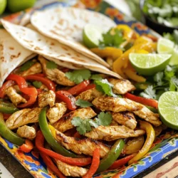 - 1 pound boneless, skinless chicken breasts - 1 red bell pepper, sliced into strips - 1 green bell pepper, sliced into strips - 1 yellow onion, sliced into thin wedges - 3 tablespoons olive oil - 2 teaspoons chili powder - 1 teaspoon paprika - 1 teaspoon cumin - 1/2 teaspoon garlic powder - 1/2 teaspoon onion powder - Salt and pepper to taste For this dish, you need just a few key items. First, choose one pound of boneless, skinless chicken breasts. The chicken will be the main focus. You can slice it into thin strips for even cooking. Next, grab assorted bell peppers: one red, one green, and one yellow. These add color and flavor. Also, include one yellow onion. Slice it into thin wedges to mix well with the chicken and peppers. You’ll need three tablespoons of olive oil to help with cooking and flavor. For spices, use two teaspoons of chili powder, one teaspoon of paprika, and one teaspoon of cumin. These will give your fajitas a great kick. Add half a teaspoon each of garlic powder and onion powder for extra depth. Finally, don’t forget salt and pepper to taste. - Fresh cilantro, chopped (for garnish) - Lime wedges (for serving) - 8 small flour or corn tortillas - Suggested sides (rice, beans, etc.) For garnishing, fresh cilantro adds a nice touch. It brightens up the dish. Lime wedges are perfect for squeezing over the fajitas before eating. They add a burst of freshness. You can serve the fajitas in small flour or corn tortillas. This makes it easy to eat. Also, consider suggested sides like rice or beans to round out your meal. They complement the fajitas well and make it filling. For the full recipe, you can check the details and instructions to ensure a perfect meal every time! 1. Preheat your oven to 400°F (200°C). 2. Line a large baking sheet with parchment paper. This makes cleanup easy. 3. In a large mixing bowl, combine the sliced chicken, bell peppers, and onion. 4. Drizzle the olive oil over the mixture. 5. Add chili powder, paprika, cumin, garlic powder, onion powder, salt, and pepper. 6. Toss everything together until well coated in spices. 1. Spread the chicken and vegetable mixture evenly on the prepared baking sheet. 2. Make sure not to overcrowd the pan so everything cooks well. 3. Bake in the preheated oven for 20-25 minutes. 4. Check when the chicken is golden and cooked through. 5. Stir halfway through cooking for even roasting. 1. Once done, take the pan out of the oven. 2. Let the fajitas rest for a couple of minutes. 3. Serve the mixture on warm tortillas. 4. Garnish with fresh cilantro and a squeeze of lime juice for added flavor. To amp up the flavor in your Sheet Pan Chicken Fajitas, try adding more spices. You can use cayenne pepper for heat or smoked paprika for depth. A splash of lime juice or vinegar can brighten the dish. Mix in a marinade of yogurt and spices to tenderize the chicken. This will add moisture and flavor. Using the right cooking techniques ensures great results. First, do not overcrowd the pan. If you pile on too many ingredients, they will steam instead of roast. This will make them soggy. Spread the chicken and veggies in a single layer. Next, stir the mixture halfway through cooking. This helps everything cook evenly. By moving the food around, you ensure that each piece gets golden and tender. Following these tips will give you the best fajitas every time. For the Full Recipe, check the earlier section. {{image_2}} You can swap chicken for beef, shrimp, or tofu. Each choice offers a new twist. If you use beef, choose sirloin or flank steak. Slice it thinly like the chicken. For shrimp, use large, peeled shrimp. They cook fast, so cut the time to about 10-12 minutes. Tofu is a great plant-based option. Use firm tofu, drain, and press it to remove extra moisture. Cut it into strips and bake for 20-25 minutes. Adjust cooking times based on your protein choice to ensure everything cooks just right. Try adding more veggies to boost flavor and nutrition. Zucchini and mushrooms work well in this dish. Slice zucchini into half-moons and mushrooms into thick slices. They both add nice texture. Toss them in with your chicken and peppers. If you want to spice it up, add jalapeños or poblano peppers for heat. Adjust the spice level to fit your taste. You can also add corn for sweetness or black beans for extra protein. This way, you can create your own unique fajita mix. To store leftovers in the fridge, place fajitas in an airtight container. This keeps them fresh and tasty. You can eat the leftovers within three days. To reheat, simply warm them in the microwave. For best taste, avoid reheating more than once. Best practices for keeping fajitas fresh include separating the chicken from the veggies. This helps prevent sogginess. Store tortillas in a separate bag to keep them soft. If you have extra lime, keep that in a small container too. To freeze chicken fajitas, first cool them completely. Place the chicken and veggies in a freezer-safe bag. Remove as much air as possible before sealing. You can freeze them for up to three months. When you’re ready to eat, thaw them overnight in the fridge. For reheating, place the fajitas in a skillet over medium heat. Add a splash of water to keep them moist. Cook until heated through. You can also use the microwave if you're in a hurry. Just cover the dish with a lid to trap steam. It takes about 30 minutes to cook Sheet Pan Chicken Fajitas. You will spend 15 minutes prepping. The cooking time is around 20 to 25 minutes. Make sure the chicken is fully cooked and the veggies are tender. Yes, you can make these fajitas in advance. Prepare the chicken and veggies a day before. Store them in the fridge in a sealed container. When you're ready to eat, just bake them. They reheat well in the oven. Serve these fajitas on a colorful platter. Keep the tortillas warm in a towel or a warmer. You can add lime wedges for a fresh taste. Pair them with sides like rice or beans for a full meal. You can find the Full Recipe for Sheet Pan Chicken Fajitas with detailed instructions. This will help you get all the steps and ingredients right! You now have a full guide to make delicious Sheet Pan Chicken Fajitas. From selecting the best ingredients to smart cooking tips, each step is clear. Remember, you can customize this dish with different proteins and veggies. Leftovers are easy to store and reheat. Don’t shy away from adding spices to enhance flavor. These fajitas are fun to make and serve. Enjoy cooking and sharing this tasty meal with family and friends. You’ll love the results!