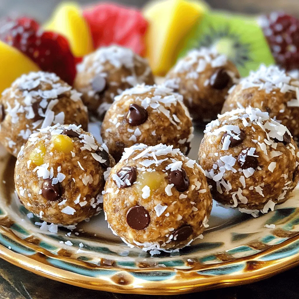 To make the Almond Joy Energy Balls, gather these key ingredients: - 1 cup almond butter - 1 cup rolled oats - ½ cup shredded unsweetened coconut - ¼ cup honey or maple syrup - ¼ cup dark chocolate chips - ½ teaspoon vanilla extract - ¼ teaspoon sea salt - ¼ cup chopped almonds These ingredients work together to create a tasty snack that packs a punch. Almond butter gives a creamy base, while oats add chewiness. Shredded coconut brings a tropical twist. Honey or maple syrup sweetens the mix, and dark chocolate chips add a rich touch. Vanilla extract and sea salt balance the flavors perfectly. You can make these energy balls even better with some optional add-ins: - Protein powder - Chia seeds - Flaxseed Adding protein powder boosts the energy level. Chia seeds and flaxseed add a nice crunch and good fats. Feel free to mix and match to suit your taste. If you need to swap out some ingredients, here are some easy substitutions: - Nut butters: You can use peanut butter or sun butter if you like. - Sweeteners: Agave syrup or maple syrup can replace honey. These swaps help you customize the recipe based on your needs. You can enjoy the same great taste and texture while making it work for you. For the full recipe, check out the detailed instructions provided above. First, gather your ingredients. You will need almond butter, rolled oats, shredded coconut, and honey or maple syrup. In a large mixing bowl, combine these base ingredients. Stir until they mix well. This creates a tasty and sticky base for your energy balls. Next, it’s time to add some fun! Add in the dark chocolate chips, vanilla extract, sea salt, and chopped almonds. Mix everything thoroughly. You want all these flavors to blend perfectly. This step is crucial to ensure every bite is delicious. Now, let’s roll those energy balls! Scoop out small portions of the mixture. Aim for about 1 inch in diameter for each ball. This size is easy to eat and perfect for snacks. Use your hands to roll them into smooth balls. Make sure they are uniform, so they look nice when served. Once you finish rolling, place the balls on a baking sheet lined with parchment paper. Chilling is an important step. It helps the energy balls firm up and hold their shape. Place the tray in the refrigerator for at least 30 minutes. This time allows the flavors to meld together too. After chilling, you can enjoy your Almond Joy Energy Balls right away. If you have leftovers, store them in an airtight container in the fridge. They will stay fresh for up to a week. For the full recipe, you can check the earlier section. To perfect the texture of Almond Joy Energy Balls, adjust moisture levels. If your mix feels too dry, add a splash of almond milk or a bit more honey. If it’s too wet, add a few extra oats. This helps you find the right balance. Prevent stickiness by wetting your hands slightly while rolling the balls. This simple trick keeps the mixture from clinging to your fingers. You’ll find it easier to make neat, bite-sized balls. Plating can elevate your energy balls. Place them on a colorful plate for a fun look. You can dust them with shredded coconut for a nice touch. Serve them with fresh fruit for a tasty snack platter. This adds color and flavor. Pair these energy balls with a cold glass of almond milk or a warm cup of tea. This contrast in temperatures makes each bite more enjoyable. You can also serve them as a pick-me-up during a busy afternoon. Almond Joy Energy Balls pack a nutritional punch. They are rich in protein and healthy fats from almond butter and chopped almonds. Each bite helps keep you full and satisfied. These snacks are great for a quick energy boost. The rolled oats provide lasting fuel, while the dark chocolate adds a sweet touch. Enjoying them before a workout can improve your performance. You can feel good knowing you’re snacking smartly with these tasty treats. For the full recipe, visit the section above. {{image_2}} You can easily switch up the taste of your Almond Joy Energy Balls. Here are two fun ways: - Peanut Butter Chocolate Energy Balls: Replace almond butter with peanut butter. The taste will be rich and nutty. Add chocolate chips for a sweet twist. - Coconut and Almond Joy Balls: Add more shredded coconut and chopped almonds. This gives a stronger coconut flavor and a satisfying crunch. If you have specific dietary needs, you can still enjoy these energy balls. - Vegan-friendly options: Use maple syrup instead of honey. This keeps the recipe vegan while adding sweetness. - Gluten-free variations: Make sure to use gluten-free oats. This way, you can enjoy a safe snack without gluten. You can change the energy balls based on the season. - Holiday-themed variations: Add spices like cinnamon or nutmeg during the holidays. This makes them perfect for festive gatherings. - Using seasonal fruits: In summer, add dried fruits like cranberries or apricots. These add a fresh taste and chewiness. Try these variations for a new twist on your Almond Joy Energy Balls. For the complete recipe, check out the Full Recipe section! To keep your Almond Joy Energy Balls fresh, you can freeze them. Place the balls in a single layer on a baking sheet. Freeze them for about an hour. Once they are firm, transfer the balls to airtight containers. This way, they stay fresh for up to three months. You can grab a few whenever you need a quick snack. If you store your energy balls in the fridge, they can last up to a week. Make sure to keep them in an airtight container. This helps keep them moist and tasty. For the best flavor, try to eat them within the first few days. They taste best when fresh. Making Almond Joy Energy Balls in batches is a smart move. You can prepare a big batch on the weekend. Then, you have snacks ready for the week. Add them to your meal plans for a quick energy boost. They work well for breakfast or an afternoon treat. Enjoy your delicious snacks anytime! To make Almond Joy Energy Balls, follow this simple recipe outline: 1. Mix 1 cup of almond butter, 1 cup of rolled oats, ½ cup of shredded coconut, and ¼ cup of honey or maple syrup in a large bowl. 2. Add ¼ cup of dark chocolate chips, ½ teaspoon of vanilla extract, ¼ teaspoon of sea salt, and ¼ cup of chopped almonds. Stir until well mixed. 3. Roll the mixture into small balls, about 1 inch in diameter. 4. Place the balls on a baking sheet lined with parchment paper. 5. Chill in the fridge for at least 30 minutes before serving. For the full recipe, check the earlier section. Yes, you can still enjoy these energy balls! If you have a nut allergy, use seed butters instead of almond butter. Sunflower seed butter works well and adds a nice flavor. You can also skip the chopped almonds, or replace them with seeds like pumpkin or sunflower seeds. Almond Joy Energy Balls can last for about a week in the fridge. Store them in an airtight container to keep them fresh. If you want them to last longer, freeze them. They can stay good for up to three months in the freezer. Just remember to let them thaw in the fridge before enjoying. Yes, adding protein powder is a great idea! To do this, start with 1–2 scoops of your favorite protein powder. Mix it in with the dry ingredients before adding wet ones. This will help keep the texture just right. This blog post covered how to make Almond Joy Energy Balls using simple, healthy ingredients. You learned about the main components, optional add-ins, and substitutions. We walked through step-by-step instructions, tips for the perfect texture, and fun variations to suit your taste. Finally, we discussed storage options and answered common questions. Now you can easily prepare tasty energy balls at home. Enjoy the burst of energy they provide!