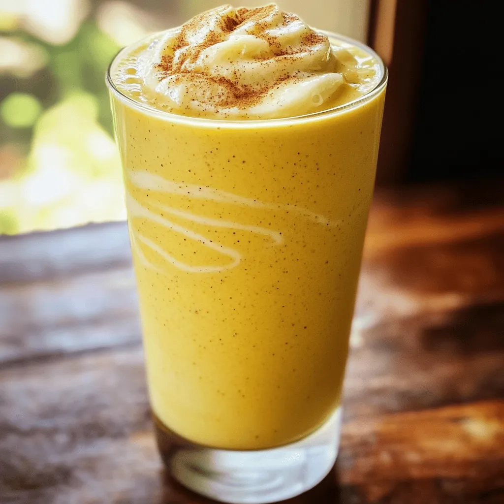 To make a Peanut Butter Banana Smoothie, you need simple and tasty ingredients. Here’s what you will gather: - 1 ripe banana, frozen - 2 tablespoons natural peanut butter - 1 cup almond milk (or milk of choice) - 1 tablespoon honey or maple syrup (optional) - 1 tablespoon chia seeds - 1/2 teaspoon vanilla extract - A pinch of cinnamon (for garnish) These ingredients blend together to create a creamy, nutritious mix. The frozen banana gives the smoothie a thick and smooth texture. Natural peanut butter adds rich flavor and protein. Almond milk keeps it light and adds a nice creaminess. You can sweeten it with honey or maple syrup if you like. Chia seeds are great for added fiber and omega-3s. Finally, a little vanilla and cinnamon elevate the taste. For the full recipe, check out Peanut Butter Banana Bliss 🥜. It’s quick to make and perfect for breakfast or a snack! Making a Peanut Butter Banana Smoothie is simple and fun. You can enjoy it for breakfast or as a snack. Here’s how to make it step by step. - Step 1: Add frozen banana to the blender. If you do not have a frozen banana, use a fresh one with a few ice cubes instead. This will help keep your smoothie cold and thick. - Step 2: Include natural peanut butter. This gives the smoothie its creamy texture. Choose a brand with no added sugar for a healthier option. - Step 3: Pour in almond milk and optional sweetener. Almond milk is a great choice, but you can use any milk you like. If you want it sweeter, add honey or maple syrup. - Step 4: Add chia seeds and vanilla extract. Chia seeds add fiber and omega-3s. Vanilla gives extra flavor. - Step 5: Blend until smooth and creamy. This usually takes 30 to 60 seconds. If the smoothie is too thick, add more almond milk to reach your desired texture. - Step 6: Adjust sweetness and garnish. Taste your smoothie. If you want it sweeter, add more honey or syrup, then blend again. Pour it into a glass and sprinkle a pinch of cinnamon on top for extra flavor. Now, you have a creamy and nutritious Peanut Butter Banana Smoothie! For the full recipe, check out Peanut Butter Banana Bliss. To get the best smoothie, use frozen bananas. They make your drink creamy and thick. If you only have fresh bananas, add a few ice cubes. This keeps your smoothie cool. Adjust the milk quantity to reach your preferred thickness. If it's too thick, just add more milk. Blend longer for a smooth texture. The longer you blend, the creamier it gets. You can swap out the peanut butter for other nut butters. Almond or cashew butter works great too. If you want a dairy-free option, use oat milk or soy milk. For sweetness, try maple syrup or agave instead of honey. You can also use stevia or monk fruit for a low-calorie option. These swaps keep your smoothie tasty and fit your diet. For the full recipe, check out Peanut Butter Banana Bliss. {{image_2}} You can change up your peanut butter banana smoothie in fun ways. Here are some ideas: - Adding chocolate or cocoa powder: This gives your smoothie a rich taste. Just add a tablespoon of cocoa powder or a small handful of chocolate chips. It will make your drink feel like a treat! - Incorporating berries or spinach for nutrition: Toss in some berries like strawberries or blueberries. They add sweetness and color. If you want greens, add a small handful of spinach. You won’t even taste it with the banana and peanut butter! - Experimenting with different spices: Try adding spices like nutmeg or ginger. Just a pinch can change the flavor. Cinnamon is great too, but don’t be afraid to play with other spices. You can easily turn your smoothie into a smoothie bowl. This makes it fun to eat! Here’s how: - Transforming into a smoothie bowl: Just blend your ingredients until thick. You might need less milk to make it creamy. Pour it into a bowl instead of a glass. - Toppings for extra texture and flavor: Add your favorite toppings. You can use granola, sliced fruits, nuts, or seeds. This adds crunch and makes your bowl look pretty. Enjoy a new way to eat your smoothie! To keep your peanut butter banana smoothie fresh, store any leftovers in the fridge. Use an airtight container. This helps keep flavors intact and prevents spoilage. Aim to consume it within 24 hours for the best taste and nutrition. If you want to save your smoothie for later, freezing is a great option. Pour the smoothie into ice cube trays or silicone molds. Once frozen, transfer the cubes to a zip-top bag. This method makes it easy to blend a quick treat later. Just blend the frozen cubes with a splash of almond milk. For storing your smoothie, choose glass jars or BPA-free plastic containers. Glass keeps the smoothie cold and fresh. Plastic containers are light and portable. In terms of shelf life, your smoothie can last about 1-2 days in the fridge. After this time, it may separate or lose flavor. Always check for any off smells or changes in texture before drinking. Enjoy your creamy and nutritious mix every time! Be sure to check out the Full Recipe for more details. To make your smoothie thicker, use frozen bananas. You can also add more peanut butter. Another option is to add chia seeds. These seeds absorb liquid and help thicken your drink. Lastly, reduce the amount of milk you use. This will keep the smoothie creamier. Yes, you can use other fruits! Berries, like strawberries or blueberries, work great. You can also add mango or spinach for extra nutrients. Just remember, each fruit changes the flavor. So, mix and match to find your favorite. This smoothie is very healthy. It has protein from peanut butter and fiber from bananas. Chia seeds add omega-3 fatty acids and antioxidants, too. Using almond milk keeps it low in calories. Overall, it’s a nutritious choice for breakfast or a snack. You can store your smoothie in the fridge for up to 24 hours. Use an airtight container to keep it fresh. If you want to save it longer, freeze it in a freezer-safe container. Just remember to stir it well after thawing. Chia seeds are tiny powerhouses! They are high in fiber, which helps digestion. They provide protein, which is good for muscle health. Chia seeds are also rich in omega-3 fatty acids, supporting heart health. Plus, they are loaded with antioxidants that fight inflammation. This Peanut Butter Banana Bliss recipe is quick and easy. It takes only 5 minutes to prep. You can serve one glass of this creamy and yummy smoothie. For a full recipe with all the steps, check the [Full Recipe](#). Here’s a quick look at what you need: - 1 ripe banana, frozen - 2 tablespoons natural peanut butter - 1 cup almond milk (or milk of choice) - 1 tablespoon honey or maple syrup (optional) - 1 tablespoon chia seeds - 1/2 teaspoon vanilla extract - A pinch of cinnamon (for garnish) This simple mix brings joy in every sip. Try it today! In this blog post, we explored a delicious peanut butter banana smoothie. We covered the simple ingredients and easy steps for making it. Tips for the perfect consistency and tasty variations made this even better. Storing your smoothie correctly keeps it fresh, and we answered common questions to help you. This smoothie is healthy and customizable for your taste. Try it today for a quick, nutritious snack!
