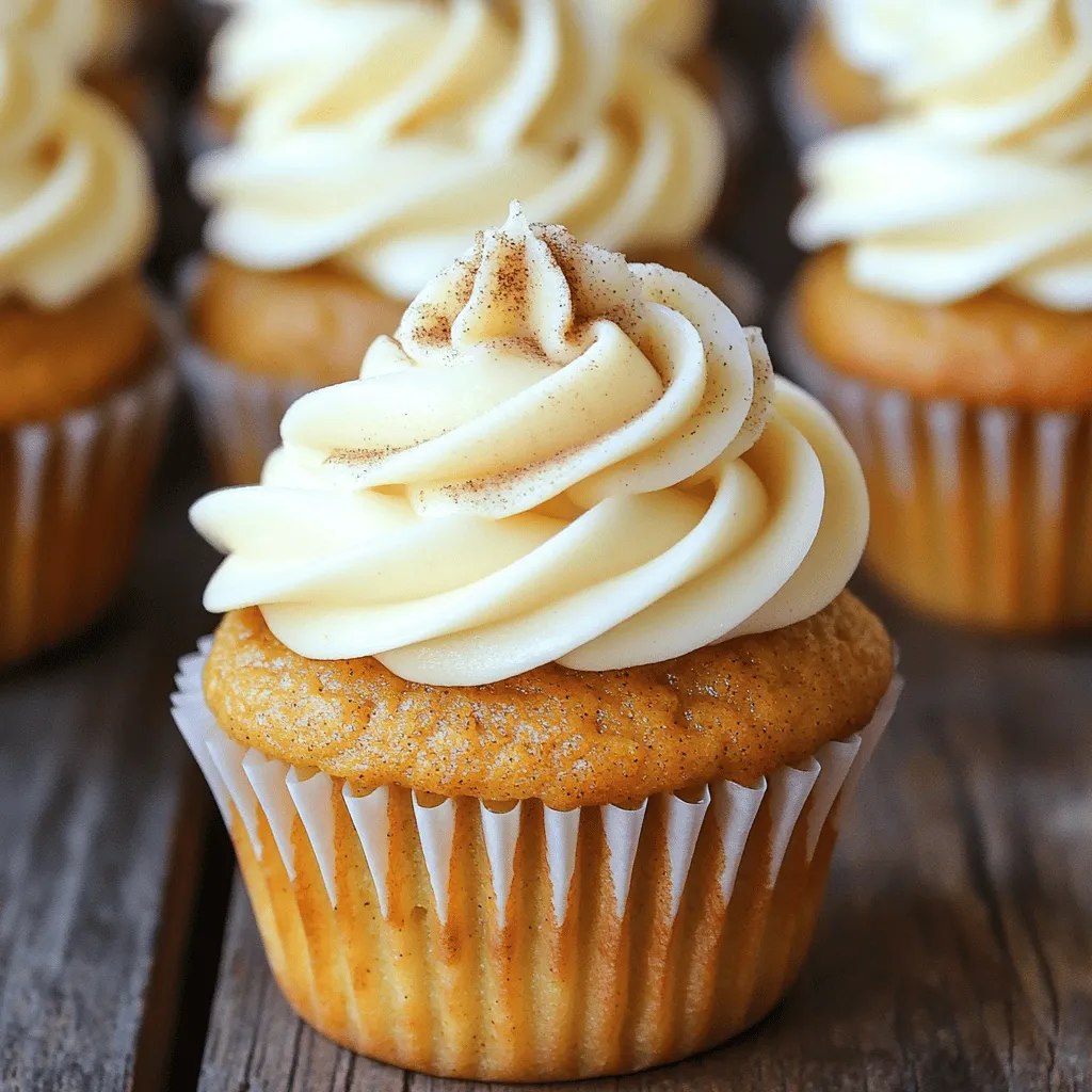To make Pumpkin Spice Latte Cupcakes, gather these ingredients: - 1 ½ cups all-purpose flour - 1 teaspoon baking powder - 1 teaspoon baking soda - ½ teaspoon salt - 2 teaspoons pumpkin pie spice - ½ cup unsalted butter, softened - 1 cup granulated sugar - 2 large eggs - 1 cup pumpkin puree - ¾ cup brewed coffee, cooled - 1 teaspoon vanilla extract - 1 cup powdered sugar - 2 tablespoons milk - ¼ teaspoon ground cinnamon (for garnish) Using fresh ingredients really boosts flavor. For pumpkin puree, I love using homemade. It tastes richer than canned. If you use canned, check for quality brands with just pumpkin listed. Always measure your flour correctly. Too much can make cupcakes dense. Also, use room temperature eggs and butter for a smooth batter. This helps the cupcakes rise better. Enjoy the process, and get ready for a delightful treat! For the full recipe, refer to the earlier section. First, preheat your oven to 350°F (175°C). This is key for even baking. Next, line your muffin tin with cupcake liners. This helps with easy removal later. Now, let’s mix the dry ingredients. In a medium bowl, whisk together these ingredients: - 1 ½ cups all-purpose flour - 1 teaspoon baking powder - 1 teaspoon baking soda - ½ teaspoon salt - 2 teaspoons pumpkin pie spice Set this bowl aside. In a large bowl, cream together ½ cup of softened unsalted butter and 1 cup of granulated sugar. Use an electric mixer for about 3-4 minutes. Aim for a light and fluffy mixture. Next, add 2 large eggs, one at a time. Beat well after adding each egg. Now, mix in 1 cup of pumpkin puree. This will give your cupcakes that rich pumpkin flavor. It’s time to combine the wet and dry ingredients. Gradually add the dry mix to the wet mix. Alternate with ¾ cup of cooled brewed coffee. Start and end with the dry mix. Stir until just combined, then add 1 teaspoon of vanilla extract. Now, fill the cupcake liners. Divide the batter evenly, filling each about 2/3 full. This allows room for rising. Bake in your preheated oven for 18-22 minutes. A toothpick inserted in the center should come out clean. After baking, let the cupcakes cool in the tin for about 5 minutes. Then, transfer them to a wire rack to cool completely. This step is important for perfect frosting later. Let’s make the icing now. In a small bowl, combine 1 cup of powdered sugar and 2 tablespoons of milk. Mix until you achieve a smooth consistency. Adjust the milk if needed. Once the cupcakes are cool, drizzle the icing on top. For a finishing touch, sprinkle a pinch of ground cinnamon. This adds both flavor and a lovely look. These cupcakes are perfect for fall gatherings, cozy evenings, or just a sweet treat for yourself. Enjoy your Pumpkin Spice Latte Cupcakes! For the full recipe, refer to the earlier sections. To bake perfect pumpkin spice latte cupcakes, avoid common mistakes. One mistake is overmixing the batter. This can lead to dense cupcakes. Mix until just combined to keep them light and fluffy. Another mistake is not measuring ingredients correctly. Use dry measuring cups for flour and sugar. Level them off with a straight edge. To achieve the best cupcake texture, make sure your butter is softened. Cold butter won't mix well. Also, ensure your eggs are at room temperature. This helps create a better emulsion. Use fresh pumpkin puree for richer flavor. If you can, make it from scratch. Get creative with frosting designs! You can swirl the icing high for a fun look. For a simple design, spread the frosting flat on top. You can even use a piping bag for fancy patterns. Adding edible decorations makes your cupcakes pop. Try chocolate sprinkles or chopped nuts for crunch. You can also use caramel drizzle for extra sweetness. Fresh whipped cream can add a light touch. For a final touch, sprinkle with a bit of ground cinnamon. These ideas will make your cupcakes stand out at any gathering. For the full recipe, check the main article. {{image_2}} You can easily add extra flavor to your pumpkin spice latte cupcakes. Consider mixing in chocolate chips or chopped nuts. Chocolate chips give a sweet touch. Nuts add a nice crunch. Both make the cupcakes even more fun to eat. For frosting, you have options too. Cream cheese frosting pairs well with pumpkin flavors. It adds a tangy taste. You can also try chocolate frosting for a richer treat. Each frosting choice changes the flavor and look of your cupcakes. If you need gluten-free cupcakes, you can use a gluten-free flour blend. Many brands work well in baking. Check the mix for good results, as some blends differ in taste. For vegan options, substitute eggs with applesauce or flaxseed meal. Use plant-based butter or oil in place of dairy butter. You can also use almond or oat milk instead of regular milk. These small changes keep your cupcakes delicious and suitable for many diets. If you want to cut sugar, try using honey or maple syrup. These natural sweeteners add a nice flavor. Just adjust the liquid ingredients to keep the batter right. For the full recipe, you can check the main section of this article. Enjoy experimenting with these variations! To keep your pumpkin spice latte cupcakes fresh, use airtight containers. This helps keep moisture in and air out. Store them at room temperature for up to three days. If you want to keep them longer, the fridge is a good option. Just remember, refrigeration can change their texture a bit. To maintain freshness, avoid stacking the cupcakes. This prevents them from getting squished. You can also place parchment paper between layers if you need to stack them. Make sure the icing is set before covering them. This way, you won’t mess up the frosting. Freezing cupcakes is a great way to save them for later. Start by letting the cupcakes cool completely. Once they are cool, wrap each cupcake in plastic wrap. Then, place them in a freezer-safe bag or container. This protects them from freezer burn. Cupcakes can be frozen for up to three months. When you're ready to enjoy them, take them out of the freezer. Let them thaw in the fridge overnight for the best taste and texture. If you're in a hurry, you can let them sit at room temperature for a few hours. Just remember, avoid microwaving them. This can dry them out. For the best results, frost them after thawing. This keeps the icing fresh and tasty. You can always check the [Full Recipe] for more tips. Can I use fresh pumpkin instead of canned? Yes, you can use fresh pumpkin. Just make sure to cook and puree it first. This gives a great flavor. Fresh pumpkin adds a nice touch and can enhance the taste of your cupcakes. How do I know when the cupcakes are done? You can check if they are done by inserting a toothpick into the center. If it comes out clean, they are ready. Cupcakes usually take about 18-22 minutes to bake. Can I make this recipe ahead of time? Yes, you can make the batter a day in advance. Just store it in the fridge. You can also bake the cupcakes and frost them later for serving. What can I substitute for coffee in the recipe? If you don’t want to use coffee, try brewed tea or even milk. You can also use hot water with a bit of cocoa powder for a different flavor. This keeps your cupcakes moist and tasty. For the complete recipe, check out the [Full Recipe]. In this blog post, you learned how to make delicious cupcakes from scratch. We covered key ingredients, step-by-step instructions, and helpful baking tips. You discovered variations for flavors and dietary needs, plus storage methods to keep your treats fresh. Remember, baking is fun and allows for creativity. Use the tips shared to avoid common mistakes. Enjoy your baking journey, and don’t be afraid to try new ideas. You’ll impress friends and family with your tasty creations.