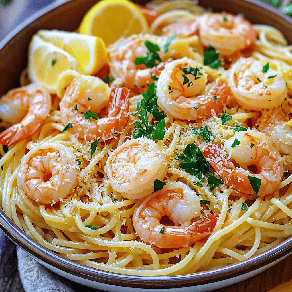 To make Famous Shrimp Scampi, you need a few key ingredients. Here’s what you will need: - 1 pound large shrimp, peeled and deveined - 8 ounces linguine or spaghetti - 4 tablespoons unsalted butter - 4 tablespoons olive oil - 4 cloves garlic, minced - 1 teaspoon red pepper flakes - 1 lemon, juiced and zested - 1/4 cup chicken or vegetable broth - Salt and black pepper to taste - 1/2 cup fresh parsley, chopped - 1/4 cup grated Parmesan cheese (optional) These ingredients are simple yet full of flavor. The butter and olive oil give richness, while garlic adds depth. The red pepper flakes bring a little heat, and lemon brightens the whole dish. Fresh parsley adds a pop of color and freshness. You can find the Full Recipe above for detailed steps on cooking this dish. To cook linguine or spaghetti, bring a large pot of salted water to a boil. Add your pasta and cook it according to the package instructions. You want it to be al dente, which means firm but not hard. This usually takes about 8 to 10 minutes. Remember to reserve about 1/2 cup of pasta water before draining. This starchy water helps adjust the sauce later. In a large skillet, melt 4 tablespoons of unsalted butter with 4 tablespoons of olive oil over medium heat. The mix gives a rich flavor. Once melted, add 4 cloves of minced garlic and 1 teaspoon of red pepper flakes. Sauté for about 1 to 2 minutes. You want the garlic to become fragrant, but not browned. Next, add 1 pound of peeled and deveined shrimp. Season with salt and pepper. Cook for about 2 to 3 minutes on each side. The shrimp should turn pink and opaque. Now, pour in 1/4 cup of chicken broth, the juice of 1 lemon, and the lemon zest. Stir the mixture well. Let it simmer for another 2 to 3 minutes. This allows all the flavors to blend nicely. Add the cooked pasta to the skillet with the shrimp and sauce. Toss everything to mix well. If the dish seems dry, add some of the reserved pasta water a little at a time. This will help you get the right consistency. Finally, remove the skillet from heat. Stir in 1/2 cup of chopped fresh parsley. Adjust seasoning with salt and pepper as needed. If you want, you can serve your famous shrimp scampi with a sprinkle of grated Parmesan cheese on top. For the full recipe, check out the main section above. Perfectly cooked shrimp have a pink color and a firm texture. They curl slightly but do not turn rubbery. Always watch them closely as they cook. Overcooking shrimp makes them tough and chewy. To avoid this, cook shrimp only until they are opaque, usually just 2-3 minutes on each side. Garlic is key in shrimp scampi. You can try roasted garlic for a sweeter taste. You may also use garlic powder if fresh garlic is not available. Fresh herbs add brightness. Basil or thyme can be great choices. Parsley is classic, but you can mix in some chives for a mild onion flavor. To plate shrimp scampi beautifully, use a large pasta bowl. Arrange the shrimp and pasta in the center. Sprinkle extra parsley on top for color. Add lemon wedges for a fresh touch. For sides, garlic bread pairs well. A light salad with vinaigrette can balance the dish nicely. Enjoy the Full Recipe to make this delightful meal! {{image_2}} You can easily make your shrimp scampi more special by adding seafood. Scallops and lobster work great. Simply add them in with the shrimp. For a mixed seafood scampi, use a blend of shrimp, scallops, and even crab. The flavors blend well and create a nice twist. To make a creamy version, you will need to change a few ingredients. Add about 1 cup of heavy cream after cooking the shrimp. Mix it in slowly to make it smooth. This will give your dish a rich texture. You might want to reduce the broth a bit to keep it balanced. A creamy shrimp scampi feels indulgent and comforting. Want to add some heat? Adjust the level of spice with red pepper flakes. You can also sprinkle in some sriracha or your favorite hot sauce. Start with a little, and then taste. You can always add more if you like it hot. This spicy version gives your dish an exciting kick. Store leftover shrimp scampi in an airtight container. This keeps it fresh and safe to eat. Place it in the fridge within two hours of cooking. Enjoy it within three days for the best taste. To freeze shrimp scampi, place it in a freezer-safe container. Leave some space for expansion. It will keep well for up to three months. When you want to eat it, take it out and thaw it in the fridge overnight. Reheat shrimp scampi on the stove over low heat. Add a splash of chicken broth to keep it moist. Stir often to avoid burning. Microwaving is also an option, but it can make the shrimp tough. For the best flavor and texture, the stove is the way to go. You can find the Full Recipe for more tips! To make shrimp scampi less spicy, you should adjust the red pepper flakes. Start with half a teaspoon instead of one. You can also use fresh herbs like basil or parsley for flavor without spice. Another option is to add more lemon juice for a zesty kick without heat. Yes, you can use frozen shrimp. Just make sure to thaw them first. Place them in cold water for about 15 minutes. This helps them cook evenly. Frozen shrimp may take a minute longer to cook. Keep an eye on them until they turn pink and opaque. Linguine or spaghetti works best for shrimp scampi. These pasta types hold the sauce well. If you want a change, try fettuccine or bucatini. Both will give a nice twist to this classic dish. For a gluten-free version, use gluten-free pasta. Options like brown rice or chickpea pasta are great. You can also use zucchini noodles as a fresh alternative. Just cook the shrimp and sauce as usual, then toss with your pasta of choice. In this post, we explored how to make a delicious shrimp scampi. We covered every ingredient, cooking step, and even some helpful tips. You now have new ideas for variations and know how to store leftovers. Whether you want a creamy version or a spicy kick, this dish is easy to modify. Enjoy creating this meal for friends or family. It’s sure to impress and satisfy everyone's taste buds. Get cooking and have fun!