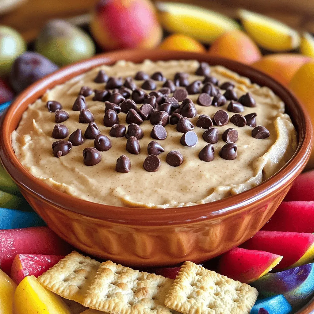 To make the best chocolate chip cookie dough dip, gather these simple ingredients: - 1 cup all-purpose flour - ½ cup unsalted butter, softened - ¾ cup brown sugar, packed - ¾ cup granulated sugar - 1 teaspoon vanilla extract - 1 cup chocolate chips (semi-sweet or milk chocolate) - 1 package (8 oz) cream cheese, softened - ½ cup powdered sugar - ¼ teaspoon salt - 2 tablespoons milk (or more for consistency) Each ingredient plays a vital role in creating a dip that tastes just like cookie dough. Why these ingredients matter: 1. All-purpose flour: This gives the dip that classic cookie dough texture. 2. Unsalted butter: It adds richness and creaminess. 3. Brown and granulated sugar: These sweeteners provide that deep, sweet flavor we love. 4. Vanilla extract: This adds warmth and depth to the flavor. 5. Chocolate chips: Of course, these are the stars of the dip! 6. Cream cheese: It makes the dip rich and smooth. 7. Powdered sugar: This adds sweetness without grittiness. 8. Salt: A pinch enhances all the flavors. 9. Milk: This helps achieve your desired consistency. The right balance of these ingredients makes your chocolate chip cookie dough dip truly irresistible. Check out the Full Recipe for detailed instructions! 1. Beat the butter and cream cheese together. Start with a large mixing bowl. Add your softened butter and cream cheese. Use a hand mixer or a sturdy spoon. Mix until smooth and creamy. 2. Incorporate brown and granulated sugar. Add in the packed brown sugar and granulated sugar. Mix well until fully combined. You want a fluffy texture that feels light. 3. Mix in vanilla extract and salt. Next, stir in the vanilla extract and salt. This adds great flavor. Make sure everything is well mixed. 4. Gradually mix in the all-purpose flour. Take your all-purpose flour and slowly add it to the bowl. Stir a little at a time to avoid clumps. Keep mixing until there are no dry patches. 5. Fold in the chocolate chips. Once the flour is combined, gently fold in the chocolate chips. This will ensure they are evenly spread throughout the dip. 6. Add milk for desired texture. If the dip is too thick, add milk one tablespoon at a time. Mix well after each addition. Keep going until you reach a smooth and dippable texture. 7. Transfer and chill before serving. Transfer the cookie dough dip to a serving bowl. If you want it to be firmer, chill it in the fridge for about 30 minutes. This helps it set nicely. This recipe is fun and easy to make. You can find the full recipe listed above. Enjoy dipping with graham crackers, fruit, or pretzels! To make this dip truly shine, start with room temperature ingredients. This makes mixing much easier and ensures a smooth texture. Softened butter and cream cheese blend better, giving you that creamy base we crave. If you want an even better dip, chill it for about 30 minutes before serving. This helps the dip firm up, making it easier to scoop and enjoy. A good presentation makes any dish more tempting. Serve your dip in a shallow bowl. This way, it looks inviting and is easy to dip into. Top it with extra chocolate chips for a sweet touch. Arrange dippable items like graham crackers or fresh fruit around the bowl. This not only adds color but also gives people plenty of choices to enjoy your delicious dip. {{image_2}} You can make this dip even more fun! Try adding nuts like walnuts or pecans. They add a nice crunch and flavor. You can also use different types of chocolate. Dark chocolate chips will give a richer taste. White chocolate chips can add sweetness. For a unique twist, add a splash of almond extract. This gives the dip a light, nutty flavor. Just a little goes a long way. Mix it in when you add the vanilla extract. This dip is great with many things. You can serve it with graham crackers or mini cookies. Fresh fruit like strawberries or apple slices works well too. Pretzels bring a salty crunch that pairs nicely with the sweet dip. You can also get creative and use it as a topping. Try it on ice cream for a delightful treat. It also tastes amazing on pancakes. Just spoon it on top and enjoy a sweet breakfast! To keep your chocolate chip cookie dough dip fresh, store it in an airtight container. This prevents it from drying out or absorbing other smells from the fridge. Use a glass or plastic container with a tight lid for best results. If you make a big batch, you can also divide it into smaller containers for easy snacking. You can store this dip in the fridge for up to five days. After that, it may start to lose its flavor and texture. Look for signs of spoilage, like an off smell or any change in color. If you see any mold, it's best to throw it away. Always trust your senses when it comes to food safety! Can I eat raw flour in this dip? Raw flour can contain harmful bacteria. I recommend baking it first. To do this, spread the flour on a baking sheet and bake at 350°F for about 5 minutes. This kills any bacteria and makes it safer to eat in your dip. How can I make this dip gluten-free? To make this dip gluten-free, use a gluten-free flour blend. Many brands offer blends that work well in recipes. Just substitute the all-purpose flour with the same amount of gluten-free flour. What can I substitute for cream cheese in the recipe? If you need a cream cheese substitute, try Greek yogurt or mascarpone. Both will give you a creamy texture. You can also use a dairy-free cream cheese if you prefer a vegan option. Can I freeze chocolate chip cookie dough dip? Yes, you can freeze this dip! Place it in an airtight container. It will last up to three months. When ready to eat, thaw it in the fridge overnight. You may need to stir in a bit of milk for the right texture. What are the best snacks to dip into this cookie dough dip? This dip pairs well with many snacks. Try it with graham crackers, fresh fruit, or pretzels. Mini cookies also make a fun dippable treat. You can even use apple slices for a tasty twist! This blog post covered a delicious chocolate chip cookie dough dip recipe. We went through the key ingredients, preparation steps, and tips for making it perfect. You learned about flavor variations and how to store leftovers. Finally, we answered common questions to help you succeed. Try making this dip for your next gathering. It will impress your friends and family with its creamy texture and rich taste. Enjoy every bite and have fun experimenting with different dippables!