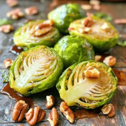 - 1 lb Brussels sprouts, trimmed and halved - 3 tablespoons olive oil - 1/4 cup pure maple syrup - 1 tablespoon Dijon mustard - 1/2 teaspoon garlic powder - Salt and pepper to taste - 1/4 cup pecans, roughly chopped - 2 tablespoons balsamic vinegar In this dish, the Brussels sprouts shine. You want to pick fresh, firm ones. Trimming and halving them helps them cook evenly. The olive oil adds richness, while the maple syrup gives that sweet touch. Dijon mustard brings a little tang. Garlic powder adds flavor without overpowering. Season with salt and pepper to taste for balance. Pecans give a nice crunch. Adding balsamic vinegar at the end brightens the dish. - Fresh herbs (e.g., thyme or parsley) - Grated cheese (e.g., Parmesan or feta) For extra flair, consider garnishing with fresh herbs. Thyme or parsley works well. Grated cheese, like Parmesan or feta, can add a salty depth. These extras enhance the look and taste of your dish. One serving has about 200 calories. It contains 14 grams of fat, 5 grams of protein, and 20 grams of carbohydrates. This dish provides good fiber from Brussels sprouts and healthy fats from olive oil and nuts. Enjoy this side as part of a balanced meal. For the complete dish, check out the Full Recipe. - Preheat your oven to 400°F (200°C). - Line a baking sheet with parchment paper for easy cleanup. - In a large mixing bowl, combine: - 1 lb Brussels sprouts, trimmed and halved - 3 tablespoons olive oil - 1/4 cup pure maple syrup - 1 tablespoon Dijon mustard - 1/2 teaspoon garlic powder - Salt and pepper to taste Toss all the ingredients well. Make sure every sprout gets coated. This mix gives the sprouts a sweet and savory taste. - Spread the Brussels sprouts in a single layer on the prepared baking sheet. - Roast them in your preheated oven for 20-25 minutes. Stir halfway through. This helps them cook evenly. - In the last five minutes of roasting, add 1/4 cup of roughly chopped pecans. This brings a nice crunch and nutty flavor. - Once done, drizzle 2 tablespoons of balsamic vinegar over the sprouts and toss gently. - For a beautiful presentation, place the sprouts on a serving dish. - You can also sprinkle some fresh herbs or grated cheese on top to enhance the look and taste. For the full recipe, you can check the earlier section. Enjoy your sweet and nutty side dish! To get the best caramelization on your Brussels sprouts, use high heat. Preheat your oven to 400°F (200°C) and make sure your baking sheet is hot. Spread the sprouts in one layer without crowding them. This allows the heat to circulate and helps them roast well. Stirring halfway through is key. It ensures every side gets that nice golden-brown color. If you skip this step, some sprouts may burn while others stay pale. Nobody wants that uneven look! One big mistake is overcrowding the baking sheet. If you pile too many Brussels sprouts together, they will steam instead of roast. This means no crispy edges and less flavor. Always leave space between each sprout. Another mistake is using low-quality maple syrup. Cheap syrup lacks the rich flavor you want. Stick with pure maple syrup for the best taste. It makes a huge difference in the final dish. You can easily enhance the flavor of your Brussels sprouts. Try adding spices like cayenne or smoked paprika for a kick. You might also add nuts, like sliced almonds or walnuts, for crunch. Balancing sweetness and acidity is important. The maple syrup adds sweetness, but balsamic vinegar provides a nice tang. This balance makes the dish more exciting and flavorful. For the full recipe, check out the recipe section above! {{image_2}} If you want to change the flavor, try honey or agave syrup. Both sweeteners add a nice twist. Honey gives a floral taste, while agave is milder. You can swap them in equal amounts for a delicious result. Mix it up with other veggies! Cauliflower and carrots work well here. Cauliflower gives a light, airy texture. Carrots add a sweet crunch. Just cut them into similar sizes as Brussels sprouts for even cooking. Want some heat? Add chili flakes for a spicy kick. Just a pinch can make it exciting! For a savory twist, try using different mustards. Whole grain or spicy brown mustards add depth. Experimenting can lead to your new favorite dish. To keep your Maple Glazed Brussels Sprouts fresh, place them in an airtight container. Make sure to cool them down before sealing. Store in the fridge for up to three days. This keeps the flavors and textures intact. If you need to store them longer, freezing might be a good option. You can reheat your Brussels sprouts in the oven or microwave. For the oven, preheat to 350°F (175°C). Spread the sprouts on a baking sheet and warm for about 10-15 minutes. This helps them retain a nice crunch. If you choose the microwave, place them on a microwave-safe plate. Heat in 30-second intervals, stirring in between. This method is quicker but may make them softer. You can freeze Maple Glazed Brussels Sprouts, but they may lose some texture. To freeze, first let them cool completely. Then, place them in a freezer-safe bag, removing as much air as possible. They can be stored for up to three months. When you’re ready to eat, thaw in the fridge overnight, then reheat using your preferred method. Yes, you can make Maple Glazed Brussels Sprouts ahead of time. Cook them fully and let them cool. Store them in an airtight container in the fridge. They will last for about three days. When you’re ready to serve, reheat them in the oven. This will help them regain their crispiness. Maple Glazed Brussels Sprouts pair well with many dishes. You can serve them with roasted chicken or turkey for a hearty meal. They also go great with grilled fish or a nice steak. For a vegetarian option, try them alongside quinoa or a grain salad. To make this recipe vegan, simply replace the Dijon mustard with a vegan version. You can also skip the pecans or use a different nut. The maple syrup is already vegan, so no changes are needed there. This change keeps the flavor rich and tasty while staying plant-based. Cleaning Brussels sprouts is simple and quick. Start by trimming off the tough ends. Remove any yellow or damaged leaves. Rinse them under cold water to remove dirt. Pat them dry with a towel before cooking. This way, they stay fresh and ready to enjoy! This blog post covered how to make tasty Maple Glazed Brussels Sprouts. You learned the key ingredients, step-by-step instructions, and helpful tips. I shared ways to avoid common mistakes and how to adjust flavors or ingredients. In conclusion, this dish offers a great mix of flavor and nutrition. Whether you serve it for a holiday or a weeknight dinner, you’ll impress everyone at your table. Enjoy cooking and experimenting with this delicious recipe!