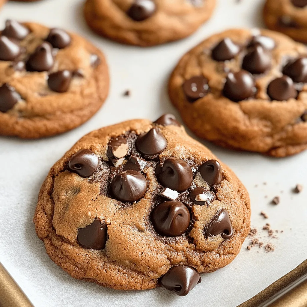 To make these mocha chocolate chip cookies, you need the following ingredients: - 1 cup unsalted butter, softened - 1 cup brown sugar, packed - 1/2 cup granulated sugar - 2 large eggs - 2 teaspoons vanilla extract - 2 1/4 cups all-purpose flour - 1/2 cup cocoa powder - 1 teaspoon baking soda - 1/2 teaspoon salt - 2 tablespoons instant coffee granules - 1 cup semi-sweet chocolate chips - 1/2 cup milk chocolate chips - 1/4 teaspoon espresso powder (optional) These ingredients create a cookie that is rich and full of flavor. The butter gives a nice texture, while the sugars add sweetness. The cocoa powder and coffee granules bring that mocha taste. If you prefer using grams, here are some helpful conversions: - Butter: 227 grams - Brown sugar: 220 grams - Granulated sugar: 100 grams - All-purpose flour: 280 grams - Cocoa powder: 50 grams - Instant coffee granules: 14 grams - Semi-sweet chocolate chips: 175 grams - Milk chocolate chips: 90 grams Using grams can improve accuracy in your baking. This precision helps create the best texture and flavor. You can make some easy swaps if you need to. Here are a few ideas: - Butter: Use coconut oil for a dairy-free option. - Brown sugar: White sugar can work, but it will change the taste. - Eggs: Try unsweetened applesauce or a flax egg for a vegan option. - Cocoa powder: Carob powder can replace cocoa if you want a different flavor. - Chocolate chips: You can use dark chocolate or white chocolate for a twist. These substitutions still keep the cookies tasty. Don’t be afraid to get creative with your ingredients! For the full recipe, check the earlier sections. Making mocha chocolate chip cookies is simple and fun. You will mix, bake, and cool. The process ensures you get soft, chewy cookies every time. Follow these steps closely for the best treat. 1. Mixing: Start by preheating your oven to 350°F (175°C). Line your baking sheet with parchment paper. In a large bowl, cream 1 cup of softened butter, 1 cup of brown sugar, and 1/2 cup of granulated sugar until fluffy. Add 2 large eggs, one at a time. Mix well after each. Stir in 2 teaspoons of vanilla extract. In another bowl, whisk together 2 1/4 cups of all-purpose flour, 1/2 cup of cocoa powder, 1 teaspoon of baking soda, 1/2 teaspoon of salt, and 2 tablespoons of instant coffee granules. If you want, add 1/4 teaspoon of espresso powder. Gradually mix the dry ingredients into the wet ingredients. Fold in 1 cup of semi-sweet chocolate chips and 1/2 cup of milk chocolate chips. 2. Baking: Scoop tablespoon-sized balls of dough onto your prepared baking sheet. Space them about 2 inches apart. Bake for 10-12 minutes. The edges should be set, and the centers should look soft. 3. Cooling: Once baked, remove the cookies from the oven. Let them cool on the baking sheet for about 5 minutes. After that, transfer them to a wire rack to cool completely. - Mixing: Ensure your butter is soft. This helps create a light texture. Avoid overmixing the dough. This keeps cookies soft. - Baking: Keep an eye on the cookies. Ovens can vary, so check them a minute early if needed. - Cooling: Wait the full 5 minutes before moving cookies. This helps them set without breaking. These steps will help you create the perfect mocha chocolate chip cookies. For more detailed instructions, refer to the Full Recipe. To get the best cookies, start with room-temperature butter. This helps mix the butter and sugars better. Cream them until light and fluffy. This step adds air, making your cookies soft. Use fresh ingredients, especially the instant coffee. Fresh coffee gives a stronger taste. Don't overmix the dough. Mix until just combined for a tender cookie. Many people forget to measure ingredients correctly. Use proper measuring cups for dry and wet ingredients. Too much flour will make cookies dry. Another mistake is baking at the wrong temperature. Always preheat your oven. Check your cookies early. They should look set but soft in the middle when done. If you have leftover chocolate chips, toss them into pancakes or oatmeal. You can also add extra cocoa powder to smoothies for a chocolate boost. Any remaining coffee granules can enhance your morning brew. Don’t waste any ingredients; they can add flavor to other dishes! Check the Full Recipe for more ideas and fun ways to enjoy these cookies. {{image_2}} You can play with flavors in your mocha chocolate chip cookies! Try adding nuts for a crunchy bite. Chopped walnuts or pecans work great. You can also mix in spices. A pinch of cinnamon or nutmeg can add warmth. For a little heat, add a dash of cayenne pepper. Each twist creates a new cookie experience. Want to make gluten-free cookies? Swap all-purpose flour for a gluten-free blend. Check that the blend includes xanthan gum for the best texture. For a vegan version, use plant-based butter and flax eggs. Mix 1 tablespoon of ground flaxseed with 2.5 tablespoons of water. Let it sit until it turns gel-like, then add it to your dough. These simple swaps let everyone enjoy your cookies! You can change your cookies with the seasons. For winter, add peppermint extract or crushed candy canes. This gives a festive touch for the holidays. In the fall, try adding pumpkin spice or even a bit of maple syrup. These flavors keep your mocha chocolate chip cookies exciting all year round. For the full recipe, check out [Full Recipe]. To keep your mocha chocolate chip cookies fresh, store them in an airtight container. This helps keep them soft and chewy. Place parchment paper between layers if stacking cookies. Avoid direct sunlight and heat, as they can dry out your treats. You can freeze these cookies for up to three months. First, let them cool completely. Then, wrap each cookie tightly in plastic wrap or foil. Place the wrapped cookies in a freezer bag. When ready to enjoy, just thaw them at room temperature. To reheat cookies for a fresh taste, preheat your oven to 300°F (150°C). Place cookies on a baking sheet and heat for about five minutes. This warms them up without making them hard. You can also microwave for about ten seconds for a quick fix. To keep your cookies soft, store them in an airtight container. You can also add a slice of bread to the container. The bread will keep the cookies moist. If you want to enjoy warm cookies, reheat them briefly in the microwave. Just 10 seconds will do! Yes, you can use dark chocolate instead of semi-sweet. Dark chocolate adds a richer flavor. It can make the cookies taste more intense. Just make sure to adjust the sweetness if you prefer. Dark chocolate has less sugar than semi-sweet. You can make the dough ahead of time and chill it. Wrap the dough in plastic wrap and refrigerate for up to 3 days. When you're ready, scoop and bake the cookies straight from the fridge. You can also freeze the dough for up to 3 months. Just thaw it in the fridge before baking. Yes, mocha chocolate chip cookies are safe to eat if slightly underbaked. They will firm up as they cool. However, make sure they are not raw in the center. If you're unsure, bake them a little longer to be safe. Mocha chocolate chip cookies pair well with coffee or milk. A scoop of vanilla ice cream can also be a great treat. For a fun twist, try them with a glass of cold brew coffee. The flavors blend perfectly, making every bite delicious. You learned how to make delicious mocha chocolate chip cookies. We covered ingredients, step-by-step instructions, and tips to avoid mistakes. Variations let you customize the flavor to your taste. Storing and reheating options keep your cookies fresh and soft. You can bake these cookies with confidence now. Enjoy your treats, share them, and impress your friends with your skills! Happy baking!