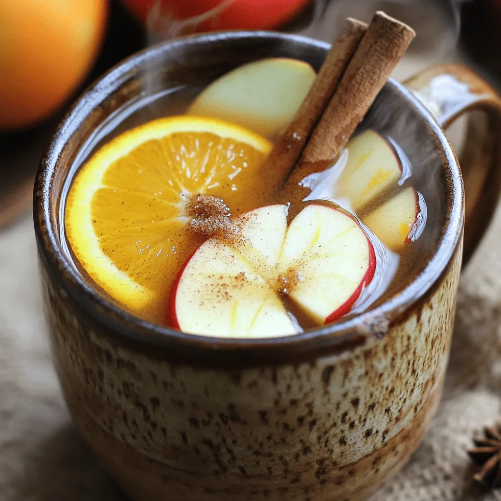 To make spiced apple cider in the Instant Pot, gather these ingredients: - 8 cups apple cider - 2 oranges, sliced - 4 cinnamon sticks - 1 tablespoon whole cloves - 1 tablespoon allspice berries - 1 tablespoon fresh ginger, sliced - 1/2 cup brown sugar (optional, adjust to taste) - 1 teaspoon vanilla extract - Fresh apple slices for garnish Start with the base of 8 cups of apple cider. This gives your cider a rich flavor. You can add more cider if you wish. Adjust the amount of brown sugar based on your taste. If you like it sweeter, add more. If you prefer it less sweet, use less. The spices are important for flavor. Stick to the amounts listed, but feel free to tweak them based on what you enjoy. To make your cider even better, you can try these optional ingredients: - A pinch of nutmeg can add warmth. - A few star anise pods will give a nice touch. - A splash of bourbon or rum can make it festive. - Fresh herbs like rosemary or thyme can add a unique twist. Experiment with these options to find your perfect blend. Each addition can change the flavor profile and make your cider special. Check out the Full Recipe for more details! Start by pouring 8 cups of apple cider into your Instant Pot. Add 2 sliced oranges for a zesty kick. Next, toss in 4 cinnamon sticks to bring warmth. Then, add 1 tablespoon each of whole cloves and allspice berries for depth. Finally, include 1 tablespoon of sliced fresh ginger for a spicy twist. If you like it sweeter, stir in 1/2 cup of brown sugar. Close the lid tightly, making sure the vent is sealed. Select the 'Manual' or 'Pressure Cook' setting. Set the timer for 15 minutes. Once it finishes, let the Instant Pot release pressure naturally for about 10 minutes. After that, carefully release any leftover pressure. This lets the flavors meld nicely. After cooking, strain the cider using a fine mesh sieve. This removes the spices and fruit, leaving a smooth drink. Stir in 1 teaspoon of vanilla extract for extra flavor. Serve the warm cider in mugs. Garnish with fresh apple slices and a cinnamon stick if you want. Enjoy your rich and spiced apple cider right away! For the full recipe, check out the instructions above. To boost your spiced apple cider, consider adding a few extra ingredients. You can use fresh herbs like rosemary or thyme for a unique twist. A splash of bourbon or rum will add warmth and depth. If you like more sweetness, try maple syrup instead of brown sugar. You can adjust the spices too, adding more cloves or ginger for a bolder taste. Always taste as you go to find your perfect flavor. One common mistake is not sealing the Instant Pot correctly. If the lid is loose, the cider won't cook well. Also, adding too much sugar can overpower the natural taste of the cider. Be careful when straining the cider; if you skip this step, you'll end up with a gritty drink. Lastly, don’t rush the natural pressure release. This step helps the flavors meld beautifully. Serve your spiced apple cider warm in mugs. Garnish with fresh apple slices for a fun touch. A cinnamon stick makes a great stirrer and adds extra flavor. You can also serve it in a slow cooker for parties, keeping it warm for guests. Pair it with cozy snacks like popcorn or ginger cookies for the perfect autumn treat. For more details, check out the Full Recipe. {{image_2}} To make an adult version, add some rum or bourbon. Both spirits add warmth and depth. I suggest 1 to 2 cups, depending on your taste. Mix it in after straining the cider. Serve it warm in a mug, and it’s perfect for chilly nights. If you want a sugar-free cider, skip the brown sugar. You can use a sugar substitute like stevia or erythritol. These options add sweetness without the calories. Just mix in the substitute after cooking. This way, you enjoy the rich flavors while keeping it light. Get creative with spices! You can swap or add spices to change the flavor. Try nutmeg for a warm touch or cardamom for a unique twist. Even a pinch of cayenne can add a fun kick. Experiment until you find your perfect blend. Each spice choice brings a new layer to your spiced apple cider. To store your spiced apple cider, let it cool first. Pour it into a clean container. Use an airtight jar or a pitcher. This keeps the flavor fresh. You can store it in the fridge for up to five days. When you're ready to enjoy your cider again, simply pour it into a pot. Heat it on low heat. Stir it gently to mix the flavors. You can also reheat it in the microwave. Heat it in short bursts, stirring in between. This prevents hot spots. If you want to keep your cider longer, freezing is a great option. Pour the cooled cider into freezer-safe bags. Leave some space for expansion. You can freeze it for up to three months. When you’re ready to drink it, thaw it overnight in the fridge. Then, reheat it as needed. For the best taste, drink it fresh, but freezing works well too. For the full recipe, check the earlier section. Yes, you can use store-bought apple juice. However, cider has a richer taste. Cider includes more complex flavors. It often contains the natural tang from fermented apples. If you use juice, consider adding some lemon juice for tangy flavor. This will help mimic the taste of cider. You can keep spiced apple cider in the fridge for up to one week. Store it in a sealed container to keep it fresh. If you notice any off smells or tastes, it's best to discard it. You can also freeze the cider for later use. Just leave some space in the container for expansion. Yes, this recipe is great for kids! It has warm spices and sweet flavors. Just omit any alcohol if you make a version with it. Kids will love the warm apple cider on a chilly day. It’s a cozy drink that everyone can enjoy! This post covered how to make delicious spiced apple cider in your Instant Pot. We discussed essential ingredients, measurements, and optional flavors to boost your drink. I shared step-by-step instructions for cooking and serving. You learned tips to avoid common mistakes and tried exciting variations like sugar-free and alcoholic versions. Finally, we looked at storage and answered common FAQs. Now you have everything to make the best spiced cider. Enjoy sharing it with friends and family!