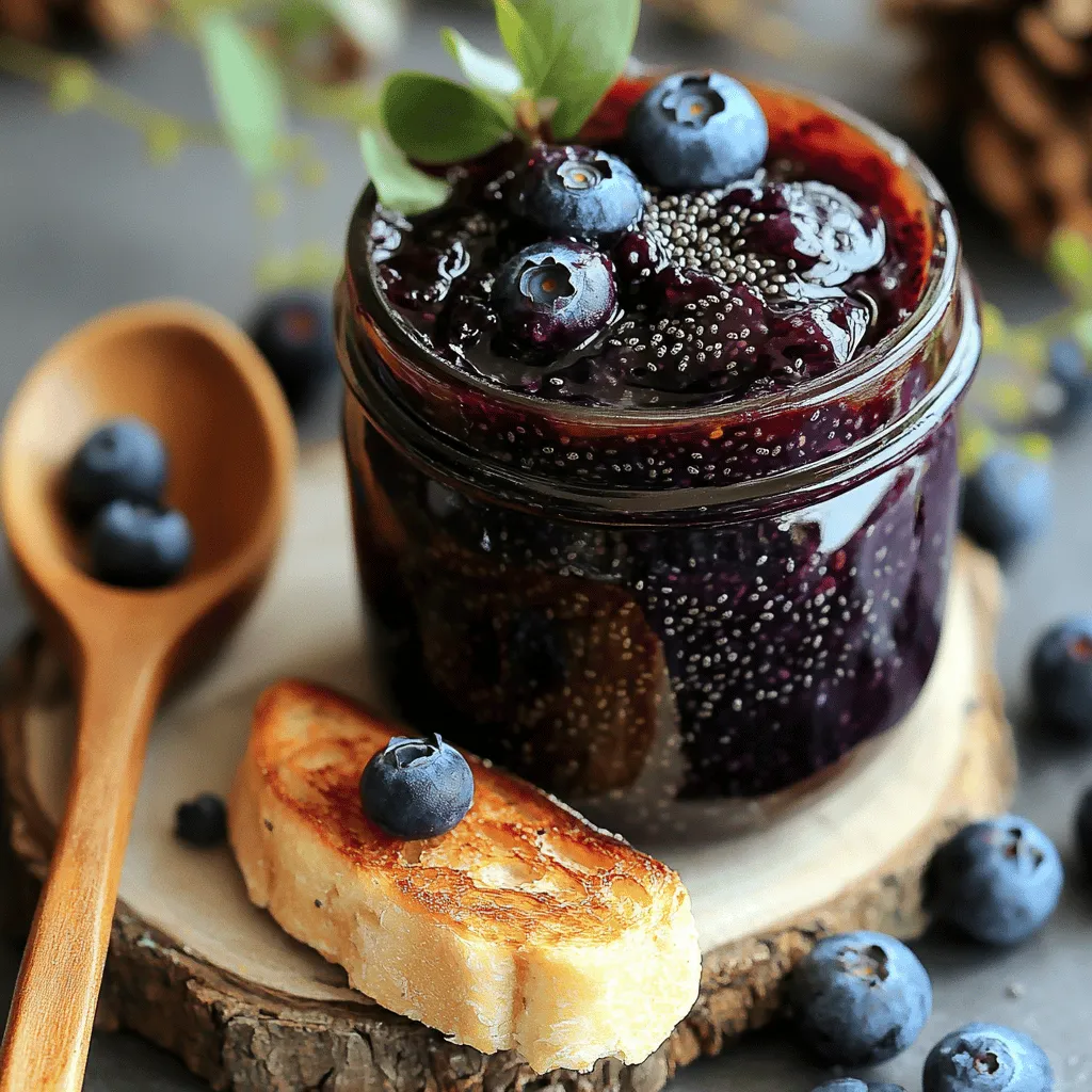 To make Blueberry Chia Seed Jam, you'll need simple and fresh ingredients. Here’s what you should gather: - 2 cups fresh or frozen blueberries - 1/4 cup maple syrup (or honey) - 2 tablespoons chia seeds - 1 tablespoon lemon juice - 1/2 teaspoon vanilla extract - Pinch of salt These ingredients work together to create a jam that is both tasty and healthy. The blueberries give a sweet and tangy flavor, while chia seeds help thicken the jam. Maple syrup or honey adds sweetness without refined sugar. Lemon juice brightens the taste, and vanilla brings warmth. This jam is perfect for spreading on toast or topping your favorite pancakes. With this recipe, you can enjoy a homemade treat that is easy to make and packed with nutrients. For the full recipe, be sure to check out the detailed instructions! Start by adding the blueberries and maple syrup to a medium saucepan. Stir them together over medium heat. This mix needs to come to a gentle simmer. You will see the blueberries burst and release their juices in about 5 to 7 minutes. While the blueberries cook, think about how you want your jam to feel. If you like a chunky texture, use a fork or potato masher to mash some of the blueberries. If you prefer a smoother jam, leave them whole. Your choice will affect the final jam's texture. Once the blueberries are ready, add the chia seeds, lemon juice, vanilla extract, and a pinch of salt. Stir everything well to combine. The chia seeds will help thicken the jam as it cooks. Let the jam simmer for an additional 5 to 10 minutes. Stir it regularly to prevent sticking. You will notice the mixture getting thicker. This thickening happens because the chia seeds absorb the liquid. Keep an eye on it until it reaches your desired thickness. After cooking, remove the saucepan from the heat. Let the jam cool for a few minutes. Then, transfer it to a clean glass jar or an airtight container. Cool it completely before you store it in the fridge. This jam lasts for up to 2 weeks, so enjoy it in many ways! To adjust the sweetness of your jam, taste it as you cook. If you want it sweeter, add more maple syrup or honey. For less sweetness, reduce the sweetener. If your jam is too thick, add a splash of water or more lemon juice. If it’s too runny, let it simmer longer. The chia seeds will absorb liquid and thicken it over time. Chia seeds and blueberries are both superfoods. Chia seeds are rich in omega-3 fatty acids, fiber, and protein. They help keep you full and support digestion. Blueberries are high in antioxidants and vitamins. They may boost heart health and improve memory. Together, they make a nutritious topping for any meal. Serve your Blueberry Chia Seed Jam on toasted bread or pancakes. Add a dollop to yogurt for a tasty breakfast. For a beautiful touch, garnish with fresh blueberries. Sprinkle some chia seeds on top for added texture. A drizzle of honey can also enhance the look and flavor. This jam not only tastes great but also looks inviting! {{image_2}} You can transform your blueberry chia seed jam by adding herbs or spices. For a fresh twist, try adding a sprig of mint while it cooks. This gives a nice cooling flavor. You could also add a pinch of cinnamon for warmth. This spice pairs well with blueberries, making the jam comforting and rich. Just remember to taste as you go. You want the new flavors to blend with the blueberries, not overpower them. If you want to change the sweetness, consider other options. Maple syrup is great, but honey works too. You can even use agave syrup for a lighter taste. Each sweetener brings its own flavor. If you prefer a sugar-free option, try using stevia or monk fruit sweetener. Just adjust the amount to your taste. These alternatives can make your jam fit your diet better and still taste delicious. To keep this recipe vegan, focus on the sweeteners. Maple syrup is already plant-based, so you’re good there. If you choose honey, simply replace it with maple syrup. This keeps the jam vegan-friendly. Also, check the vanilla extract. Most are fine, but some brands may add dairy. Look for pure extracts to ensure they fit your plant-based needs. Making these small changes allows everyone to enjoy this tasty jam! Store your blueberry chia seed jam in the fridge. Use a clean glass jar or airtight container. Make sure the jam cools completely before sealing. This helps keep it fresh longer. Always use a clean spoon to scoop out the jam. This keeps germs away and helps it last. Your jam can stay good for up to two weeks in the fridge. Check for any mold or off smells before using. If it looks or smells strange, throw it away. Keeping it in a cool area helps maintain its taste and texture. To store the jam long-term, you can freeze it. Use freezer-safe containers and leave some space at the top. The jam will expand as it freezes. It can last up to six months in the freezer. When you want to use it, just thaw it in the fridge overnight. This keeps it safe and tasty. Yes, you can use frozen blueberries. They work well in this recipe. Just add them directly to the pot without thawing. Frozen berries may release more juice than fresh ones. This can make your jam a bit runnier at first. If it seems too thin, just let it simmer longer. The chia seeds will still thicken it up nicely. Your jam will take about 10 to 15 minutes to thicken. After adding the chia seeds, keep stirring and simmering. You will notice it getting thicker as it cooks. The chia seeds absorb liquid and help it set. If you want a thicker jam, let it simmer a bit longer. You can serve this jam with many tasty dishes. Try it on toasted bread or pancakes for breakfast. It also goes well with yogurt or oatmeal. You can even use it as a topping for ice cream or cheesecake. The jam adds a sweet and fruity flavor to any meal. Chia seeds are great for thickening, but you can use alternatives. Flaxseeds can work, but they may change the flavor slightly. You can also use gelatin for a different texture. However, if you want a vegan option, stick with chia seeds. They are easy to use and very healthy. This jam recipe is easy and fun to make. You learned how to prepare fresh or frozen blueberries and combine them with simple ingredients. Remember to adjust the sweetness and experiment with flavors. This jam is healthy and works great on toast or in yogurt. Store it properly for long-lasting enjoyment. Try new variations to keep it exciting. Make this delicious jam your own, and enjoy every bite.