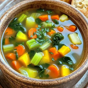To make a hearty and flavorful classic vegetable soup, you need simple, fresh ingredients. Here is what you will need: - 2 tablespoons olive oil - 1 large onion, diced - 3 cloves garlic, minced - 2 medium carrots, diced - 2 celery stalks, diced - 1 medium potato, diced - 1 zucchini, diced - 1 bell pepper (any color), diced - 1 cup green beans, cut into 1-inch pieces - 1 can (14 oz) diced tomatoes (with juice) - 6 cups vegetable broth - 2 teaspoons dried thyme - 1 teaspoon dried oregano - Salt and pepper to taste - 1 cup fresh spinach, chopped - 1 tablespoon lemon juice - Fresh parsley for garnish These ingredients create a vibrant mix. Each one adds its own flavor and nutrition to the soup. Fresh vegetables make this dish colorful and appealing. You can find these ingredients at any grocery store. If you want to make this meal even better, use seasonal produce. This enhances the taste and supports local farmers. For a complete guide to making this classic soup, you can refer to the Full Recipe. 1. In a large pot, heat the olive oil over medium heat. 2. Add the diced onion and sauté for about 5 minutes. The onion should become soft and clear. 3. Next, add the minced garlic. Sauté it for 1-2 minutes. The aroma will fill your kitchen. 4. Now, stir in the diced carrots and celery. Cook these for another 5 minutes. They will start to soften and sweeten. 1. Add the diced potato, zucchini, bell pepper, and green beans to the pot. Stir occasionally for about 5 minutes. 2. Pour in the can of diced tomatoes along with their juice. Then, add the vegetable broth. 3. Mix in the dried thyme, oregano, salt, and pepper. Bring the soup to a boil. 4. Reduce the heat to low. Let it simmer uncovered for 20-25 minutes. The veggies should be tender. 1. Stir in the chopped spinach. Cook for an additional 2-3 minutes until it wilts. 2. Finish with a squeeze of lemon juice. This adds a fresh zing to the soup. 3. Taste the soup and adjust seasoning if needed. You want it to be just right. These steps make a warm and hearty dish. For the complete recipe, refer to the Full Recipe. Enjoy! To make your soup shine, use fresh herbs. Basil, thyme, and parsley work wonders. They add depth and freshness. Dried herbs also help, so don’t hesitate to use them. For seasoning, add salt and pepper early. This helps the flavors blend well. Taste as you go to get it just right. Sautéing is key for great flavor. Start with onion and garlic in olive oil. Cook them until soft and fragrant. This builds a rich base. When adding vegetables, cut them small for even cooking. Stir often to keep them from burning. For a lovely presentation, ladle soup into bowls and sprinkle fresh parsley on top. This adds color and flavor. Serve with crusty bread or a light salad. This makes your meal complete and satisfying. You can also pair it with a drizzle of olive oil for extra richness. {{image_2}} Classic vegetable soup is great for adding your favorite ingredients. You can include protein options like beans or lentils. They add heartiness and nutrients. Use canned black beans or cooked lentils for ease. You can also swap out vegetables. If you have leftover veggies, toss them in. Sweet potatoes, peas, or corn work well. Be creative! This soup is naturally vegan and gluten-free. It uses vegetable broth and fresh produce. If you need gluten-free options, check the broth label. Most brands are safe, but some may contain wheat. For a more hearty dish, add quinoa or gluten-free pasta. These options keep it filling without gluten. Using seasonal ingredients makes your soup fresh and tasty. In winter, root vegetables shine. Carrots, potatoes, and turnips are great choices. In spring, use fresh peas, asparagus, or kale. For summer, zucchini, tomatoes, and bell peppers are ideal. In fall, butternut squash or pumpkin adds warmth. For the full recipe, try the Hearty Garden Medley Soup. It brings all these ideas together for a flavorful and satisfying meal. After you make your Classic Vegetable Soup, let it cool to room temperature. Then, store leftovers in an airtight container. Place the container in the fridge. Your soup will stay fresh for about 3 to 5 days. When ready to eat, check for any odd smells or colors. If it looks good, you’re all set! To freeze your soup, first cool it completely. Use freezer-safe containers or bags. Leave some space at the top, as the soup will expand when frozen. Label each container with the date. Your soup will keep well in the freezer for up to 3 months. When you’re ready to enjoy it, thaw it in the fridge overnight. Reheat soup on the stove for best results. Pour the soup into a pot and heat it over medium heat. Stir it often to prevent burning. You can also use the microwave. Place the soup in a microwave-safe bowl. Heat it in short bursts, stirring in between. This will ensure even heating. Adjust seasoning if needed before serving. Classic Vegetable Soup lasts about 3 to 5 days in the fridge. Store it in an airtight container. This keeps it fresh and safe to eat. If you want it to last longer, consider freezing it instead. Just remember to cool the soup completely before putting it in the freezer. Yes, you can make Classic Vegetable Soup in a slow cooker. Start by heating the olive oil in a pan. Sauté the onion and garlic for a few minutes, then add them to the slow cooker. Next, add all the diced vegetables, diced tomatoes, and vegetable broth. Season with thyme, oregano, salt, and pepper. Cook on low for 6 to 8 hours or on high for 4 to 5 hours. Stir in the spinach and lemon juice just before serving. Classic Vegetable Soup pairs well with several side dishes. Here are some great options: - Crusty bread for dipping - Grilled cheese sandwiches for a classic combo - A fresh garden salad for extra crunch - Cheese and crackers for a light touch This blog post covered everything you need for a great Classic Vegetable Soup. You learned about key ingredients, steps to prepare and cook the soup, plus tips to enhance flavors. We also explored variations for different diets and how to store leftovers for later. Classic Vegetable Soup is simple and offers many options. Enjoy creating your own version! You’ll love how fresh and hearty it tastes.