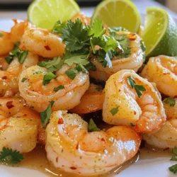 - 1 pound large shrimp, peeled and deveined - 1/4 cup fresh cilantro, chopped - 2 tablespoons olive oil - Juice of 2 limes - Zest of 1 lime - 2 garlic cloves, minced - 1 teaspoon red pepper flakes (adjust for heat preference) - Salt and pepper to taste - Lime wedges for serving In this dish, shrimp take center stage. You want large shrimp for the best bite. They should be peeled and deveined for easy eating. Fresh cilantro adds a bright pop of flavor. Olive oil keeps everything moist. The juice and zest from limes bring a zesty kick. For seasoning, minced garlic adds depth. Red pepper flakes give heat, but you can adjust this to your liking. Just a pinch of salt and pepper will enhance all the flavors. And if you want, lime wedges are a great touch for serving. They add even more citrusy goodness. When you gather these ingredients, you set the stage for a tasty meal. Check out the Full Recipe for more details! - In a bowl, combine olive oil, lime juice, lime zest, minced garlic, and red pepper flakes. - Season with salt and pepper to taste. This marinade is the base for great flavor. - Add the shrimp to the marinade, ensuring they are well-coated. - Let them marinate for 15-20 minutes. This lets the shrimp soak up the tasty flavors. - Heat a skillet over medium-high heat. - Cook the shrimp for 2-3 minutes on one side. Flip them and cook for an additional 2 minutes. - Stir in chopped cilantro before serving. The cilantro adds freshness that brightens the dish. For the full recipe, check the earlier section. Enjoy the vibrant flavors of this dish! To make the marinade just right, you can adjust the spice level. Use red pepper flakes for heat. If you like it hot, add more flakes. For a milder taste, use less. Letting the shrimp marinate is key. I recommend marinating for 15 to 20 minutes. This time helps the shrimp soak up the flavors. You will taste the lime and cilantro in every bite. Cooking shrimp can be tricky. You want them tender, not rubbery. Heat your skillet over medium-high heat before adding the shrimp. Cook for 2 to 3 minutes on one side. When they turn pink, flip them. Cook for another 2 minutes. Keep an eye on them to avoid overcooking. Choosing the right skillet matters. A large, flat skillet helps cook shrimp evenly. It allows space for each shrimp to get that perfect sear. For plating, I like to keep it simple. Place the shrimp on a nice plate. Garnish with fresh lime wedges for a pop of color. The lime adds a fresh taste and makes the dish look great. Pair the shrimp with sides like rice or a fresh salad. These sides balance the bold flavors. You can also try serving with warm tortillas for a fun twist. For the full recipe, check out the [Full Recipe]. {{image_2}} If you want to switch things up, you can use chicken or tofu instead of shrimp. Chicken works well, and it absorbs flavors nicely. Tofu is a great choice for a plant-based option. You can also use different herbs. Parsley or basil can replace cilantro. They will give the dish a new taste while keeping the fresh feel. To boost the flavor, try adding more spices. Cumin adds a warm, earthy taste, while smoked paprika gives a nice smoky flavor. You can also incorporate vegetables. Bell peppers and onions add crunch and color. They make the dish even more appealing and nutritious. You can easily make this dish gluten-free. Just check your red pepper flakes and other seasonings for gluten. For a vegan twist, swap the shrimp marinade. Use a mixture of lime juice, olive oil, garlic, and a touch of maple syrup. This will keep the dish flavorful and satisfying without the shrimp. For the full recipe, check out the complete guide! To store leftover spicy cilantro lime shrimp, first cool it down. Place it in an airtight container. This helps keep it fresh. You can store it in the fridge for up to three days. Make sure to label your container with the date for easy tracking. If you want to save shrimp for later, freezing is a great option. Portion shrimp into freezer-safe bags. Squeeze out all the air before sealing them. This helps prevent freezer burn. You can freeze shrimp for up to three months. When ready to use, move shrimp to the fridge to thaw overnight. For quicker thawing, you can place the bag in cold water. To reheat shrimp without losing its texture, use a skillet over low heat. Add a splash of water or broth to keep it moist. Stir gently until the shrimp is heated through. You can also microwave shrimp, but do it in short bursts. This method helps avoid rubbery shrimp. Always check that it is warmed evenly for the best taste. You can tell shrimp are cooked when they turn pink and opaque. They will curl into a C shape. If they stay gray or look slimy, they need more time. Cook them for about 2-3 minutes on each side. Watch closely to avoid overcooking, which can make them tough. Yes, you can make this dish ahead of time. Marinate the shrimp in the fridge for up to 2 hours before cooking. This adds flavor and saves time. Cook the shrimp just before serving for the best taste. You can also prepare the marinade a day ahead. This shrimp dish pairs well with many sides. Try serving it with rice, quinoa, or a fresh salad. You can also add grilled veggies or corn on the cob. The lime and cilantro flavors work great with light and fresh sides. Yes, Spicy Cilantro Lime Shrimp is great for meal prep. Store leftovers in an airtight container in the fridge for up to 3 days. To reheat, use a skillet over low heat. This keeps the shrimp tender and tasty, so they don't dry out. Shrimp is a low-calorie, high-protein food. It is rich in omega-3 fatty acids, which are good for heart health. Shrimp also contains vitamins and minerals like vitamin B12, iodine, and selenium. These nutrients help support your immune system and overall health. Enjoy this dish for a tasty boost! In this post, we covered the key ingredients and steps to make Spicy Cilantro Lime Shrimp. You learned how to marinate shrimp, cook it just right, and explore helpful tips. We also discussed variations and storage options. I hope you feel ready to try this recipe, whether it's a quick weeknight meal or a fun dish to share. Enjoy the bright flavors and healthy benefits of this tasty shrimp dish!