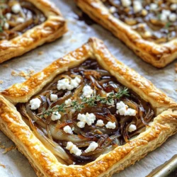 - 1 sheet of puff pastry, thawed - 3 large onions, thinly sliced - 2 tablespoons olive oil - 2 tablespoons unsalted butter - 4 oz goat cheese, crumbled - 1 tablespoon fresh thyme leaves (or 1 teaspoon dried thyme) - Salt and pepper to taste - 1 egg, beaten (for egg wash) - Optional: balsamic glaze for drizzling - Large skillet - Baking sheet - Parchment paper - Rolling pin - Fork - Knife - Mixing bowl When measuring, use standard measuring cups and spoons for accuracy. For dry ingredients, spoon them into the cup and level off with a knife. This method prevents packing and ensures the right amount. For liquids, use a clear measuring cup. Pour until you reach the desired line. Always remember to read the recipe carefully. This helps you gather all your ingredients and tools before you start cooking. Having everything ready makes the process smoother and more fun. Enjoy preparing this caramelized onion and goat cheese tart! For the full recipe, check the link above. First, preheat your oven to 400°F (200°C). This helps the tart cook evenly. While the oven heats, grab your puff pastry. Roll it out on a floured surface into a rectangle, about 12x9 inches. Place the pastry on a baking sheet lined with parchment paper to avoid sticking. To caramelize the onions, heat 2 tablespoons of olive oil and 2 tablespoons of butter in a large skillet over medium heat. Add 3 thinly sliced onions and a sprinkle of salt. Stir the onions often. Cook them for about 25 to 30 minutes until they turn golden brown. This slow cooking brings out the sweet flavor of the onions. After they are caramelized, mix in 1 tablespoon of fresh thyme and season with salt and pepper to taste. Let them cool slightly before adding to the tart. Now, it’s time to assemble! Score a border around the edge of the puff pastry, about 1 inch in. This border will rise and create a nice crust. Use a fork to prick the center of the pastry. This helps it stay flat while baking. Spread the caramelized onions evenly across the center of the pastry. Crumble 4 oz of goat cheese on top of the onions. Brush the edges of the pastry with a beaten egg for a golden finish. Now, bake in the preheated oven for 20 to 25 minutes. The pastry should puff and turn golden brown. Once out of the oven, you can drizzle with balsamic glaze if you like. Serve warm or at room temperature. For the complete recipe, check the Full Recipe. To get sweet, golden onions, slice them thin. Use a mix of olive oil and butter for flavor. Cook on medium heat and stir often. This helps them cook evenly. It may take 25 to 30 minutes. Patience is key! Add salt early to draw out moisture. For extra depth, sprinkle in some sugar halfway through cooking. When working with puff pastry, keep it cold. Thaw it in the fridge, not on the counter. Roll it on a lightly floured surface to avoid sticking. Score a border to form a crust, but don’t cut all the way through. Prick the center to prevent puffing too much. This helps keep your tart flat and even. For a beautiful finish, drizzle balsamic glaze over the tart before serving. It adds a nice shine and flavor contrast. Cut the tart into even squares for easy serving. Garnish with a sprinkle of fresh thyme to enhance the look. Serve it warm or at room temperature for the best taste. Enjoy the compliments! {{image_2}} You can switch up the cheese for this tart. Feta adds a tangy kick. Cheddar gives a sharp taste. Cream cheese makes it rich and smooth. Each cheese brings a unique flavor, so try what you like best. You can also change the toppings based on the season. In spring, add fresh asparagus for crunch. In summer, try diced tomatoes for sweetness. In fall, roasted pumpkin pairs well with the onions. Each season offers fresh ideas to keep this dish exciting. This tart pairs well with many sides. A green salad with vinaigrette adds freshness. Serve it with roasted veggies for heartiness. A light soup can make it a full meal. Feel free to mix and match for a delightful dining experience. Store any tart leftovers in an airtight container. This keeps the flavors fresh. Place it in the fridge. Enjoy it within three days for the best taste. To reheat, use an oven. Preheat it to 350°F (175°C). Place the tart on a baking sheet. Heat for about 10-15 minutes. This helps to keep the pastry crisp. You can also use a microwave. However, the crust may become soft. You can freeze the tart before baking. Wrap it tightly in plastic wrap and foil. Store it in the freezer for up to three months. When ready to bake, thaw it in the fridge overnight. Then, bake as per the Full Recipe instructions. Enjoy a delicious meal anytime! You will know the onions are caramelized when they turn golden brown and soft. Their sweet smell will fill the kitchen. This process takes about 25-30 minutes over medium heat. Stir the onions often to prevent burning. Look for a rich, deep color. Yes, you can use frozen puff pastry. Just make sure to thaw it before use. Place it in the fridge overnight or on the counter for about 30 minutes. This helps it roll out easily. Frozen pastry works well for this tart and saves time. If you don't have goat cheese, try cream cheese or ricotta. Feta cheese is another great option. Each cheese adds a different flavor and texture. You can even mix them for more depth. Just remember to adjust the amount based on your taste. For the full recipe, check out the details above! This blog post covered key steps to make a delicious tart. We explored essential ingredients, gear needed, and measuring tips. I shared how to caramelize onions and assemble the tart perfectly. You learned tips for handling puff pastry and how to present your dish nicely. We also discussed variations, storage methods, and answered common questions. With practice, you'll impress anyone with your tart. Enjoy your cooking journey!