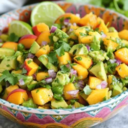 - 2 ripe peaches, diced - 2 ripe avocados, diced - 1 small red onion, finely chopped - 1 jalapeño, deseeded and minced - 1/4 cup fresh cilantro, chopped - Juice of 2 limes - Salt and pepper to taste The main ingredients in Peach Avocado Salsa are vibrant and fresh. The peaches add sweetness and juiciness. The avocados provide a creamy texture that balances the dish. The red onion gives a nice crunch and sharp flavor. If you want heat, the jalapeño adds a kick. You can adjust how much you use based on your taste. The cilantro adds a fresh, herbal note. Lime juice brightens the flavor and keeps everything fresh. Salt and pepper enhance all the tastes. - Mixing bowl - Knife and cutting board - Measuring cups and spoons To make this salsa, you need a few simple tools. A mixing bowl is important for combining all the ingredients. A sharp knife and cutting board make it easy to chop everything. Measuring cups and spoons help you get the right amounts. These tools make the process smooth and fun. For the full recipe, check out the detailed steps provided earlier. - First, dice the peaches and avocados. - Take two ripe peaches, slice them, and remove the pit. Cut them into small pieces. - Next, slice the avocados carefully and remove the pit. Dice them just like the peaches. - In a medium bowl, combine the diced peaches and avocados. - Now, prepare the onion and jalapeño. Finely chop the onion and mince the jalapeño, removing seeds for less heat. - Add the chopped onion and minced jalapeño to the bowl with peaches and avocados. - Now, add the cilantro and lime juice to the bowl. - Chop about 1/4 cup of fresh cilantro and sprinkle it over the mix. - Squeeze the juice of two limes over everything. - Gently toss the mixture, making sure to keep the avocado pieces whole. - Finally, season with salt and pepper to taste. - Let the salsa sit for about 10 minutes. - This resting time helps the flavors meld together. - You will notice a burst of fresh taste when you serve it! For the full recipe, you can refer to the detailed instructions earlier. Choosing ripe peaches and avocados is key. Look for peaches that feel slightly soft but not mushy. They should have a fragrant smell. For avocados, a gentle squeeze helps. You want them to yield slightly to the touch. This gives the best flavor and texture for the salsa. Adjusting the spice level is easy. For a mild salsa, use less jalapeño. For more heat, add more jalapeño or include some seeds. Don’t fear the heat; just taste as you go! Pair your Peach Avocado Salsa with tortilla chips. The sweet and creamy mix contrasts nicely with the crunchy chips. It's a hit at parties! Serving with grilled meats makes this salsa shine. It adds freshness to chicken, fish, or pork. Just spoon it on top for a burst of flavor. Garnishing with cilantro and lime wedges makes your dish pop. The green of the cilantro looks fresh, while the lime adds vibrancy. This simple touch makes the salsa look restaurant-quality. Serving in colorful bowls adds fun to your table. Bright bowls catch the eye and make the dish more inviting. Plus, it makes your meal feel special. For the full recipe, check out the details above. Enjoy your cooking adventure! {{image_2}} You can mix in other fruits or veggies to change your salsa. Adding mango brings a sweet twist. Its juicy texture works well with peaches. Pineapple also adds a tropical taste. Just chop it up like you do with peaches. You can include bell peppers for crunch. Red or yellow peppers add color and flavor. Dice them small to blend with the other ingredients. This gives your salsa a fresh and vibrant look. Adjust the spice level to fit your taste. If you love heat, add more jalapeño. Just remember to remove the seeds first. You can also try adding hot sauce for an extra kick. Start with a little, then taste as you go. Peach Avocado Salsa is naturally gluten-free. All the ingredients are safe for those with gluten issues. It also fits a vegan diet perfectly. The fruits and veggies offer fresh and healthy flavors without any animal products. Enjoy this salsa with confidence, no matter your dietary needs! To keep your Peach Avocado Salsa fresh, store it in the fridge. Use an airtight container to seal in all the flavors. This salsa lasts about 2 days. After that, the taste may fade, and the avocado may brown. Can you freeze Peach Avocado Salsa? Yes, but it’s not the best option. Freezing changes the texture of the avocado. If you must freeze it, use a freezer-safe container. Thaw it in the fridge overnight before serving. The salsa will be safe to eat, but the texture will be softer. To keep avocado from browning, add lime juice right after cutting. The acid slows oxidation. You can also store the salsa with the pit from the avocado. It helps keep the mixture fresh longer. You can serve Peach Avocado Salsa with many dishes. Here are some great ideas: - Tortilla chips - Grilled chicken - Fish tacos - Quesadillas - Tacos - Wraps - Shrimp This salsa adds a fresh touch to any meal. It pairs well with the heat of grilled meats. You can also use it as a topping for baked potatoes. Making Peach Avocado Salsa is quick and easy. Here’s a quick recap: - Prep Time: 10 minutes - Total Time: 20 minutes You chop and mix, and it's ready to enjoy. Yes, you can make this salsa ahead! Here are some tips for meal prep: - Prepare the salsa up to two hours before serving. - Store it in an airtight container in the fridge. - Add lime juice right before serving to keep it fresh. Making it ahead gives flavors a chance to blend. Just remember to check for ripeness on the avocados! This blog post covered the fun and fresh recipe for Peach Avocado Salsa. We explored main ingredients like peaches, avocados, and jalapeño. I provided step-by-step instructions for easy prep and mixing. You learned tips for perfecting the dish and creative variations to fit any taste. Finally, we discussed storage options to keep your salsa fresh. Enjoy making this vibrant salsa, and remember to have fun experimenting with flavors! Your next meal is about to get a tasty upgrade.