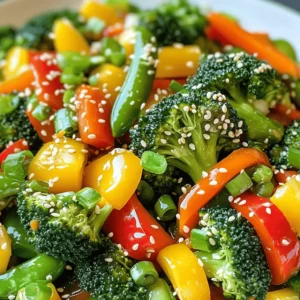 To make a tasty vegetable stir fry, gather these ingredients: - 1 cup broccoli florets - 1 red bell pepper, sliced - 1 yellow bell pepper, sliced - 1 carrot, julienned - 1 cup snap peas - 2 cloves garlic, minced - 1 tablespoon fresh ginger, minced - 2 tablespoons soy sauce (low-sodium if preferred) - 1 tablespoon sesame oil - 1 teaspoon cornstarch (optional, for thickening) - Salt and pepper to taste - Sesame seeds for garnish - Green onions, chopped for garnish Using the right quantities is key for flavor. Here are some tips: - For more crunch, add more snap peas. - Swap broccoli for green beans if you like. - Use tamari instead of soy sauce for gluten-free. - Coconut aminos can replace soy sauce for a sweeter taste. - If you want heat, add red pepper flakes or fresh chili. This simple vegetable stir fry is healthy and low in calories. Each serving has: - Calories: 150 - Protein: 4g - Carbohydrates: 14g - Dietary Fiber: 4g - Sugars: 2g - Fat: 8g - Sodium: 400mg (can be less with low-sodium soy sauce) This dish is packed with vitamins and minerals, perfect for a quick meal. For the full recipe, check out the link. Enjoy cooking! Start with washing all your vegetables. This step is key for freshness. Cut broccoli into small florets. Slice the red and yellow bell peppers into thin strips. Julienning the carrot helps it cook faster. Lastly, trim the ends of the snap peas. Make sure you have minced garlic and ginger ready to go. Having everything prepped will keep the cooking smooth and quick. Heat your large skillet or wok over medium-high heat. Pour in the sesame oil. Once it shimmers, add the minced garlic and ginger. Stir them for about 30 seconds. Watch closely to avoid burning. Toss in the broccoli, bell peppers, carrot, and snap peas. Stir-fry for 5-7 minutes. You want the veggies to be tender but still crisp. Drizzle the soy sauce over the stir-fried veggies. If you like a thicker sauce, mix cornstarch in a tablespoon of water. Stir this mixture into your veggies. Taste and add salt and pepper as needed. Stir for another minute to heat everything through. Remove from heat and serve hot. Garnish with sesame seeds and chopped green onions for extra flavor. Enjoy your colorful, crunchy dish! For a detailed cooking guide, check the Full Recipe. To get the best texture in your stir fry, cut vegetables into similar sizes. This helps them cook evenly. I like to use bite-sized pieces. This way, they stay crisp but tender. Cook the harder vegetables first, like carrots and broccoli. They need more time. Add softer ones later, like bell peppers and snap peas. Stir-frying fast keeps them crunchy and bright. For flavor, sesame oil is my top choice. It adds a nutty taste. You can also use olive oil or canola oil if you prefer. For seasoning, soy sauce works wonders. It offers a savory depth. Fresh garlic and ginger give a nice kick. Don't forget to sprinkle sesame seeds and green onions on top for extra flair! To save time, prep your veggies in advance. You can wash and cut them a day ahead. Store them in the fridge in airtight bags. This way, they are ready to go when you are. Another tip is to use a wok or large pan. This allows you to cook more at once. You can make a big batch for lunch or dinner. Want the full recipe? Check out the Complete Recipe section! {{image_2}} You can easily add protein to your vegetable stir fry. Tofu is a great choice for a meatless option. Just press it to remove water, then cut it into cubes. Cook the tofu until golden and crispy before adding vegetables. If you prefer meat, chicken and shrimp work well too. Cut chicken into small pieces and cook until no longer pink. Shrimp cooks quickly, so add it near the end. This adds flavor and makes the dish more filling. Mixing different veggies can change the taste and look of your stir fry. You might try adding zucchini, mushrooms, or cauliflower. Each veggie brings its own flavor and crunch. You can also use seasonal vegetables. Frozen vegetables are handy too if you’re short on time. Just remember to thaw them before cooking. This keeps them from getting mushy. Experiment with your favorites to find the best mix. While soy sauce is classic, you may want to try other sauces. Teriyaki sauce adds sweetness, while oyster sauce gives a rich flavor. If you like a kick, add some chili sauce or sriracha. For a tangy twist, mix in a bit of lime juice or rice vinegar. You can also enhance the dish with herbs like basil or cilantro. These flavors will make your stir fry stand out. For the full recipe, check the details in our complete guide. After cooking, let your stir fry cool down. Use an airtight container to store leftovers. Keep them in the fridge. Proper storage keeps your dish fresh for about three days. Always label your container with the date. When reheating, use a pan or microwave. For the pan, add a little oil and heat on medium. Stir often until warm. If using a microwave, cover the container and heat in short bursts. Stir in between to avoid hot spots. This keeps the veggies crisp and tasty. You can freeze the stir fry too! First, cool it completely. Then, pack it in a freezer-safe container or bag. Remove as much air as possible. It can last up to three months. When ready to eat, thaw in the fridge overnight before reheating. Enjoy your meal anytime! You can use vegetable broth or coconut aminos instead of soy sauce. These options add flavor without the saltiness of soy. You can also mix in lemon juice or vinegar for a bright taste. Try adding a bit of garlic or ginger for an extra kick. Yes, frozen vegetables work well for stir fry. They are quick and convenient. Just cook them a bit longer to ensure they heat through. Look for frozen mixes that include bell peppers, broccoli, and snap peas. This makes it easy to enjoy your stir fry anytime. The best vegetables for stir fry are: - Broccoli florets - Bell peppers (red and yellow) - Carrots - Snap peas - Zucchini - Mushrooms These veggies cook quickly and keep their crunch. You can mix and match them based on your taste. You can find the full recipe for Colorful Crunch Vegetable Stir Fry in the article above. This recipe gives you all the details you need to make a delicious dish. Enjoy cooking! This vegetable stir fry is easy to make and full of flavor. We covered essential ingredients, tips for perfect texture, and even variations to suit your taste. You can add protein or use frozen veggies if needed. Remember, meal prep can save you time, and storing leftovers is simple. I hope these steps make cooking enjoyable and stress-free. Enjoy your healthy dish and feel proud of your cooking skills!
