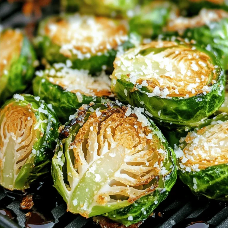 To make crispy air fryer Brussels sprouts, you need fresh ingredients. This dish is simple and quick. With just a few steps, you can enjoy a tasty side dish that everyone will love. - 1 lb Brussels sprouts - 2 tablespoons olive oil - Seasoning options: - garlic powder - onion powder - smoked paprika - salt - black pepper You can find these ingredients at any grocery store. Fresh Brussels sprouts are key for the best flavor. - Balsamic glaze for drizzling - Grated Parmesan cheese Adding balsamic glaze gives a sweet touch. Grated cheese adds a nice crunch. Both options make the dish even more delicious. Try them to take your Brussels sprouts to the next level! For the full recipe, check the complete guide. Start by preheating your air fryer to 375°F (190°C). This takes about 5 minutes. A hot air fryer helps cook the Brussels sprouts evenly and makes them crispy. Take 1 pound of Brussels sprouts. Trim the ends and cut them in half. Place them in a large bowl. Add 2 tablespoons of olive oil. Then, mix in 1 teaspoon of garlic powder, 1 teaspoon of onion powder, ½ teaspoon of smoked paprika, ½ teaspoon of salt, and ¼ teaspoon of black pepper. Toss the sprouts well until they are fully coated with the mix. This ensures great flavor in every bite. Next, place the seasoned Brussels sprouts in a single layer in the air fryer basket. Do not overcrowd the basket. If you have too many sprouts, cook them in batches. This helps them crisp up better. Air fry the sprouts for 12-15 minutes. Halfway through, shake the basket gently to ensure even cooking. This step is key for crispiness. You want them golden brown and crunchy on the edges. If you choose to use cheese, sprinkle ¼ cup of grated Parmesan cheese over the top and air fry for an extra 2 minutes. This will give a nice cheesy touch. Once done, remove the Brussels sprouts and drizzle with balsamic glaze before serving. Enjoy this easy and delicious dish! You can find the full recipe in the earlier section. To get that perfect crunch, start with fresh Brussels sprouts. Make sure they are firm and bright green. Trim the ends and cut them in half. This helps them cook evenly. Toss them with olive oil and seasoning well. The oil helps them crisp up in the air fryer. When you place them in the air fryer, avoid crowding the basket. Give each sprout space for hot air to flow. This allows them to get that golden brown color. Shaking the basket halfway through cooking also helps. It ensures all sides get nice and crispy. I love to use garlic powder and onion powder for a savory punch. Adding smoked paprika gives a nice depth of flavor. You might also try a bit of cayenne for heat. Here’s a quick list of my favorite seasonings: - Garlic powder - Onion powder - Smoked paprika - Salt - Black pepper Feel free to mix and match based on your taste. The right seasoning can make your Brussels sprouts shine. One key mistake is not drying the sprouts well after washing. Extra moisture can lead to soggy Brussels sprouts. Also, using too much oil can make them greasy. Stick to the recommended amount for the best results. Another pitfall is not preheating the air fryer. Preheating helps the sprouts cook quickly and evenly. Finally, don’t skip the shaking step! It’s vital for an even cook and crispy finish. By following these tips, you can easily make crispy air fryer Brussels sprouts that everyone will love! For more details on making this dish, check out the Full Recipe. {{image_2}} You can change the flavor of your Brussels sprouts with different seasonings. Try adding lemon zest for a fresh taste. A dash of cayenne pepper adds heat if you like spice. You can also use Italian seasoning for a herby touch. Mix and match these spices to find your favorite blend. Want to make your dish heartier? You can add protein. Cooked bacon bits or crispy chickpeas both work great. You can also toss in other veggies, like baby carrots or bell peppers. Just cut them to match the size of your Brussels sprouts. This way, everything cooks evenly in the air fryer. Serve your crispy Brussels sprouts in a fun way. You can add them to a salad for crunch. Try them on a pizza for a unique topping. They also pair well with grilled chicken or fish. Drizzle extra balsamic glaze on top for extra flavor. For a special touch, sprinkle fresh herbs before serving. For the complete recipe with detailed steps, check the Full Recipe. To keep your leftover Brussels sprouts fresh, place them in an airtight container. Store them in the fridge. They should stay good for about 3 days. If you have extra, use a paper towel to absorb moisture. This keeps them from getting soggy. Reheating Brussels sprouts can be tricky. To keep them crispy, use the air fryer again. Set it to 350°F (175°C) for about 5 to 7 minutes. This helps restore their crunch. You can also use a skillet on medium heat. Toss them gently until they warm up and crisp up again. If you want to save them longer, freezing is a good choice. First, let the Brussels sprouts cool completely. Then, spread them out on a baking sheet. Freeze them for about an hour. Once frozen, transfer them to a freezer bag. They can last up to 3 months. To cook from frozen, air fry at 375°F (190°C) for about 15 minutes. This works great for quick meals! To make Brussels sprouts crispy, coat them well in oil and seasonings. Use olive oil, garlic powder, onion powder, smoked paprika, salt, and black pepper. Toss the sprouts until they are fully coated. Then, place them in a single layer in the air fryer basket. This allows hot air to circulate and helps them crisp up. Cook at 375°F for 12-15 minutes, shaking the basket halfway through. This ensures they cook evenly and become golden brown. You can use frozen Brussels sprouts, but they may not get as crispy. Thaw them first, and pat them dry with a paper towel. This helps remove excess moisture. Then, follow the same steps from the Full Recipe. Cook them a bit longer if needed, as frozen sprouts may take more time to become tender and crispy. Air-fried Brussels sprouts taste great with many dips. Here are a few tasty options: - Balsamic glaze for a sweet touch - Garlic aioli for a creamy flavor - Honey mustard for a tangy kick - Ranch dressing for a classic combo These sauces can enhance the taste and make your dish even more enjoyable! Crispy air fryer Brussels sprouts are easy and fun to make. We covered the basic recipe, seasoning options, and enhancements like balsamic glaze or cheese. I shared tips for perfect texture and common mistakes to avoid. You can swap in proteins or other veggies for variety. Finally, we discussed storing leftovers, reheating, and freezing. Try this recipe to elevate your meals. Enjoy the crunch and flavor!