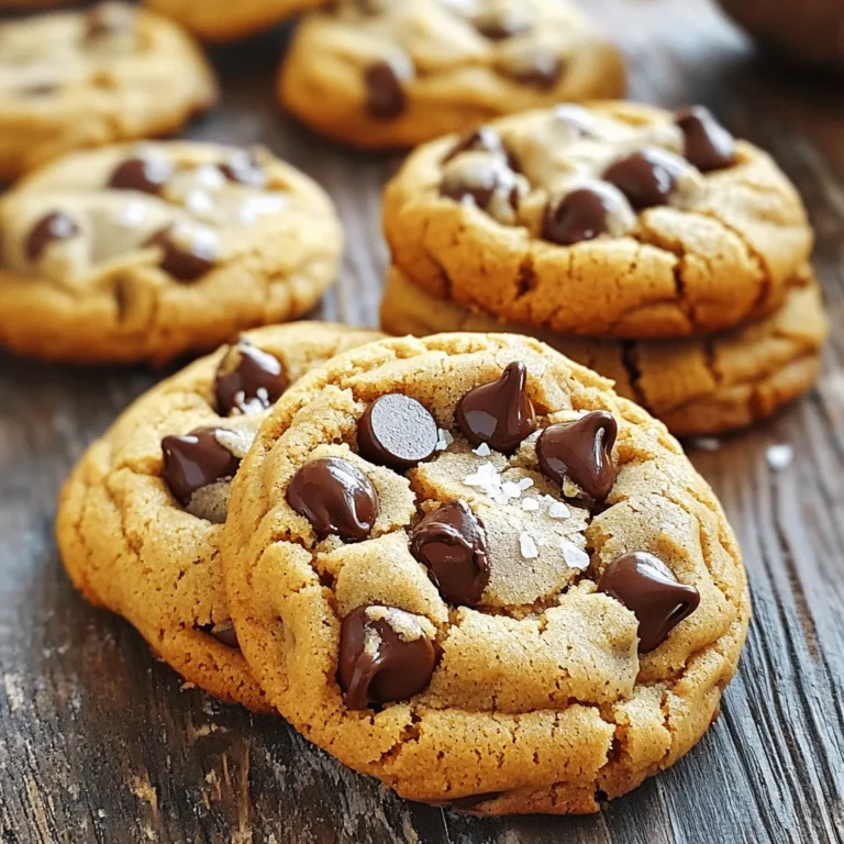 - 1 cup creamy peanut butter - 1/2 cup brown sugar - 1/4 cup granulated sugar - 1 large egg - 1 teaspoon vanilla extract - 1 teaspoon baking soda - 1/2 cup chocolate chips (milk or dark) - 1/4 teaspoon salt - Alternative sweeteners: You can try honey or maple syrup instead of brown sugar. - Nut butter variations: Almond butter or cashew butter work well too. - Gluten-free options: Use gluten-free flour or almond flour to keep it safe for all. Peanut butter chocolate chip cookies shine with their rich, nutty flavor. Each ingredient plays a key role. The creamy peanut butter gives the cookies their base and flavor. Brown sugar adds moisture and a deep sweetness. Granulated sugar balances the mix with a bit more sweetness. One egg binds everything together while adding richness. Vanilla extract brings warmth to the final taste. Baking soda helps them rise, creating a nice texture. Finally, chocolate chips add that beloved chocolatey touch. If you want to make changes, feel free! Use different sweeteners or nut butters. You can even make these cookies gluten-free. The best part? They will still taste great. For the full recipe, refer to the details above. Enjoy baking! Start by preheating your oven to 350°F (175°C). This helps the cookies bake evenly. While the oven heats, line a baking sheet with parchment paper. This keeps the cookies from sticking. Next, grab a large mixing bowl. In it, combine the creamy peanut butter, brown sugar, and granulated sugar. Mix until everything is smooth and well combined. This step is key for a great texture. Now, add the large egg and vanilla extract. Stir these in until they blend fully. Gradually sprinkle in the baking soda and salt. Mix again until combined. Finally, fold in the chocolate chips. Ensure they spread evenly throughout the dough. Using a tablespoon, scoop small portions of dough onto the prepared baking sheet. Place them about 2 inches apart. This gives them room to spread. Then, flatten each cookie slightly with the back of a fork. Create a crisscross pattern on top. Bake the cookies in your preheated oven for 10-12 minutes. Look for lightly golden edges. This means they are done. Once baked, remove the cookies from the oven. Let them cool on the baking sheet for a few minutes. This helps them set properly. After that, transfer the cookies to a wire rack. Allow them to cool completely there. Avoid common pitfalls like moving the cookies too soon. This can cause them to fall apart. Enjoy the perfect cookies once they are cool! To get the right cookie texture, you can make a few changes. For thick cookies, use more peanut butter. This will add richness and keep them soft. If you want thin cookies, reduce the peanut butter a bit. Be careful not to overmix the dough when blending the ingredients. Mixing too much can make the cookies tough. Stop mixing as soon as everything combines. This keeps your cookies soft and chewy. You can boost the flavor of your cookies by using different types of chocolate. Milk chocolate offers a sweet taste, while dark chocolate adds a rich flavor. Try mixing both for a fun twist! Adding spices or extracts can change the game too. A pinch of cinnamon or nutmeg can bring warmth. You can also use almond extract for a nutty touch that pairs well with peanut butter. Batch baking can save you time and effort. Make a double or triple batch and bake them all at once. This way, you have cookies ready for snacks or parties. Freezing cookies is another great idea. You can freeze the dough before baking. Just scoop the dough onto a sheet and freeze it. Once frozen, transfer the dough balls to a bag. When you want fresh cookies, just bake them straight from the freezer! For the complete recipe, check the Full Recipe section. {{image_2}} You can make your peanut butter chocolate chip cookies even more exciting. Try adding nuts or dried fruits. Chopped walnuts or pecans give a nice crunch. Dried cranberries or raisins add sweetness. Mixing in these ingredients adds layers of flavor. You can also swap chocolate chips for other mix-ins. White chocolate or butterscotch chips create a delicious twist. You can even try chunks of a favorite candy bar. Be creative and make each batch unique. If you want a vegan version, use a flax egg instead of a real egg. Mix one tablespoon of ground flaxseed with three tablespoons of water. Let it sit for five minutes to thicken. This acts as a great binder. For low-sugar options, you can use alternative sweeteners. Stevia or monk fruit sweetener works well. Just remember to adjust the amount based on the type you choose. These swaps keep the flavor while reducing sugar. You can find inspiration in many cultures. For a tropical twist, add coconut flakes. This gives a fun, chewy texture. Or try adding spices like cinnamon or nutmeg for warmth. You can also create unique twists on classic recipes. For example, add a hint of espresso to deepen the chocolate flavor. This makes each bite rich and satisfying. With these variations, your cookies will always surprise and delight. To keep your peanut butter chocolate chip cookies fresh, store them in an airtight container. This method helps maintain their soft texture. Place parchment paper between layers to avoid sticking. You can also use a cookie jar with a tight lid. Avoid leaving cookies out in the open, as air can make them hard. To freeze your cookies, let them cool completely first. Place them in a single layer on a baking sheet for about an hour. Once firm, transfer them to a freezer-safe bag or container. Be sure to remove as much air as possible. When you're ready to enjoy, take out the desired number of cookies. Let them thaw at room temperature for about 30 minutes. For a warm treat, pop them in the oven at 350°F (175°C) for a few minutes. At room temperature, your cookies will last about one week. Keep them stored well to ensure they stay tasty. Signs of spoilage include a dry or hard texture and an off smell. If you notice these signs, it’s best to toss them out. Enjoy your cookies while they are fresh for the best taste and texture! For the full recipe, check out the section above. Can I make these cookies without eggs? Yes, you can make these cookies without eggs. Use a flaxseed meal or applesauce instead. Mix one tablespoon of flaxseed with three tablespoons of water. Let it sit for a few minutes to thicken. For applesauce, use a quarter cup to replace one egg. What should I do if my dough is too sticky? If your dough is sticky, add a bit more flour or sugar. Start by adding one tablespoon at a time. Mix well after each addition until the dough firms up. This helps shape the cookies better. Are peanut butter chocolate chip cookies healthy? Peanut butter chocolate chip cookies can be a treat, but they have some health benefits. Peanut butter adds protein and healthy fats. However, they are still high in sugar and fat. Enjoy them in moderation for a balanced diet. Can I substitute peanut butter with other nut butters? Yes, you can use other nut butters like almond or cashew. Just keep in mind that the flavor will change slightly. Make sure the nut butter is creamy for the best texture. Why are my cookies spreading too much? Cookies can spread too much if the dough is too warm. Chill the dough for 30 minutes before baking. Also, ensure your butter is softened, not melted, before mixing. This prevents excessive spreading. How to fix crumbly cookie dough? If your cookie dough is crumbly, add a bit of water or milk. Use one tablespoon at a time until the dough holds together. Mixing well helps incorporate the liquid and fix the texture. To make these peanut butter chocolate chip cookies, start by mixing the wet ingredients. Combine creamy peanut butter, brown sugar, and granulated sugar until smooth. Next, add the egg and vanilla extract, stirring well. Then, mix in baking soda and salt before folding in chocolate chips. Scoop the dough onto a lined baking sheet, flattening each cookie with a fork. Bake until golden for a delightful treat. Here’s a quick reference for the ingredients and baking time: - 1 cup creamy peanut butter - 1/2 cup brown sugar - 1/4 cup granulated sugar - 1 large egg - 1 teaspoon vanilla extract - 1 teaspoon baking soda - 1/2 cup chocolate chips (milk or dark) - 1/4 teaspoon salt - Baking time: 10-12 minutes I love pairing these cookies with a cold glass of milk. The creamy peanut butter and sweet chocolate make a perfect match. You can also serve them warm with a scoop of ice cream on top. They are great for birthday parties, family gatherings, or just a cozy night in. Imagine sharing these cookies with friends while watching a movie! You will need about 15 minutes to prep. Baking takes around 10-12 minutes. So, the total time is just 25 minutes. This recipe yields 12 cookies, perfect for sharing or enjoying yourself. You’ve learned how to make delicious peanut butter chocolate chip cookies. We covered ingredients, each step in the process, and helpful tips to get the perfect texture. Don’t forget to experiment with flavors and variations. Store your cookies well to keep them fresh. Whether baking for fun or a special occasion, these cookies are sure to impress. Enjoy every bite and share with friends!