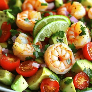 - 1 lb (450g) shrimp, peeled and deveined - 2 ripe avocados, diced - 1 red bell pepper, diced - 1 cup cherry tomatoes, halved - 1 small red onion, finely chopped - 2 cloves garlic, minced - 1 tablespoon olive oil - 1 tablespoon lime juice - 1 teaspoon chili powder - 1/2 teaspoon cayenne pepper (adjust to taste) - Salt and pepper to taste - Fresh cilantro, chopped (for garnish) You need fresh and quality ingredients for the best taste. The shrimp should be firm and smell clean. Look for bright green avocados that yield slightly when pressed. A ripe red bell pepper adds sweetness, while cherry tomatoes give a juicy burst. Red onion adds crunch and sharpness, and garlic brings a savory kick. Using lime juice brightens all the flavors. Chili powder and cayenne add heat, but you can adjust as you like. Sprinkle salt and pepper to enhance all the flavors. Finally, fresh cilantro adds a lovely touch. Check the [Full Recipe] for all the details! This salad is low in calories and high in protein. It’s packed with healthy fats from avocados, which are good for your heart. Each serving offers vitamins and minerals that keep you energized. You can change it up! Swap shrimp for chicken or tofu for a different taste. Use different veggies like corn or cucumbers for added crunch. Just keep it fresh and colorful for the best results. To start, we need to marinate the shrimp with spices. In a bowl, mix the shrimp with olive oil, lime juice, chili powder, cayenne pepper, salt, and pepper. This blend brings out the bold flavors. Let the shrimp sit for about 15 minutes. This time allows the shrimp to soak in all the tasty spices. Next, we cook the shrimp. Heat a skillet over medium-high heat. Add the marinated shrimp and cook for 2-3 minutes on each side. You will know the shrimp are cooked when they turn pink and opaque. This is a good sign that they are ready. Remove the shrimp from the heat and let them cool slightly. Now it’s time to combine all the ingredients. In a large bowl, mix the diced avocados, red bell pepper, cherry tomatoes, and red onion. Once mixed, add the cooled shrimp to the bowl. Gently toss everything together. Be careful not to mash the avocados. This light mixing makes sure all flavors blend well without losing any nice chunks. To choose ripe avocados, look for a dark green color. Gently press the skin with your thumb. If it yields slightly, it is ripe. Avoid hard avocados, as they need more time to ripen. If you find overripe avocados, they may have dark spots or feel mushy. Use ripe avocados quickly to enjoy their best flavor in your spicy shrimp avocado salad. If you have leftover shrimp, store it in the fridge. Use it in tacos or pasta dishes. Leftover vegetables can also be tossed into omelets or stir-fries. To keep avocados fresh, sprinkle lime juice on them. This will slow browning. You can also mash them for guacamole or spread them on toast. This salad tastes best when served fresh and cool. After cooking the shrimp, let it cool slightly before mixing. Serve it right away for maximum flavor. If you want to serve it later, chill it in the fridge for about 30 minutes. This will help the flavors blend nicely. Enjoy your spicy shrimp avocado salad at the perfect temperature! {{image_2}} You can switch up the shrimp for other proteins. Try grilled chicken or firm tofu. Both options pair well with avocado. You can season them the same way as the shrimp. This keeps the dish fresh and tasty. If you want more flavor, try smoked salmon. It adds a nice twist. For a veggie version of this salad, focus on beans and nuts. Black beans or chickpeas add protein and texture. You can also add nuts like almonds or walnuts. They give a nice crunch. Toss in some extra veggies like corn or cucumber. This makes the salad colorful and hearty. Herbs and spices can really boost the flavor. Fresh basil or dill works well with the avocado. You can also sprinkle some cumin for a warm touch. If you like more heat, try adding jalapeños or red pepper flakes. These small changes can make a big difference. For a citrus kick, consider adding zest from lime or lemon. Each herb or spice brings its own unique taste. For the full recipe, check out the instructions above. To keep your Spicy Shrimp Avocado Salad fresh, place any leftovers in an airtight container. This helps prevent the salad from getting soggy. Store it in the fridge for up to two days. If you notice the avocado browning, squeeze a bit of lime juice on it. This will slow down the oxidation process and keep it looking bright. You should avoid reheating this salad, as it is best served cold. If you do need to reheat the shrimp, quickly warm them in a skillet over low heat. Do not cook for too long, or the shrimp may become tough. Remember, the salad tastes great when served fresh. For the shrimp, use them within one day of purchase for the best flavor. Avocados are best when ripe, but they can last for a few days at room temperature. Keep them in the fridge to extend their life. Cherry tomatoes and bell peppers last about a week in the fridge. Always check for signs of spoilage before using any ingredient in your salad. For the full recipe, check the instructions above. Yes, you can make this salad ahead of time. Prepare the shrimp and veggies but leave the dressing out until you are ready to serve. This keeps the salad fresh. Store it in the fridge for up to a few hours. If you want to make it a day ahead, I suggest storing the shrimp and veggies separately. This way, they stay crisp and tasty. If you don't like shrimp, you have options. You can use grilled chicken, tofu, or even chickpeas. Each option brings a unique flavor. If you choose chicken, cook it just like the shrimp for the best taste. Tofu works well when marinated and grilled too. Chickpeas add a nice texture and protein. Adjusting the heat is easy! If you like it milder, cut back on the cayenne pepper. You can also skip the chili powder. For more heat, add extra cayenne pepper or some hot sauce. Just remember to taste as you go to find the right balance for your palate. Enjoy experimenting to make it your own! For the full recipe, check out the [Full Recipe]. This blog post explored a fresh shrimp salad recipe. We covered essential ingredients, cooking steps, and tips for perfecting your dish. I shared ideas for variations and explained how to store leftovers wisely. Remember, this salad is not just tasty; it’s flexible too! Feel free to swap out proteins or adjust spices. Use the tips shared to impress at your next meal. Enjoy crafting a delicious, healthy dish that fits your taste!