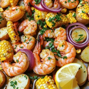 - 1 lb large shrimp, peeled and deveined - 2 ears of corn, cut into thirds - 1 lb baby potatoes, halved - 1 red onion, sliced - 3 cloves garlic, minced - 4 tablespoons olive oil - 1 tablespoon Old Bay seasoning - 1 teaspoon smoked paprika - Salt and pepper to taste - 2 tablespoons fresh parsley, chopped (for garnish) - Lemon wedges (for serving) Let’s break down what makes this dish so great. The shrimp is the star. I love using large shrimp because they cook fast and stay juicy. The corn adds sweetness and crunch. You can use fresh or frozen, but fresh is best. The baby potatoes are hearty and soak up all the flavors. I cut them in half to ensure they cook evenly. The red onion gives a nice sharp taste. Garlic adds a wonderful aroma. Olive oil helps everything cook and adds richness. Old Bay seasoning is a classic choice; it brings a blend of spices that pairs perfectly with seafood. Smoked paprika adds a hint of smokiness, which is just delicious. Lastly, fresh parsley brightens up the dish, and lemon wedges give a zesty kick. You will need a large bowl for mixing. A sheet pan is key for even cooking. Parchment paper can help with cleanup. A sharp knife will make cutting the veggies easier. Finally, use measuring spoons for accurate seasoning. Following these tips will lead to a yummy meal. For the full recipe, check out [Full Recipe]. Start by gathering all your ingredients. You need fresh shrimp, corn, potatoes, onion, and garlic. Wash your veggies well. Cut the corn into thirds and halve the baby potatoes. Slice the onion thinly. Mince the garlic to bring out its strong flavor. In a large bowl, mix the potatoes, corn, onion, and garlic. Add two tablespoons of olive oil. Season with salt, pepper, Old Bay seasoning, and smoked paprika. Toss everything until well coated. Next, spread your veggie mix in a single layer on a large sheet pan. This helps them cook evenly. Preheat your oven to 400°F (200°C) and bake the vegetables for 20 minutes. While they bake, prepare the shrimp. In the same bowl, toss the shrimp with the remaining olive oil. Season them with salt, pepper, and more Old Bay if you like. After 20 minutes, take the pan out and add the shrimp. Make sure they are evenly placed among the veggies. Bake again for 8-10 minutes, until the shrimp turn pink and are cooked through. To check if the shrimp are done, look for a bright pink color. They should also curl into a nice "C" shape. Another way is to cut one shrimp open. It should be opaque and firm inside. If they look clear or gray, they need more time. Always watch closely during the last few minutes of baking. Remove the pan from the oven, garnish with fresh parsley, and serve with lemon wedges for a bright touch. Enjoy your Easy Sheet Pan Shrimp Boil! For the full recipe, check out the earlier section. Seasoning makes your dish shine. Use Old Bay seasoning for that classic flavor. This blend gives a nice kick and goes well with shrimp. Don’t be shy with salt and pepper. They bring out all the great tastes. For fresh flavor, add chopped parsley right before serving. To get juicy shrimp, don’t overcook them. Cook shrimp until they turn pink and opaque. This takes about 8 to 10 minutes in the oven. If you overcook them, they become rubbery. To avoid this, watch the time closely. A large sheet pan is key for even cooking. Use one with a rim to catch juices. Parchment paper can help with cleanup and prevent sticking. A good sharp knife makes chopping easy. Finally, use mixing bowls to combine your ingredients well. For the full recipe, check out the Easy Sheet Pan Shrimp Boil. {{image_2}} You can mix up your Easy Sheet Pan Shrimp Boil by adding different seafood. Try using scallops for a sweet twist. Clams and mussels also work well, adding a briny flavor. If you want a meatier option, include chunks of crab or lobster. These changes keep the dish fresh and exciting. Feel free to swap out veggies to suit your taste or what you have on hand. Zucchini and bell peppers add color and crunch. You can use asparagus or green beans for a different texture. Sweet potatoes can replace baby potatoes for a hint of sweetness. Each vegetable brings its own flavor profile to the dish. For those who love heat, add some spice to your shrimp boil. Toss in sliced jalapeños or red pepper flakes before baking. You can also use spicy sausage to amp up the flavor. If you want a smoky kick, try adding chipotle powder. These spicy options create a bold and exciting dish that will warm your soul. For full details on making this dish, check out the [Full Recipe]. To keep your Easy Sheet Pan Shrimp Boil fresh, store it in an airtight container. Let it cool to room temperature before closing the lid. This step prevents moisture buildup, which can make the shrimp soggy. You can keep the leftovers in the fridge for up to three days. If you want to enjoy it later, consider freezing it. When reheating, use the oven or a skillet for the best results. Avoid the microwave, as it can overcook the shrimp. Preheat your oven to 350°F (175°C) and place the leftovers in an oven-safe dish. Cover it with foil to keep moisture in. Heat for about 10-15 minutes until warm. If using a skillet, add a bit of olive oil and heat over medium heat, stirring gently. For meal prep, freeze the shrimp boil right after it cools. Use a freezer bag or airtight container. Squeeze out as much air as possible to prevent freezer burn. It can last for up to three months in the freezer. When ready to eat, thaw it overnight in the fridge. Reheat it using the tips above to keep the flavors intact. Enjoy your tasty shrimp boil at your convenience! Yes, you can use frozen shrimp. Just make sure to thaw them first. Place the frozen shrimp in a bowl of cold water for about 15-20 minutes. This quick thawing method works great. After thawing, peel and devein if needed. Then, follow the recipe as usual. Shrimp cook fast, so watch them closely. They turn pink and curl up when done. The flesh should be opaque. A good tip is to cut one in half. If it’s white, it’s ready. Be careful not to overcook, as shrimp can become tough if left too long. Shrimp boil goes well with many sides. Here are some great options: - Garlic bread for a crunchy bite - Coleslaw for a cool crunch - A fresh green salad for balance - Cornbread for a sweet touch These sides complement the shrimp boil's flavors and add variety to your meal. For the full recipe, check out the Easy Sheet Pan Shrimp Boil section above. This shrimp boil guide covered all you need. We discussed key ingredients, easy steps, and tips for success. You can explore variations to suit your taste. Proper storage and reheating methods keep your meal fresh. Now, you are ready to make a great shrimp boil. Enjoy cooking and sharing this dish with others!