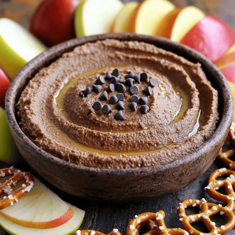 To make your Brownie Batter Hummus, gather these simple items: - 1 can (15 oz) chickpeas, drained and rinsed - 1/4 cup almond butter (or peanut butter) - 1/4 cup cocoa powder - 1/4 cup maple syrup (or agave syrup) - 1/4 cup almond milk (or regular milk) - 1 teaspoon vanilla extract - 1/4 teaspoon salt - Mini chocolate chips for garnish (optional) When measuring, use dry measuring cups for powders like cocoa. For liquids, use a liquid measuring cup. Always level off dry ingredients with a straight edge. This makes sure you get the right amount. It helps the hummus taste its best. You can switch out some ingredients if needed. If you want a nut-free version, use sun butter instead of almond butter. For a vegan sweetener, try agave syrup instead of maple syrup. If you don’t have chickpeas, white beans work too! They will give you a similar texture. Start by gathering your ingredients. You will need: - 1 can (15 oz) chickpeas, drained and rinsed - 1/4 cup almond butter (or peanut butter) - 1/4 cup cocoa powder - 1/4 cup maple syrup (or agave syrup) - 1/4 cup almond milk (or regular milk) - 1 teaspoon vanilla extract - 1/4 teaspoon salt - Mini chocolate chips for garnish (optional) This dip is quick and easy. It takes only 10 minutes to prepare. Make sure to rinse the chickpeas well. This helps remove the canning liquid and any extra salt. Place all your ingredients into a food processor. Start with the chickpeas, then add the nut butter, cocoa powder, and maple syrup. Next, pour in the almond milk, vanilla extract, and salt. Blend on high speed until the mixture is smooth and creamy. If it feels too thick, add more almond milk, one tablespoon at a time. Blend each time until you reach the right consistency. Taste the dip. If you want it sweeter, add more maple syrup. Blend again to mix it in well. Once it's smooth, transfer your hummus to a serving bowl. If you want, sprinkle mini chocolate chips on top for extra sweetness. You can serve brownie batter hummus with many tasty options. Try dipping apple slices for a fruity twist. Pretzels add a nice salty crunch. Graham crackers are also a fun choice. This dip is great for parties or a sweet snack at home. Remember, this recipe is not just about flavor. It’s also about fun! Enjoy your delicious brownie batter hummus with friends and family. For the complete recipe, check out the Full Recipe. To get a smooth and creamy dip, blend the mixture well. Use a high-speed food processor. If your hummus feels thick, add more almond milk. Do this a tablespoon at a time. Scrape down the sides of the bowl to mix evenly. This step helps make the dip silky. The right texture makes it great for dipping. Taste your hummus as you blend. If you want it sweeter, add more maple syrup. Blend again after adding syrup. You can also adjust the sweetness based on your taste. Some prefer it a bit less sweet. Always remember, a little goes a long way! Serve your brownie batter hummus in a fun bowl. You can use a colorful dish to make it pop. Top it with mini chocolate chips for a nice look. Arrange some dippers around the bowl. Good choices include apple slices, pretzels, or graham crackers. This makes it easy for everyone to enjoy. For a party, you could even add some fresh fruit on the side. This dip looks as good as it tastes! For the full recipe, check the earlier section. {{image_2}} To make brownie batter hummus even more fun, add flavors. Try mixing in a bit of espresso powder for a coffee kick. You can also use peppermint extract for a fresh twist. A dash of cinnamon adds warmth, while a spoonful of peanut butter boosts the nutty profile. For a fruity touch, add mashed bananas or pureed strawberries. Each of these additions will change the taste and make your dip unique. If you want a lighter version, swap some ingredients. Use Greek yogurt instead of almond butter. This change lowers the fat content and adds protein. You can also reduce maple syrup by half and rely on ripe bananas for sweetness. Instead of chocolate chips, try chopped nuts or seeds for added crunch. These swaps maintain flavor while making the dish healthier. Catering to dietary needs is easy with brownie batter hummus. To make it vegan, use maple syrup and almond milk, which are already in the recipe. For a nut-free version, replace almond butter with sunflower seed butter. If you have gluten issues, enjoy it with gluten-free dippers like rice cakes. These modifications ensure everyone can enjoy this tasty treat without worry. Explore the full recipe for brownie batter hummus to see how simple it is to create delicious variations! To keep your brownie batter hummus fresh, store it in an airtight container. Make sure to seal it well to avoid air exposure. You can store it in the fridge for easy access. This dip tastes great chilled, so it’s perfect for snacking anytime. When stored properly, brownie batter hummus lasts about five to seven days in the fridge. After that, the flavor and texture may change. Always check for any signs of spoilage, like off smells or unusual colors. If it looks or smells odd, it’s best to toss it. You can freeze brownie batter hummus if you want to keep it longer. Place it in a freezer-safe container, leaving some space for expansion. It can last for up to three months in the freezer. When you’re ready to enjoy it, thaw in the fridge overnight. Stir well before serving to restore its creamy texture. For the full recipe, check the main article. Brownie batter hummus tastes sweet and rich. You get the chocolate flavor first. The texture is creamy and smooth, just like a brownie. It feels soft on your tongue, making it fun to eat. The hint of vanilla adds warmth, and the salt balances the sweetness. This dessert dip is a treat for your taste buds! Yes, you can make brownie batter hummus nut-free! Just swap almond butter for sunflower seed butter. This keeps the flavor rich and creamy without nuts. You can also use soy nut butter if you prefer. Both options work well and keep it tasty for everyone. It takes just 10 minutes to make brownie batter hummus. You can prep and blend all the ingredients quickly. This dip is perfect for last-minute snacks or parties. Plus, it’s so easy that anyone can do it! For the full recipe, check out the details above. In this post, we explored how to make Brownie Batter Hummus. We covered key ingredients, measurement tips, and substitutions to enhance your mix. You learned step-by-step instructions for perfect blending and serving ideas. Tips for the right texture, sweetness, and presentation helped elevate your dish. Variations for flavor and healthier options catered to different diets, plus smart storage advice keeps it fresh. Now, you can create delightful hummus that everyone will enjoy!