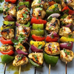 For these tasty kabobs, you need: - 1 pound boneless, skinless chicken breast, cut into 1-inch cubes - 1 large red bell pepper, cut into 1-inch pieces - 1 large green bell pepper, cut into 1-inch pieces - 1 medium red onion, cut into wedges - Skewers (soaked in water for 30 minutes if wooden) These main items give your kabobs great flavor and texture. The chicken provides protein, while the peppers and onion add crunch and color. The magic of this dish comes from the marinade. You will use: - 2 tablespoons olive oil - 2 tablespoons lemon juice - 2 teaspoons dried oregano - 2 teaspoons garlic powder - Salt and pepper to taste This mix brings a fresh taste to the chicken. The olive oil keeps it moist. Lemon juice brightens the flavors. Dried oregano and garlic powder add depth. You can make your kabobs even better with a few garnishes: - Freshly chopped parsley - A squeeze of lemon Serving them warm with a side of tzatziki or hummus adds a nice touch. These options enhance the meal and make it even more enjoyable. For the full recipe, check out the Mediterranean Delight: Simple Greek Chicken Kabobs. To make the marinade, grab a large bowl. In this bowl, mix together the olive oil and lemon juice. Add the dried oregano and garlic powder next. Sprinkle in some salt and pepper to taste. Whisk everything until it is blended well. This marinade gives the chicken a tasty Greek flavor. After making the marinade, it’s time for the chicken. Cut the boneless chicken breast into 1-inch cubes. Place the chicken cubes into the bowl with the marinade. Make sure all the pieces are well coated. Cover the bowl and put it in the fridge. Let the chicken marinate for at least 30 minutes, but 2 hours is best. This helps the flavors soak in. Now, let’s assemble the kabobs. Take the soaked skewers and start threading on the chicken cubes. Alternate between the chicken, red and green bell peppers, and red onion. This makes the kabobs colorful and fun. Once you have everything on the skewers, you’re ready to grill. For the full recipe, check the section above. Enjoy your cooking! Grilling is my favorite way to cook these kabobs. It gives them a nice smoky flavor. You start by preheating your grill to medium-high heat. Once hot, place your skewers on the grill. Cook them for about 12 to 15 minutes. Turn the skewers every few minutes. This way, you get even cooking and lovely grill marks. You want the chicken to reach 165°F for safety. The peppers and onions will soften and add great taste. If you can't grill, you can use your oven. Preheat the oven to 400°F. Place your kabobs on a baking sheet lined with foil. Bake them for about 20 to 25 minutes. You should turn them halfway through to ensure even cooking. Another option is using the broiler. Set the oven to broil and cook the kabobs for 10 to 15 minutes. Keep an eye on them, as they can cook fast. Both methods keep the kabobs juicy and flavorful. To get the best chicken, marinate it for at least 30 minutes. This lets the flavors soak in. Ensure that your grill is hot before adding the kabobs. A hot grill sears the chicken and keeps it moist. Don’t overcrowd the skewers; give the pieces some space. This helps them cook evenly. Lastly, let the kabobs rest for a few minutes after grilling. This keeps the juices inside, making every bite tender. For the full recipe, check out the link above. {{image_2}} To get the best flavor, use fresh herbs. Dried oregano adds a nice touch. The marinade of olive oil and lemon juice brings the taste alive. Let the chicken soak in the marinade for at least 30 minutes. If you can, let it marinate for a few hours. This gives the chicken time to absorb all those great flavors. To keep your chicken moist, avoid overcooking it. Check the chicken with a meat thermometer. You want it to reach 165°F (75°C). Letting the chicken rest after cooking is key. This allows the juices to settle back in. Cover it with foil to keep the heat in while it rests. You can prep the kabobs a day ahead. Just marinate the chicken and veggies the night before. Store them in the fridge until you're ready to grill. This saves time on busy days. You can also freeze the marinated kabobs for later use. Just remember to thaw them before grilling. For the full recipe, check the details above. Enjoy your cooking! You can swap chicken for tofu or veggies. Tofu absorbs flavors well, making it a great choice. Use firm tofu for best results. Cut it into cubes like chicken. Marinate it in the same mix. You can also use a mix of colorful veggies. Bell peppers, zucchini, and mushrooms work nicely. These options create a fresh taste that everyone enjoys. Want some heat? Add red pepper flakes to the marinade. This gives a nice kick. You can also try smoked paprika for a different flavor. If you like herbs, mix in fresh thyme or dill. These herbs bring a bright taste to your kabobs. Experimenting with spices makes each meal unique and fun. Sauces make kabobs even better. Tzatziki is a classic choice. It is cool and creamy, perfect with the grilled chicken. Hummus is another tasty option. It adds richness and pairs well with veggies. You can serve your kabobs with both sauces for a fun spread. Try adding a sprinkle of feta cheese on top for extra flavor. Check out the Full Recipe for more ideas! You should marinate the chicken for at least 30 minutes. This time helps the flavors soak in. For even better taste, try marinating for up to 2 hours. The longer you marinate, the more flavor your chicken gains. Just remember not to go over 24 hours, as it can become too soft. Yes, you can use frozen chicken for kabobs. Make sure to thaw it completely first. I recommend defrosting it in the fridge overnight for best results. This method keeps the chicken safe and helps maintain texture. Once thawed, proceed with the marinating steps as usual. You have plenty of delicious options. Some great sides include: - Greek salad with tomatoes and cucumbers - Tzatziki sauce for dipping - Warm pita bread - Rice or quinoa with herbs - Grilled vegetables like zucchini and eggplant These pair well and create a colorful meal. To check if the chicken is fully cooked, use a meat thermometer. The internal temperature should reach 165°F (75°C). If you don’t have a thermometer, cut into a piece of chicken. The meat should be white and juices should run clear. Avoid any pinkness inside to ensure it's safe to eat. Greek chicken kabobs are easy to make and packed with flavor. We covered the main ingredients, marinade, and cooking methods. I shared tips for juicy chicken and tasty variations, like adding tofu or spices. Remember, marinate your chicken for at least 30 minutes for the best taste. Explore different sauces to switch up your meals. Enjoy these kabobs with family and friends for a great time. Happy cooking!