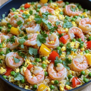 To make Easy Shrimp Fried Rice, you need the following ingredients: - 2 cups cooked jasmine rice (preferably chilled) - 1/2 lb shrimp, peeled and deveined - 2 tablespoons sesame oil - 1 cup mixed bell peppers, diced (red, yellow, green) - 1/2 cup green peas (fresh or frozen) - 3 green onions, chopped - 2 cloves garlic, minced - 2 tablespoons soy sauce (low sodium recommended) - 1 tablespoon oyster sauce (optional) - 1 large egg, lightly beaten - Salt and pepper to taste - Fresh cilantro, for garnish These ingredients come together to create a bright and flavorful dish. The jasmine rice adds a lovely aroma. The shrimp gives a nice protein boost, and the vegetables add color. You can customize your fried rice. Here are some ideas: - Swap shrimp for chicken, tofu, or beef. - Use leftover rice for a quick meal. - Add broccoli, carrots, or snap peas for more crunch. - Try different sauces like teriyaki or chili garlic for a twist. Feel free to mix and match based on what you have in your pantry! When buying shrimp, look for these signs: - Choose shrimp with a mild ocean smell. - The shells should be shiny and firm. - Avoid shrimp with black spots or discoloration. - If possible, buy shrimp that is wild-caught. Fresh shrimp makes a big difference in taste. Always ask your fishmonger for advice if you're unsure. For the best results, use the full recipe for Easy Shrimp Fried Rice. First, gather all your ingredients. This makes cooking easy and fun. You need: - 2 cups cooked jasmine rice (preferably chilled) - 1/2 lb shrimp, peeled and deveined - 2 tablespoons sesame oil - 1 cup mixed bell peppers, diced (red, yellow, green) - 1/2 cup green peas (fresh or frozen) - 3 green onions, chopped - 2 cloves garlic, minced - 2 tablespoons soy sauce (low sodium recommended) - 1 tablespoon oyster sauce (optional) - 1 large egg, lightly beaten - Salt and pepper to taste - Fresh cilantro, for garnish Make sure to use cold rice. Cold rice fries better and stays separate. Heat 1 tablespoon of sesame oil in a large skillet or wok over medium-high heat. Once hot, add the shrimp. Cook until the shrimp turns pink and opaque, about 2-3 minutes. Remove the shrimp and set them aside. In the same skillet, add the other tablespoon of sesame oil. Toss in the minced garlic. Saut&eacute; it for about 30 seconds until it smells great. Next, add the diced bell peppers. Cook for 2-3 minutes until they soften. Stir in the green peas and cook for one more minute. Push the veggies to one side of the skillet. Pour the beaten egg on the empty side. Scramble the egg until it is fully cooked, then mix it with the veggies. Add the cold rice to the skillet. Break any clumps apart. Pour the soy sauce and oyster sauce (if you chose to use it) over the rice. Mix everything well. Season with salt and pepper to taste. Finally, add the cooked shrimp and chopped green onions. Stir gently until all is heated through, about 2-3 minutes. Remove the skillet from heat. Garnish your dish with freshly chopped cilantro. This adds color and flavor, making it look great! Serve your easy shrimp fried rice hot. It&rsquo;s a quick and tasty meal you can enjoy any time. For the full recipe, check the details above. Using the right rice makes a big difference. I recommend jasmine rice for its fluffy texture and aroma. Always cook rice a day ahead and chill it. Chilled rice holds up better when frying. If you don&rsquo;t have time, spread hot rice on a tray to cool it fast. Seasoning adds life to your shrimp fried rice. Soy sauce is a must. It brings saltiness and umami. Adding oyster sauce gives a nice depth. Don&rsquo;t forget garlic! It adds a punch of flavor. A dash of sesame oil at the end boosts the taste even more. One common mistake is using fresh rice. Fresh rice clumps together and gets mushy. Another mistake is crowding the pan. Let your ingredients breathe to fry well. Lastly, don&rsquo;t forget to taste as you cook. Adjust salt and pepper based on your preference. For the full recipe, check out the details above and enjoy your cooking! {{image_2}} You can swap shrimp for chicken, tofu, or even egg. Each option gives a new taste. Chicken works well if you prefer meat. Tofu is a great choice for a veggie meal. Just make sure to cook them fully before adding to the rice. You can add more veggies to boost nutrition. Try carrots, broccoli, or snap peas. They add color and crunch. Chopped spinach or kale works too. Just remember to cook them until tender. This makes the dish more fun and healthy. If you like heat, add chili sauce or sriracha. A dash of red pepper flakes can also spice things up. For a smoky flavor, use smoked paprika. These small changes can really wake up your taste buds. Experiment and find what you love! After you make your shrimp fried rice, you may have some left. Store the rice in an airtight container. This keeps it fresh. You can keep it in the fridge for about 3 to 4 days. Make sure it cools down first before putting it away. This helps prevent moisture buildup. To reheat your fried rice, use a skillet or a microwave. If using a skillet, add a splash of water. This helps steam the rice. Heat it on medium until it&rsquo;s hot. If you use a microwave, cover it with a damp paper towel. This keeps the rice from drying out. Heat it in short bursts, stirring in between. If you want to keep your shrimp fried rice longer, freezing is a great option. Cool the rice completely before freezing. Use a freezer-safe container or bag. Remove as much air as possible. This prevents freezer burn. You can freeze it for up to 3 months. When you&rsquo;re ready to eat, thaw it in the fridge overnight. Then, reheat as mentioned above. Enjoy your meal anytime! Yes, you can use frozen shrimp. Just thaw them first. Place frozen shrimp in cold water for about 15-20 minutes. This helps them cook evenly. Make sure to pat them dry before cooking. Thawed shrimp work well and save time. The best rice for fried rice is jasmine rice. It has a nice texture and flavor. Use cooked rice that is chilled. This keeps the grains separate. Day-old rice is even better since it dries out a bit. If you don't have jasmine rice, you can use long-grain rice. To prevent mushy rice, follow a few steps. First, use cold, cooked rice. Second, avoid overcooking the rice when frying. Stir gently to keep the grains intact. Lastly, don&rsquo;t add too much liquid. Keeping these tips in mind helps achieve the perfect fried rice. You can find the full recipe for easy shrimp fried rice [here](#). The steps are simple and the dish is tasty. Enjoy making this delicious meal! In this post, we explored how to make easy shrimp fried rice. We looked at essential ingredients and tips for picking fresh shrimp. You learned step-by-step cooking methods and final touches to enhance your dish. We discussed common mistakes and ways to add flavor. Finally, storage tips helped keep your rice fresh. Remember, cooking is fun and creative. Experiment with flavors, ingredients, and techniques. Enjoy your shrimp fried rice journey!