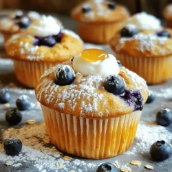 To make Blueberry Banana Oat Muffins, gather these simple ingredients: - 1 cup rolled oats - 1 ripe banana, mashed - 1 cup fresh blueberries (or frozen) - 1/2 cup Greek yogurt (plain or vanilla) - 1/4 cup honey or maple syrup - 1/4 cup almond milk (or milk of choice) - 1/4 cup coconut oil, melted - 1 teaspoon vanilla extract - 1 teaspoon baking powder - 1/2 teaspoon baking soda - 1/2 teaspoon cinnamon - 1/4 teaspoon salt - Optional: 1/4 cup chopped nuts or seeds (like walnuts or chia seeds) for added texture These ingredients create a tasty and nutritious muffin. Each component plays a vital role. Rolled oats give fiber and texture. Bananas add natural sweetness and moisture. Blueberries provide antioxidants and a burst of flavor. Greek yogurt makes the muffins soft and fluffy. Honey or maple syrup sweetens without being overpowering. Almond milk keeps them light and dairy-free. Coconut oil adds richness while being healthy. The dry ingredients, like baking powder and baking soda, help the muffins rise. Cinnamon adds warmth and flavor. Salt balances sweetness, making each bite delightful. For a twist, consider adding nuts or seeds. They enhance texture and crunch. This recipe is flexible. You can swap ingredients to suit your taste. Check out the [Full Recipe] for step-by-step instructions. Enjoy baking! First, preheat your oven to 350°F (175°C). This temperature helps the muffins rise perfectly. While the oven heats, line your muffin tin with paper liners or lightly grease each cup. Greasing helps the muffins release easily after baking. Next, grab a large mixing bowl. Combine 1 cup of rolled oats, 1 teaspoon of baking powder, 1/2 teaspoon of baking soda, 1/2 teaspoon of cinnamon, and 1/4 teaspoon of salt. Mix these ingredients well. Proper mixing ensures the muffins rise evenly and taste great. In a separate bowl, mash 1 ripe banana. Then, whisk in 1/2 cup of Greek yogurt, 1/4 cup of honey or maple syrup, 1/4 cup of almond milk, 1/4 cup of melted coconut oil, and 1 teaspoon of vanilla extract. Mix until smooth. A smooth mixture helps the muffins stay moist. Now, pour the wet mixture into the bowl with the dry ingredients. Stir gently until just combined. Avoid overmixing, as that can make the muffins tough. Next, fold in 1 cup of fresh blueberries and optional 1/4 cup of chopped nuts or seeds. This step adds flavor and texture. Using a scoop, fill each muffin cup about 2/3 full with batter. Bake in the preheated oven for 18-20 minutes. To check for doneness, insert a toothpick into the center of a muffin. If it comes out clean, they are ready. Let the muffins cool in the tin for 5 minutes before transferring them to a wire rack. Enjoy your delicious Blueberry Banana Oat Muffins! You can find the full recipe above. To achieve a fluffy muffin, focus on not overmixing the batter. Mix just enough to combine wet and dry ingredients. This keeps air in the batter, which helps the muffins rise. Adding yogurt gives moisture and a soft crumb. Coconut oil also helps, keeping the muffins tender. You can enhance the flavor of your muffins with spices. A pinch of nutmeg or a dash of vanilla extract adds warmth. If you want a sweeter muffin, try maple syrup or agave nectar. These options can bring out the natural sweetness of the bananas and blueberries. If you need a gluten-free version, use certified gluten-free oats. For a dairy-free option, substitute Greek yogurt with almond yogurt. You can also swap out oil or yogurt for applesauce. This keeps the muffins moist while cutting down on fat. Such changes make the muffins fit various diets while tasting great. For the full recipe of Blueberry Banana Oat Muffins, refer to the instructions above. {{image_2}} You can swap blueberries for other fruits. Ripe bananas work well, adding sweetness. Apples provide a nice crunch. You can also use strawberries or peaches for a burst of flavor. Seasonal fruits like raspberries shine in summer, while cranberries add a tart touch in fall. This lets you enjoy these muffins all year round. Adding nuts or seeds boosts flavor and texture. Walnuts give a pleasant crunch, while chia seeds add nutrition. Chocolate chips can satisfy sweet cravings. Each add-in changes the muffin's taste and feel. For a softer bite, use chopped nuts. For a more chewy texture, opt for seeds. Mix and match to find your favorite combo. You can make mini or jumbo muffins too! Adjust bake time for size. Mini muffins need about 12-15 minutes. Jumbo muffins require 25-30 minutes. Check for doneness by inserting a toothpick. For presentation, stack mini muffins on a tiered stand. Jumbo muffins look great on their own, served warm. Enjoy the fun of different sizes! To keep your blueberry banana oat muffins fresh, first cool them completely. Place them on a wire rack for even cooling. Once cooled, store them in an airtight container. You can use a glass or plastic container with a tight lid. This will help keep them soft for up to three days at room temperature. If you want to save some muffins for later, freezing works great. Wrap each muffin in plastic wrap or aluminum foil. Then, put them in a freezer bag. Try to squeeze out as much air as you can. They can stay in the freezer for about three months. When you’re ready to enjoy them, take them out and let them thaw at room temperature. For a quick warm-up, you can microwave them for about 20 seconds. Reheating muffins is easy. You can use a microwave or an oven. For the microwave, heat for about 10 to 15 seconds. If you want them crisp, heat them in the oven at 350°F (175°C) for about 5 to 10 minutes. This helps keep the muffins moist and tasty. Enjoy your muffins warm for the best flavor! Yes, you can use frozen blueberries. They add great flavor and nutrition. However, they may make the batter wetter. This can lead to muffins that take longer to bake. To avoid this, try to use the frozen blueberries straight from the freezer. Do not thaw them before mixing. This helps keep the muffins fluffy and bright in color. To make these muffins vegan, swap out the Greek yogurt. Use 1/2 cup of unsweetened applesauce instead. You can also replace honey with maple syrup for sweetness. Use plant-based milk like almond or oat milk. Lastly, ensure your coconut oil is melted. These swaps keep the muffins soft and tasty. If you cannot use Greek yogurt, try using unsweetened applesauce or silken tofu. Both will add moisture and help with texture. You can also use dairy-free yogurt if you prefer. Each option keeps the muffins moist and delicious while catering to dietary needs. These muffins stay fresh for about 3-5 days at room temperature. Store them in an airtight container to keep them soft. If you want them to last longer, freeze them. They can last up to 3 months in the freezer. Just thaw them overnight in the fridge when you’re ready to enjoy! You now have a clear path to make delicious muffins with simple ingredients. We covered everything from choosing fruits to freezing leftovers. Remember, mixing well and proper baking time are keys to success. Don't shy away from experimenting with flavors or add-ins. Each batch can be different and exciting. With these tips, your muffins will taste great and be fun to share. Enjoy baking and savoring these treats!