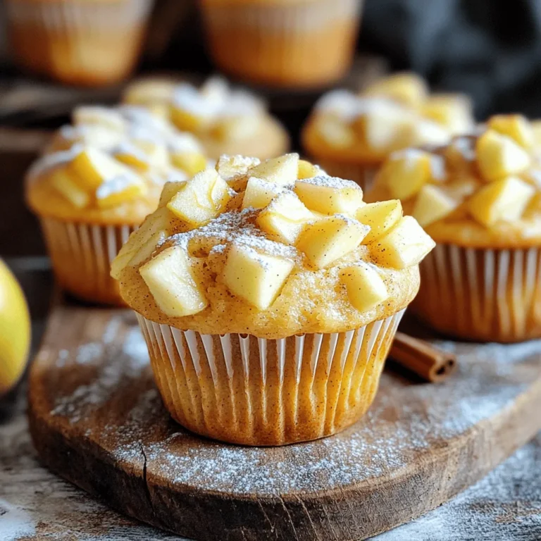 To make Healthy Apple Cinnamon Muffins, gather the following: - 1 ½ cups whole wheat flour - ½ cup rolled oats - 1 teaspoon baking powder - ½ teaspoon baking soda - 1 teaspoon ground cinnamon - ¼ teaspoon nutmeg - ½ teaspoon salt - 2 large apples, peeled, cored, and diced - ½ cup unsweetened applesauce - ½ cup honey or maple syrup - 2 large eggs - 1 teaspoon vanilla extract - ¼ cup almond milk (or any milk of choice) - ¼ cup chopped walnuts or pecans (optional) These ingredients are not only tasty but also packed with health benefits. Whole wheat flour adds fiber, which helps with digestion. Rolled oats provide long-lasting energy, making these muffins great for breakfast. Apples add vitamins and antioxidants, while cinnamon may help lower blood sugar. Applesauce replaces some fat, keeping the muffins moist. Honey or maple syrup is a natural sweetener, offering a touch of sweetness without refined sugars. Eggs provide protein, making these muffins fulfilling. You can mix things up with easy substitutions. If you want gluten-free muffins, use almond or coconut flour instead of whole wheat flour. For a vegan version, replace eggs with flax eggs or applesauce. If you don’t have honey or maple syrup, agave nectar works well too. For a nut-free option, leave out the walnuts or pecans. Feel free to experiment with different spices, like ginger or allspice, to find your perfect flavor! For the full recipe, check out the Healthy Apple Cinnamon Muffins section. Start by gathering all your ingredients. This makes the process smooth and fun. Preheat your oven to 350°F (175°C). Line a muffin tin with paper liners or spray with cooking spray. This helps the muffins come out easily after baking. In a large bowl, combine these dry ingredients: - 1 ½ cups whole wheat flour - ½ cup rolled oats - 1 teaspoon baking powder - ½ teaspoon baking soda - 1 teaspoon ground cinnamon - ¼ teaspoon nutmeg - ½ teaspoon salt Mix all these dry ingredients well. This step is key for even flavor and texture. In another bowl, whisk together the wet ingredients: - 2 large apples, peeled, cored, and diced - ½ cup unsweetened applesauce - ½ cup honey or maple syrup - 2 large eggs - 1 teaspoon vanilla extract - ¼ cup almond milk Make sure everything is well combined. Gradually add the wet mixture to the dry ingredients. Stir gently until just mixed. Avoid overmixing, as it can make muffins tough. If you like, fold in ¼ cup chopped walnuts or pecans at this stage. Fill each muffin cup about ¾ full with batter. Bake them for 18-20 minutes. To check if they are done, insert a toothpick in the center. If it comes out clean, they are ready. Let them cool in the tin for 5 minutes before moving to a wire rack. Enjoy the aroma of your Healthy Apple Cinnamon Muffins as they cool! For the complete recipe, you can refer to the [Full Recipe]. To make your muffins fluffy, don’t overmix the batter. Mix gently until just combined. Overmixing can make them tough. Use fresh baking powder and baking soda for the best rise. Also, let your ingredients sit at room temperature before mixing. This helps the batter blend well and rise perfectly. Store any leftover muffins in an airtight container. They stay fresh at room temperature for 2-3 days. For longer storage, keep them in the fridge for up to a week. You can also freeze them! Place muffins in a freezer bag. They last up to three months. Thaw them overnight in the fridge when you're ready to eat. Every oven is a bit different. If your muffins cook too fast, lower the temperature by 25°F. For slower ovens, check them a few minutes early. Use an oven thermometer to ensure the right heat. This helps your muffins bake evenly. Remember, don’t open the oven door too soon; it can cause them to deflate. {{image_2}} You can make these muffins gluten-free with simple swaps. Use gluten-free flour instead of whole wheat flour. Almond flour or oat flour work well too. Check that your oats are certified gluten-free. This change keeps the flavor while making them safe for those with gluten issues. If you want a vegan version, replace the eggs with flax eggs. To make one flax egg, mix one tablespoon of ground flaxseed with three tablespoons of water. Let it sit for about five minutes until it thickens. You can also swap honey for maple syrup to keep it plant-based. This way, everyone can enjoy the muffins! To elevate the flavor, consider adding spices. A pinch of ginger or cardamom can give a nice twist. You can also mix in dried fruits like raisins or cranberries. Nuts like pecans or walnuts add a crunchy texture. Feel free to get creative! These changes make the muffins even more fun and tasty. For the complete recipe, check out the [Full Recipe]. To keep your Healthy Apple Cinnamon Muffins fresh, store them in an airtight container. This helps to lock in moisture. Place a paper towel inside the container to absorb extra moisture. Muffins stay fresh at room temperature for 2-3 days. If you want them to last longer, consider refrigeration. Just remember, cold can change the texture. Freezing muffins is a great way to save them for later. Allow the muffins to cool completely first. Once cooled, wrap each muffin tightly in plastic wrap. Then place them in a freezer bag or a container. This keeps them safe from freezer burn. You can freeze muffins for up to three months. When you want one, just take it out and let it thaw. Reheating these muffins is simple. You can use a microwave or an oven. If you use the microwave, heat for about 15-20 seconds. This warms them up nicely without drying them out. If you prefer the oven, preheat it to 350°F (175°C). Heat the muffins for about 5-10 minutes. This method keeps the muffins soft and delicious. Enjoy your muffins warm for the best taste! These muffins are healthy for several reasons. First, they use whole wheat flour, which has more fiber than white flour. Fiber helps with digestion and keeps you full longer. Second, they contain rolled oats. Oats are great for heart health and can lower cholesterol. Third, we use unsweetened applesauce instead of oil or butter. This reduces fat and adds moisture. Finally, we sweeten with honey or maple syrup, both natural sweeteners. Overall, these muffins provide nutrients without added sugars. Yes, you can! This recipe is flexible. You can swap apples for other fruits like bananas, pears, or berries. Each fruit will change the taste and texture a bit. For instance, bananas will make the muffins moist and sweet. Berries can add a nice tartness. Just make sure to chop larger fruits into small pieces. This way, they mix well into the batter. Feel free to experiment with what you have at home! To check if the muffins are done, use a toothpick. Insert it into the center of a muffin. If it comes out clean, the muffins are ready. If you see batter on the toothpick, bake them a few more minutes. The muffins should also look golden brown on top and spring back when gently touched. Trust your senses; the smell will also tell you when they are close to being done. Enjoy the delightful scent wafting through your kitchen! You’ve learned about healthy muffin ingredients, step-by-step instructions, and tips for baking. We discussed using alternatives and variations to suit your needs. Remember to store your muffins properly to keep them fresh. These easy recipes let you bake tasty treats that fit your diet. Enjoy experimenting with flavors and sharing your muffins with friends and family. Happy baking!