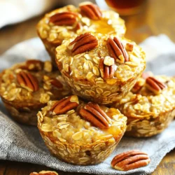 - 2 cups rolled oats - 1 cup milk (dairy or non-dairy) - 1/2 cup maple syrup - 1/2 cup chopped pecans - 2 large eggs - 1/2 teaspoon baking powder - 1/2 teaspoon cinnamon - 1/4 teaspoon salt - 1 teaspoon vanilla extract - 1/2 cup diced apples (optional) - Extra pecans - Maple syrup When making Maple Pecan Baked Oatmeal Cups, you need the right ingredients. First, rolled oats form the base. They give the cups a hearty texture. You can choose milk based on your taste. Dairy or non-dairy options work great. Maple syrup adds sweetness and flavor. Chopped pecans give a nice crunch and nutty taste. Don’t forget the eggs! They hold everything together. For extra flavor, you can add a few enhancers. Baking powder helps the cups rise. Cinnamon brings warmth and spice. Salt balances the sweetness. Vanilla extract adds depth. If you love apples, add diced ones for texture. Finally, top your cups with extra pecans and a drizzle of maple syrup. This makes them look pretty and taste even better. You can find the full recipe to make these delicious oatmeal cups and enjoy a warm, tasty breakfast! - Preheat oven to 350°F (175°C) - Grease muffin tin or use silicone muffin cups I always start by preheating my oven. This step ensures even cooking. Greasing the muffin tin is key. It helps the oatmeal cups pop out easily after baking. Silicone muffin cups are a great option too. They make cleanup a breeze. - Combine rolled oats, baking powder, cinnamon, and salt - Ensure dry ingredients are evenly distributed Next, I mix my dry ingredients. I blend rolled oats, baking powder, cinnamon, and salt in a large bowl. It is important to mix well. This ensures every bite is flavorful and tasty. - Whisk together milk, maple syrup, vanilla extract, and eggs - Combine wet and dry ingredients gently Now, I prepare the wet ingredients. I whisk together milk, maple syrup, vanilla extract, and eggs until smooth. This mixture adds sweetness and richness. I then gently combine the wet and dry ingredients. Careful not to overmix; this step keeps the texture just right. - Spoon mixture into prepared muffin tin - Fill each cup about 3/4 full I take a spoon and fill each muffin cup. Each one should be about three-quarters full. This allows room for the cups to rise. - Sprinkle extra pecans and drizzle maple syrup on top - Bake for 25-30 minutes until golden Before baking, I sprinkle extra pecans on top. A drizzle of maple syrup adds a sweet finish. I bake them for 25-30 minutes. I look for a golden top and a clean toothpick to check for doneness. - Cool in tin for 5 minutes - Transfer to wire rack to cool completely Once baked, I let them cool in the tin for five minutes. Then, I transfer them to a wire rack. This step helps them cool evenly. After they cool, I enjoy them warm, often with more maple syrup drizzled on top. For a balanced breakfast, serve with fresh fruit on the side. This whole process is easy and fun, and I love sharing these treats with friends. For the full recipe, check the earlier section! - Use old-fashioned rolled oats for better texture. They hold moisture well and offer a hearty bite. - Don’t overmix wet and dry ingredients. Stir just until combined to keep cups fluffy. - Check doneness with a toothpick. Insert it in the center; it should come out clean. - Adjust baking time based on your oven. Ovens vary, so keep an eye on them as they bake. - Add spices or fruit for added dimension. Cinnamon or nutmeg can give depth. Fresh or dried fruit adds sweetness. - Experiment with different nuts or sweeteners. Try walnuts or almonds for a twist. Honey or agave can replace maple syrup. For the complete recipe, check out the [Full Recipe]. {{image_2}} If you need a gluten-free option, it's easy to adapt. Just substitute regular oats with gluten-free certified oats. This ensures you get the same great taste without the gluten. Also, use gluten-free baking powder to keep the recipe safe for those with gluten sensitivities. Going vegan? No problem! Replace the eggs with flaxseed meal or chia seeds. Mix 1 tablespoon of either with 2.5 tablespoons of water for each egg. This works great as a binding agent. Use plant-based milk, like almond or oat milk, and stick with the maple syrup for sweetness. Want to mix things up? You can add chocolate chips or dried fruits like raisins or cranberries. Both options give a sweet twist. You can also try different nuts like walnuts or almonds for a unique crunch. This way, you can enjoy a new flavor every time you make them! Store your Maple Pecan Baked Oatmeal Cups in an airtight container in the refrigerator. They taste best when you eat them within 5-7 days. This keeps them fresh and ready for a quick breakfast or snack. You can freeze the oatmeal cups for up to 3 months. Just make sure they're in a freezer-safe container. When you want to enjoy them, reheat in the microwave or the oven until warm. To warm them up quickly, place them in the microwave for 30-60 seconds. For an extra touch, consider adding a drizzle of maple syrup upon reheating. This brings back that delicious flavor and makes each bite even better. Yes, you can prepare these oatmeal cups in advance. Just store them in an airtight container. They stay fresh and tasty for several days. To check for doneness, use a toothpick. Insert it into the center of a cup. If it comes out clean, your oatmeal cups are ready. You can replace pecans with any nut or seed you like. If you prefer, you can also skip the nuts entirely for a nut-free version. You can use instant oats, but it’s not the best choice. Instant oats can change the texture and make the cups mushy. Absolutely! These oatmeal cups are perfect for meal prep. They make quick breakfasts and easy snacks all week long. These oatmeal cups are easy to make and full of flavor. You mix simple ingredients, bake, and enjoy them anytime. You can customize these cups with your favorite mix-ins or toppings. They store well in the fridge or freezer for quick snacks later. Don’t hesitate to try different flavors or adaptations to suit your taste. With these tips, you can create a tasty treat that fits your needs! Enjoy the fun of baking and the satisfaction of homemade oatmeal cups.