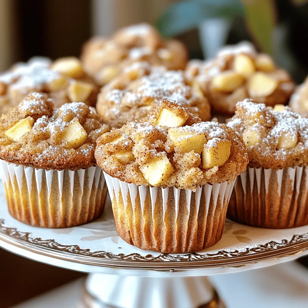 To make Apple Cinnamon Crumb Muffins, you need a few key ingredients. Gather these items before you start baking. - 2 cups all-purpose flour - 1 cup granulated sugar - 1 tablespoon baking powder - 1 teaspoon baking soda - 1 teaspoon ground cinnamon - ½ teaspoon salt - 1 large egg - 1 cup buttermilk - ¼ cup vegetable oil - 2 cups apples, peeled and diced (Granny Smith or Honeycrisp work best) - ¼ cup brown sugar - ¼ cup rolled oats - 2 tablespoons cold butter, cubed Each ingredient plays an important role. The flour gives shape and structure. Sugar adds sweetness and helps with browning. Baking powder and baking soda help the muffins rise. Cinnamon brings warmth and flavor, while salt enhances all the tastes. Using buttermilk makes the muffins tender and moist. The oil keeps them soft. Apples add a fresh crunch, and the brown sugar with oats creates a lovely crumb topping. These ingredients come together to make a delightful treat. You can find the full recipe above to guide you through the steps. Preheat your oven to 350°F (175°C). Line your muffin tin with paper liners or grease it with non-stick spray. This step helps the muffins bake evenly. In a large bowl, combine the following dry ingredients: - 2 cups all-purpose flour - 1 cup granulated sugar - 1 tablespoon baking powder - 1 teaspoon baking soda - 1 teaspoon ground cinnamon - ½ teaspoon salt Whisk these ingredients together until they mix well. This ensures the baking powder and soda spread evenly. In a separate bowl, whisk together these wet ingredients: - 1 large egg - 1 cup buttermilk - ¼ cup vegetable oil Mix them well until fully blended. This adds moisture and richness to your muffins. Pour the wet mixture into the dry ingredients. Gently stir with a spatula until just combined. It’s okay if there are a few lumps. Overmixing can lead to tough muffins. Next, fold in 2 cups of diced apples. Granny Smith or Honeycrisp work best for flavor. Then, spoon the batter into the prepared muffin tin, filling each cup about two-thirds full. In a small bowl, mix the crumb topping ingredients: - ¼ cup brown sugar - ¼ cup rolled oats - 2 tablespoons cold butter, cubed Use a fork or your fingers to mix this until it becomes crumbly. Sprinkle it evenly over each muffin for a delicious crunch. Place the muffin tin in the preheated oven. Bake for 18 to 20 minutes. Check with a toothpick; it should come out clean. Let the muffins cool in the pan for about 5 minutes. Then, transfer them to a wire rack to cool completely. For the complete recipe details, check out the Full Recipe. For the best flavor in your Apple Cinnamon Crumb Muffins, I suggest using Granny Smith or Honeycrisp apples. Granny Smith adds a nice tartness that balances the sweetness. Honeycrisp offers a juicy, crisp bite that enhances the muffins' texture. Both apples hold their shape well when baked, ensuring each bite is delightful. Mixing is key to fluffy muffins. When you combine wet and dry ingredients, do it gently. Stop mixing when you see a few lumps. Overmixing can make your muffins tough. Remember, a little lumpiness is okay! This technique helps keep your muffins light and airy, which is what we want. To make your muffins look as good as they taste, serve them warm. A sprinkle of powdered sugar on top adds a nice touch. You can also drizzle honey over them for extra sweetness. For a lovely display, use a decorative cake stand. This makes the muffins look inviting and perfect for sharing. For the full recipe, check out the instructions above! {{image_2}} You can take your apple cinnamon crumb muffins to the next level by adding nuts or chocolate chips. Nuts like walnuts or pecans add a nice crunch. Simply chop them up and fold them into the batter along with the apples. If you prefer chocolate, mini chocolate chips blend well with the cinnamon flavor. Just add about half a cup to the mix. Both options bring a new twist to this classic recipe. If you need gluten-free options, swap the all-purpose flour for a gluten-free blend. Many blends work well and keep the muffins moist. For low-sugar alternatives, you can use a sugar substitute like stevia or monk fruit. These options help cut down on sugar but still keep your muffins tasty. Boost the flavor with spices or extracts. Adding a pinch of nutmeg or ginger can give your muffins a warm, spicy kick. You might also want to try a splash of vanilla or almond extract. These small changes can elevate the taste and make your muffins even more delightful. For more details on making these delicious muffins, check out the Full Recipe. To keep your apple cinnamon crumb muffins fresh, store them in an airtight container. This will keep them moist and tasty. Place a paper towel in the container to absorb excess moisture. You can also wrap each muffin in plastic wrap for extra protection. Keep them at room temperature for the best results. Freezing muffins is a great way to save some for later. To freeze, let the muffins cool completely first. Then, wrap each muffin in plastic wrap and place them in a freezer bag. Make sure to remove as much air as possible. When you want to enjoy one, just take it out and thaw it at room temperature. You can also microwave it for 20-30 seconds to warm it up. Apple cinnamon crumb muffins last about 2-3 days at room temperature. If you refrigerate them, they can last up to a week. Just remember, refrigeration can make them a bit dry. For the best taste and texture, eat them fresh! To make apple cinnamon crumb muffins from scratch, start by gathering your ingredients. You will need flour, sugar, baking powder, baking soda, cinnamon, salt, an egg, buttermilk, vegetable oil, and apples. Mix the dry ingredients in one bowl and the wet ingredients in another. Combine them gently, then fold in the diced apples. For the crumb topping, mix brown sugar, oats, and cold butter until crumbly. Fill a muffin tin with the batter and add the topping before baking. Check the [Full Recipe] for detailed steps. Yes, you can use different types of flour. If you want a gluten-free option, try almond or oat flour. For whole grain muffins, whole wheat flour works great. Each type of flour may change the texture a bit, so adjust the liquid if needed. Always ensure the flour you choose matches your taste and dietary needs. To prevent your muffins from sticking, grease the muffin tin well with butter or non-stick spray. You can also use paper liners. Make sure to fill the liners only two-thirds full. This helps the muffins rise without spilling over. If you use a non-stick pan, it should reduce sticking, but greasing is still a good idea. Apple cinnamon crumb muffins pair well with many drinks. Coffee is a classic choice, enhancing the cinnamon flavor. You could also serve them with yogurt for a creamy contrast. A drizzle of honey or maple syrup adds extra sweetness. Enjoy these muffins at breakfast or as a snack! In this post, I shared the recipe for apple cinnamon crumb muffins. We covered the ingredients, step-by-step instructions, tips, variations, and storage info. With simple steps, you can create tasty muffins that impress. Remember to choose the right apples for the best flavor. Enjoy your baking and experiment with different flavors or mix-ins. Your next batch can be even more unique. Baking is all about having fun and making something delicious. Try this recipe, and let the aroma fill your kitchen. Happy baking!