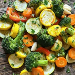 - 2 cups broccoli florets - 1 cup baby carrots, halved - 1 red bell pepper, chopped - 1 zucchini, sliced - 1 yellow squash, sliced - 3 tablespoons olive oil - Juice and zest of 1 lemon - 4 cloves garlic, minced - 1 teaspoon dried thyme - 1 teaspoon dried oregano - Salt and pepper to taste - Fresh parsley In this dish, I love using a mix of colorful veggies. Each one brings unique flavor and texture. Broccoli adds a nice crunch, while baby carrots bring sweetness. The red bell pepper adds a pop of color and a fresh taste. Zucchini and yellow squash both roast up tender and soft. Next, we coat the veggies in a tasty dressing. The olive oil helps them crisp up and adds richness. Lemon juice and zest give a bright, fresh flavor. Garlic brings warmth, while thyme and oregano add depth. Salt and pepper balance the taste. Finally, I love garnishing with fresh parsley. It adds a burst of green and a hint of earthiness. If you want to make this dish, check the Full Recipe for all the steps you need! - Preheat the oven to 425°F (220°C). - Gather your veggies: broccoli, baby carrots, red bell pepper, zucchini, and yellow squash. - Wash and chop all the vegetables. Cut the broccoli into florets and halve the baby carrots. Slice the zucchini and yellow squash, and chop the red bell pepper. - In a small bowl, combine 3 tablespoons of olive oil, the juice and zest of 1 lemon, minced garlic, dried thyme, and dried oregano. - Add salt and pepper to taste. - Whisk until smooth and well mixed. - Pour the dressing over the veggies and toss them gently. Ensure each piece is coated. - Spread the veggies in a single layer on a large baking sheet. - Roast them in the preheated oven for 20-25 minutes. Stir halfway through for even cooking. - Look for tender veggies with a slight caramelized color. Remove from the oven and let cool for a few minutes. Garnish with fresh parsley before serving. For the Full Recipe, check the earlier section. Enjoy your delicious Lemon Herb Roasted Veggies! Roasting veggies is easy, but a few tricks help. First, always spread the vegetables in a single layer on the baking sheet. This ensures they roast evenly. If they are crowded, some will steam instead of roast. Second, stir the veggies halfway through cooking. This helps them brown nicely on all sides, making each bite full of flavor. When picking vegetables, look for bright colors and firm textures. Fresh veggies taste better and have more nutrients. Check for any blemishes or soft spots. For herbs, choose ones that smell fresh and have vibrant leaves. Fresh herbs, like parsley or thyme, enhance the dish and add bright flavors. Set your oven to 425°F (220°C) for perfect roasting. This high heat helps caramelize the veggies, making them sweet and tasty. Cooking times can change based on the type of vegetable. For example, carrots take longer than zucchini. Always check for tenderness with a fork to know when they are done. {{image_2}} You can swap veggies based on the season. In spring, use fresh asparagus. Summer brings in sweet corn or eggplant. In fall, try butternut squash or Brussels sprouts. Each veggie adds a unique taste and texture. Mix colors like purple eggplant with orange carrots for a feast for the eyes. This not only looks great but also makes your dish more fun to eat! If you want to mix it up, try different herbs. Basil and dill can add a fresh twist. Rosemary gives a strong flavor, while cilantro adds brightness. These herbs can change the whole taste. Pair them with your veggies to enhance their flavors. For instance, try dill with zucchini for a light touch. To boost flavor, add cheese or nuts. Feta or parmesan cheese can melt into the warm veggies. It adds creaminess and salt. Nuts like almonds or walnuts add crunch and healthy fats. If you like spice, sprinkle some red pepper flakes or cayenne. A little heat can make your dish exciting and flavorful. Adjust these flavors to fit your taste while keeping the lemon herb theme. For the complete recipe, check out the Full Recipe. Let your Lemon Herb Roasted Veggies cool down for about 10 minutes after cooking. This step helps them keep their flavor and texture. Once cooled, store them in a container. I recommend using airtight glass or BPA-free plastic containers. These types help keep your veggies fresh for longer. You can reheat your roasted veggies in the oven or microwave. The oven is best for keeping that nice roasted texture. Preheat the oven to 350°F (175°C) and spread the veggies on a baking sheet. Heat them for 10-15 minutes. If you use a microwave, place them in a bowl and cover. Heat in short bursts of 30 seconds until warm. This may soften them a bit, but it’s quick and easy. If you want to save some for later, freezing is a great option. Spread the cooled veggies on a baking sheet and freeze for a few hours. Once frozen, transfer them to a freezer bag. Remove as much air as you can. To use them later, thaw in the fridge overnight. You can then reheat them in the oven or microwave. Enjoy your meal anytime! Roasting time varies by vegetable. Here’s a quick guide: - Broccoli florets: 20-25 minutes - Carrots: 25-30 minutes - Bell peppers: 20-25 minutes - Zucchini and squash: 15-20 minutes For best results, check your veggies. They should be tender and slightly browned. Stir halfway through for even cooking. Yes, you can use frozen vegetables. They are quick and easy. However, they may not get as crispy as fresh ones. If you use frozen, roast them a bit longer. Make sure to thaw them first, and pat them dry. This helps get rid of excess moisture. Seasoning can elevate your dish. I love using olive oil, lemon juice, and herbs. A good mix includes: - Salt and pepper - Dried thyme and oregano - Garlic for depth Try adding some red pepper flakes for heat or a splash of balsamic vinegar for sweetness. Absolutely! You can swap out veggies based on your taste or season. Here are some ideas: - For a low-carb option: Use cauliflower or Brussels sprouts. - For more color: Add carrots or beets. - For dietary needs: Make sure to choose herbs that suit your diet. You can also leave out any allergens. You can find the full recipe for Lemon Herb Roasted Veggies with all the details and tips [here](#). Enjoy cooking this easy and tasty dish! Roasting vegetables is simple and tasty. We covered the best veggies like broccoli, carrots, and zucchini. We explored how to make a flavorful dressing with olive oil, lemon, and herbs. You learned tips for perfect roasting and how to store leftovers. The options for variations let you get creative. Remember, fresh ingredients make a big difference. Enjoy your delicious roasted veggies any time!