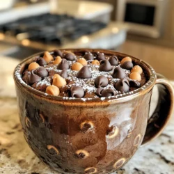 - 4 tablespoons all-purpose flour - 4 tablespoons granulated sugar - 2 tablespoons unsweetened cocoa powder - 1/8 teaspoon baking powder - A pinch of salt - 3 tablespoons milk - 2 tablespoons peanut butter (creamy or crunchy) - 1 tablespoon vegetable oil - 1/4 teaspoon vanilla extract - Optional additions: Chocolate chips or chopped nuts Each ingredient plays a role in your mug cake. The flour gives it structure, while sugar adds sweetness. Cocoa powder brings rich chocolate flavor, and baking powder helps it rise. The salt balances the sweetness. Milk and peanut butter create a moist batter. You can choose creamy or crunchy peanut butter based on your taste. Vegetable oil keeps the cake tender, and vanilla adds warmth. You can add chocolate chips or nuts for extra fun. These optional ingredients give a nice crunch and flavor burst. This simple list makes it easy to whip up your cake quickly. Check out the Full Recipe for more details on making this delightful treat! - In a microwave-safe mug, add: - 4 tablespoons all-purpose flour - 4 tablespoons granulated sugar - 2 tablespoons unsweetened cocoa powder - 1/8 teaspoon baking powder - A pinch of salt - Mix until everything is evenly blended. This step is key for a good texture. - Now, it's time to add some flavor. Pour in: - 3 tablespoons milk - 2 tablespoons peanut butter (creamy or crunchy) - 1 tablespoon vegetable oil - 1/4 teaspoon vanilla extract - Stir well to create a smooth batter. Scrape the sides of the mug to mix all dry bits. - Place the mug in the microwave and cook for 1 minute and 30 seconds. - After cooking, check if it’s done. The cake should rise and look set in the middle. If not, microwave for a few more seconds. - Carefully remove the mug (it will be hot!) and let it cool for a minute before diving in. This quick and easy method gives you a rich, chocolatey treat in no time. For the full recipe, check the section above. Enjoy your delicious creation! To get the best texture in your mug cake, start by checking your microwave's wattage. Most microwaves range from 600 to 1200 watts. If yours is on the lower end, you may need to cook the cake a bit longer. If it’s a higher wattage, reduce the cooking time slightly to avoid overcooking. Monitoring the cooking time is key. Microwave for about 1 minute and 30 seconds, but keep an eye on it. The cake should rise and look set in the middle. If you see it puffing up, that's a good sign! When it comes to serving your mug cake, get creative! You can sprinkle powdered sugar on top for a sweet touch. Adding chocolate chips will enhance the flavor and texture. A dollop of whipped cream can make it extra special. If you want to go all out, serve it with a scoop of ice cream or a drizzle of extra peanut butter. Sometimes, your mug cake may not turn out as planned. If it feels undercooked, microwave in 10-second bursts until it firms up. Make sure to check the center. For an overcooked cake, try reducing the cooking time next time. If you find it too sweet, reduce the sugar in the recipe. You can also adjust the cocoa powder for a richer taste. Experimenting with flavors can lead to a cake you love more! {{image_2}} You can easily change the taste of your mug cake. Try using different nut butters. Almond or cashew butter gives a tasty twist. You can also add flavored extracts, like almond or coconut. These will change the flavor and make your cake fun. If you need gluten-free options, use almond flour or coconut flour instead of regular flour. These flours work well and make the cake soft. For milk, try almond milk or oat milk to keep it plant-based. These swaps keep your cake yummy and fit your diet. Adding fruits can make your mug cake even better. Sliced bananas or fresh berries add sweetness and moisture. You can also mix in spices like cinnamon for warmth. Espresso powder gives a rich coffee flavor, which pairs well with chocolate. These fun additions make your mug cake unique and exciting. For the full recipe, check out the Chocolate Peanut Butter Mug Cake section! To enjoy your chocolate peanut butter mug cake at its best, eat it right away. This treat is warm and fluffy when fresh. The best time to microwave it is for about 1 minute and 30 seconds. You can check it after a minute to see how it’s cooking. If it looks set in the middle, it's ready! If you have leftover cake, store it in an airtight container in the fridge. It will stay fresh for up to two days. When you want to eat it again, reheat it in the microwave. Heat for about 30 seconds. This helps keep the texture soft and enjoyable. You can freeze your mug cake if you want to save it for later. Make sure it cools completely first. Wrap it tightly in plastic wrap and then place it in a freezer bag. It can last up to a month in the freezer. When you're ready to enjoy, take it out and let it thaw in the fridge overnight. To reheat, pop it in the microwave for 30 to 45 seconds. This will bring back that warm, gooey goodness. Look for a few signs to know your mug cake is ready. The cake should rise and look set in the middle. A toothpick inserted in the center should come out clean. If it still looks wet, give it a few more seconds. Microwaves can vary, so keep an eye on it while cooking. If it puffs up and has a soft, yet firm surface, you’re good to go! Yes, you can use an oven! Preheat your oven to 350°F (175°C). Pour the batter into an oven-safe dish instead of a mug. Bake for about 15 to 20 minutes. Keep checking it after 15 minutes, as ovens can cook differently. The cake is done when it rises and has a firm top. This method may take longer, but it can add a nice texture to the cake. Absolutely! You can double or triple the recipe to make more mug cakes. Just multiply each ingredient by the number of servings you want. For example, if you want two cakes, use 8 tablespoons of flour and sugar, and so on. You can prepare the batter in a larger bowl and then divide it into mugs. If you want to batch make them, mix the batter and store it in the fridge for up to 24 hours. Just remember to adjust the cooking time if you use a larger dish! This blog post showed you how to make a delicious mug cake with simple ingredients. You learned each step, from mixing to cooking it in the microwave. I shared tips for perfecting the texture and creative variations to try. Remember, this treat is best enjoyed fresh, but you can store leftovers easily. Experiment with flavors and add your favorite mix-ins. Now grab a mug and start baking; you’ll love your homemade cake!
