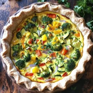 To make a great roasted veggie quiche, you will need some key items. Here&rsquo;s what you should gather: - 1 pre-made pie crust (store-bought or homemade) - 1 cup broccoli florets - 1 bell pepper (red or yellow), diced - 1 small zucchini, diced - 1 small red onion, sliced - 3 large eggs - 1 cup milk (or a non-dairy alternative) - 1 cup shredded cheese (such as cheddar or feta) These ingredients bring a nice mix of flavors and textures. The pie crust holds everything together, while the veggies add color and taste. Eggs and milk create a rich filling that binds it all. Seasonings are key for adding flavor. Here are the must-haves: - 1 teaspoon garlic powder - 1 teaspoon dried thyme - Salt and pepper to taste - Fresh herbs (like parsley or chives) for garnish Garlic powder and thyme give warmth to the quiche. Salt and pepper bring out the taste of the veggies. Fresh herbs on top add a bright touch. You can find the full recipe to help you get started on this tasty dish! First, preheat your oven to 400&deg;F (200&deg;C). This step is key to getting those veggies nice and roasted. Next, take your mixed veggies: broccoli, bell pepper, zucchini, and red onion. Toss them in a bowl with olive oil, garlic powder, salt, and pepper. Make sure each piece is coated well. Spread them out evenly on a baking sheet. Roast them for about 20 minutes, or until they turn soft and slightly caramelized. While the veggies roast, grab your pre-made pie crust. Place it in a 9-inch pie dish. Pre-bake the crust for about 10 minutes. Look for a light golden color to know it&rsquo;s ready. To keep the crust from shrinking or puffing, use pie weights or dry beans. Line the crust with parchment paper before adding the weights. This helps keep its shape during baking. In a large bowl, whisk together three large eggs and one cup of milk. You can use a non-dairy milk if you prefer. Add a pinch of salt and pepper to the mix. Once your veggies are done roasting, let them cool for just a bit. Add the roasted veggies to the egg and milk mixture. Stir in one cup of shredded cheese, like cheddar or feta, until everything is well combined. Now it&rsquo;s time to fill the crust. Pour your veggie and egg mixture into the pre-baked pie crust. Spread it evenly for the best bake. Reduce the oven temperature to 350&deg;F (175&deg;C) and bake for 35 to 40 minutes. Look for the quiche to be set and lightly golden on top. Once done, let it cool for about 10 minutes before slicing. Enjoy your Roasted Veggie Quiche as a tasty and wholesome dish! For the full recipe, check out the details above. To make a fluffy quiche, pay attention to your egg and milk mix. Use three eggs for a perfect texture. Adding one cup of milk helps create a creamy filling. You can use whole milk or a non-dairy choice based on your taste. Cooling the quiche before slicing is key. If you slice it too soon, it may fall apart. Wait about ten minutes after baking. This small step makes a big difference in how it looks and tastes. To boost flavor, try adding fresh herbs like parsley or chives. You can also sprinkle in spices, such as paprika or cumin, for a fun twist. Cheese can change the whole dish. Cheddar adds sharpness, while feta brings a creamy bite. You can mix cheeses for a deeper taste. Want to add more veggies? Spinach or artichokes blend well with the roasted mix. Just chop them up and add them to your egg mix. Overcooking makes your quiche dry and tough. Keep an eye on it while baking. It should be set but still slightly jiggly in the center. A soggy crust is a common issue. To avoid this, pre-bake the crust for about ten minutes. Use a fork to poke holes in it before baking. This helps steam escape, keeping it crisp. For the full recipe, check out the Roasted Veggie Quiche section. {{image_2}} You can easily adjust the Roasted Veggie Quiche to fit your diet. For those needing a gluten-free option, use a gluten-free pie crust. Many stores offer great choices. You can also make a crustless quiche by skipping the pie crust altogether. Just pour the filling into a greased baking dish. If you follow a vegan diet, you can swap the eggs for egg substitutes. Silken tofu or chickpea flour mixed with water works well. These options give you a similar texture without using eggs. Use a non-dairy milk, like almond or oat milk, for the liquid. The beauty of this quiche lies in its versatility. You can change the vegetables based on the season. In spring, use fresh asparagus and peas. In the fall, roasted sweet potatoes and kale shine. If you enjoy meat, consider adding ham or crispy bacon. These add a savory depth to the quiche. You can mix and match your favorite veggies and meats for a unique flavor every time. Cheese can change your quiche's taste dramatically. Feta cheese adds a tangy bite, while goat cheese brings creaminess. If you want a dairy-free option, look for plant-based cheeses. Combining cheeses can also enhance flavor. Try mixing sharp cheddar with creamy mozzarella for a well-rounded taste. Each cheese brings its own character to the dish, making it even more enjoyable. For the complete instructions on making this dish, refer to the Full Recipe. To keep your Roasted Veggie Quiche fresh, store it in the fridge. Wrap it tightly in plastic wrap or place it in an airtight container. This will help prevent it from drying out. The quiche lasts for about three to four days in the fridge. If you keep it sealed well, it will stay tasty and safe to eat. Freezing quiche is easy and great for meal prep. Start by letting the quiche cool completely. Then, slice it into portions. Wrap each slice in plastic wrap, and place them in a freezer-safe bag. Squeeze out any air before sealing. This helps keep the quiche&rsquo;s flavor and texture. To reheat, bake the slices in a 350&deg;F oven for 15-20 minutes. Check that the center is hot before serving. Pair your Roasted Veggie Quiche with a light salad or fresh fruit. A side of roasted potatoes or saut&eacute;ed greens also works well. You can serve it whole or cut it into slices for easy sharing. For a fun twist, turn your slices into mini quiches by using muffin tins for smaller portions. This adds a creative flair to your meal. To make a crustless quiche, you need a baking dish. Grease the dish with oil or butter. Whisk together eggs and milk in a bowl. Add in your roasted veggies and cheese. Pour this mix into the greased dish. Bake at 350&deg;F (175&deg;C) for about 35-40 minutes. Check if it&rsquo;s set in the center. This method keeps your quiche light and tasty. Yes, you can use frozen vegetables. However, you should thaw and drain them first. Frozen veggies often have extra water, which can make the quiche soggy. Pre-cooked frozen vegetables are great, but fresh ones give better flavor and texture. Roasting fresh veggies enhances their taste. You can use many options for dairy. Almond milk, soy milk, or oat milk work well. For cheese, try nut-based cheese or tofu. Nutritional yeast adds a cheesy flavor without dairy. These alternatives keep the quiche creamy and delicious without using milk. Baking the quiche takes about 35-40 minutes. You should preheat your oven to 400&deg;F (200&deg;C) first. The total time from prep to bake is about one hour. This includes 15 minutes for prep and 10 minutes for pre-baking the crust. Yes, you can make this quiche ahead of time. Prepare it fully and store it in the fridge. It lasts for about three days. For best results, reheat it in the oven. This keeps the crust crisp and the filling warm. You can also freeze it for later. Just wrap it well to prevent freezer burn. Check the Full Recipe for more tips! Roasted Veggie Quiche is simple and tasty. You learned about key ingredients, like eggs and veggies, and how to prepare them. I shared tips to avoid mistakes and improve flavor. You can even modify the recipe for different diets. As you make this dish, remember to enjoy the process. Each quiche can be unique, just like your taste. Happy cooking!