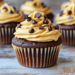 To make these tasty cupcakes, gather these key ingredients: - 1 cup all-purpose flour - 1 cup granulated sugar - 1/2 cup unsweetened cocoa powder - 1 teaspoon baking powder - 1/2 teaspoon baking soda - 1/4 teaspoon salt - 1/2 cup unsalted butter, melted - 2 large eggs - 1 teaspoon vanilla extract - 1/2 cup buttermilk - 1/2 cup creamy peanut butter - 1 cup powdered sugar - 1/4 cup milk (more if needed for consistency) - Chocolate chips for garnish (optional) These ingredients blend to create a rich, moist cupcake with a creamy peanut butter frosting. You will need some basic tools to make these cupcakes: - A 12-cup muffin pan - Cupcake liners - Two mixing bowls - A whisk - A spatula - An electric mixer or a whisk for frosting - Measuring cups and spoons Having these tools ready will make your baking easier and more fun. Garnishing can add a special touch to your cupcakes. Consider these options: - Chocolate chips sprinkled on top - Crushed peanuts for extra crunch - Drizzle of melted chocolate These garnishes not only look great but also add flavor and texture to your cupcakes. For the complete preparation, check the Full Recipe. Start by setting your oven to 350°F (175°C). This heat is perfect for baking. While the oven warms up, grab a 12-cup muffin pan. Line each cup with cupcake liners. This step helps with easy removal later. In a large bowl, add the following dry ingredients: - 1 cup all-purpose flour - 1 cup granulated sugar - 1/2 cup unsweetened cocoa powder - 1 teaspoon baking powder - 1/2 teaspoon baking soda - 1/4 teaspoon salt Whisk them together until they blend well. This mix forms the base of your cupcakes. In another bowl, combine these wet ingredients: - 1/2 cup unsalted butter, melted - 2 large eggs - 1 teaspoon vanilla extract - 1/2 cup buttermilk Mix them until they are smooth. This mixture adds moisture and flavor. Now, pour the wet mixture into the dry ingredients. Stir gently until just combined. Do not overmix or your cupcakes may be tough. Next, spoon the batter into the cupcake liners, filling them about 2/3 full. Bake for 18-20 minutes. Check with a toothpick; it should come out clean. Let the cupcakes cool in the pan for 5 minutes. Then, move them to a wire rack to cool completely. For the frosting, use a medium bowl to beat together: - 1/2 cup creamy peanut butter - 1 cup powdered sugar Gradually add in 1/4 cup milk. Mix until you reach the desired consistency. The frosting should be smooth and spreadable. Once your cupcakes are cool, it’s time to frost. Use a piping bag or an offset spatula to add the peanut butter frosting generously on top. For a fun touch, sprinkle some chocolate chips on each cupcake. This adds a nice look and extra flavor. Find the full recipe for detailed steps and tips. Enjoy your baking! If your cupcakes sink in the middle, you may have overmixed the batter. Mix just enough to combine the ingredients. If your cupcakes are too dry, they might have baked too long. Use a toothpick to check for doneness. If it comes out clean, it’s time to take them out. Cupcakes can also overflow if you fill the liners too full. Aim for 2/3 full for the best rise. Always whisk your dry ingredients first. This helps to evenly distribute the baking powder and baking soda. When mixing wet ingredients, make sure your butter is not too hot. Hot butter can cook the eggs. Combine wet and dry ingredients gently to avoid tough cupcakes. Use a spatula to fold the batter instead of a mixer for a lighter texture. To keep your cupcakes moist, use buttermilk. It adds richness and tenderness. Make sure your ingredients are at room temperature. This helps them mix better and creates a smooth batter. Avoid opening the oven door while baking. This can cause your cupcakes to deflate. Lastly, let them cool completely before frosting. This keeps the frosting from melting and helps it stay beautiful. For the complete recipe, check out the Full Recipe link. {{image_2}} You can try many frostings with these cupcakes. A chocolate frosting adds a rich touch. A cream cheese frosting gives a tangy flavor. For a fun twist, mix peanut butter with whipped cream for a light frosting. You can also use store-bought frosting if you're short on time. Just remember, the frosting needs to match the cupcake's taste. Add-ins can make these cupcakes even better. Consider mixing in chocolate chips for extra chocolate flavor. Chopped nuts can add a nice crunch. You might even try adding a swirl of caramel or a touch of espresso powder for a unique taste. Each add-in changes the cupcake experience. Don’t be afraid to experiment! Making gluten-free cupcakes is easy. Use gluten-free flour in place of all-purpose flour. For a vegan version, replace eggs with flax eggs or unsweetened applesauce. Swap the butter with coconut oil or vegan butter, and use plant-based milk. This way, everyone can enjoy these delightful treats! Store your leftover cupcakes in an airtight container. Keep them at room temperature for up to three days. If you want to keep them longer, place them in the fridge. They will last for about a week. Make sure to let them cool before storing. This helps keep the frosting from melting. You can freeze the cupcakes for later. Wrap each one in plastic wrap. Then, place them in a freezer bag. They will stay fresh for up to three months. For the frosting, store it in a separate airtight container. You can freeze it too. When you're ready to use them, just thaw them in the fridge overnight. To reheat your cupcakes, use the microwave. Heat one cupcake for about 10 to 15 seconds. Check to see if it’s warm enough. If not, add a few more seconds. Avoid overheating, or you’ll dry them out. If you want, warm the frosting slightly too. It makes it easier to spread. Enjoy your delicious treats! To make Chocolate Peanut Butter Cupcakes from scratch, you need simple ingredients. Start with flour, sugar, cocoa powder, baking powder, baking soda, and salt. Mix these dry items in a bowl. In another bowl, combine melted butter, eggs, vanilla extract, and buttermilk. Pour the wet mix into the dry mix and stir gently. Fill your cupcake liners with the batter and bake for 18-20 minutes at 350°F. For the full recipe, check the earlier section. Yes, you can use crunchy peanut butter. It adds a nice texture and flavor. Just remember, it may change the smoothness of the frosting. If you prefer a creamier frosting, stick with creamy peanut butter. These cupcakes pair well with milk, coffee, or even chocolate milk. The rich chocolate flavor goes great with coffee. If you want something fun, try pairing them with a vanilla milkshake! You can store homemade cupcakes for about 3-5 days at room temperature. Keep them in an airtight container. If you want to keep them longer, try freezing them. They can last up to 3 months in the freezer. To prevent sticking, use good quality cupcake liners. You can also lightly spray the liners with cooking spray before filling them. This extra step helps the cupcakes release easily after baking. In this blog post, we explored making delicious chocolate peanut butter cupcakes. We covered the key ingredients, tools, and possible garnishes for your cupcakes. You learned step-by-step instructions, useful tips, and variations for different diets. We also discussed storage methods and answered common questions. Enjoy baking these treats and share them with friends. With practice, you’ll master this recipe and impress everyone!