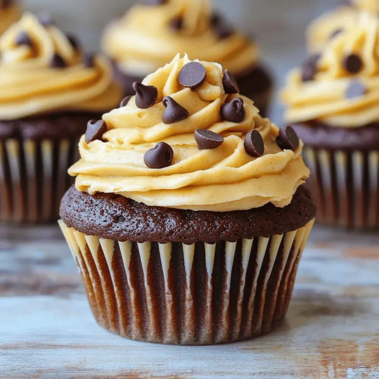 To make these tasty cupcakes, gather these key ingredients: - 1 cup all-purpose flour - 1 cup granulated sugar - 1/2 cup unsweetened cocoa powder - 1 teaspoon baking powder - 1/2 teaspoon baking soda - 1/4 teaspoon salt - 1/2 cup unsalted butter, melted - 2 large eggs - 1 teaspoon vanilla extract - 1/2 cup buttermilk - 1/2 cup creamy peanut butter - 1 cup powdered sugar - 1/4 cup milk (more if needed for consistency) - Chocolate chips for garnish (optional) These ingredients blend to create a rich, moist cupcake with a creamy peanut butter frosting. You will need some basic tools to make these cupcakes: - A 12-cup muffin pan - Cupcake liners - Two mixing bowls - A whisk - A spatula - An electric mixer or a whisk for frosting - Measuring cups and spoons Having these tools ready will make your baking easier and more fun. Garnishing can add a special touch to your cupcakes. Consider these options: - Chocolate chips sprinkled on top - Crushed peanuts for extra crunch - Drizzle of melted chocolate These garnishes not only look great but also add flavor and texture to your cupcakes. For the complete preparation, check the Full Recipe. Start by setting your oven to 350°F (175°C). This heat is perfect for baking. While the oven warms up, grab a 12-cup muffin pan. Line each cup with cupcake liners. This step helps with easy removal later. In a large bowl, add the following dry ingredients: - 1 cup all-purpose flour - 1 cup granulated sugar - 1/2 cup unsweetened cocoa powder - 1 teaspoon baking powder - 1/2 teaspoon baking soda - 1/4 teaspoon salt Whisk them together until they blend well. This mix forms the base of your cupcakes. In another bowl, combine these wet ingredients: - 1/2 cup unsalted butter, melted - 2 large eggs - 1 teaspoon vanilla extract - 1/2 cup buttermilk Mix them until they are smooth. This mixture adds moisture and flavor. Now, pour the wet mixture into the dry ingredients. Stir gently until just combined. Do not overmix or your cupcakes may be tough. Next, spoon the batter into the cupcake liners, filling them about 2/3 full. Bake for 18-20 minutes. Check with a toothpick; it should come out clean. Let the cupcakes cool in the pan for 5 minutes. Then, move them to a wire rack to cool completely. For the frosting, use a medium bowl to beat together: - 1/2 cup creamy peanut butter - 1 cup powdered sugar Gradually add in 1/4 cup milk. Mix until you reach the desired consistency. The frosting should be smooth and spreadable. Once your cupcakes are cool, it’s time to frost. Use a piping bag or an offset spatula to add the peanut butter frosting generously on top. For a fun touch, sprinkle some chocolate chips on each cupcake. This adds a nice look and extra flavor. Find the full recipe for detailed steps and tips. Enjoy your baking! If your cupcakes sink in the middle, you may have overmixed the batter. Mix just enough to combine the ingredients. If your cupcakes are too dry, they might have baked too long. Use a toothpick to check for doneness. If it comes out clean, it’s time to take them out. Cupcakes can also overflow if you fill the liners too full. Aim for 2/3 full for the best rise. Always whisk your dry ingredients first. This helps to evenly distribute the baking powder and baking soda. When mixing wet ingredients, make sure your butter is not too hot. Hot butter can cook the eggs. Combine wet and dry ingredients gently to avoid tough cupcakes. Use a spatula to fold the batter instead of a mixer for a lighter texture. To keep your cupcakes moist, use buttermilk. It adds richness and tenderness. Make sure your ingredients are at room temperature. This helps them mix better and creates a smooth batter. Avoid opening the oven door while baking. This can cause your cupcakes to deflate. Lastly, let them cool completely before frosting. This keeps the frosting from melting and helps it stay beautiful. For the complete recipe, check out the Full Recipe link. {{image_2}} You can try many frostings with these cupcakes. A chocolate frosting adds a rich touch. A cream cheese frosting gives a tangy flavor. For a fun twist, mix peanut butter with whipped cream for a light frosting. You can also use store-bought frosting if you're short on time. Just remember, the frosting needs to match the cupcake's taste. Add-ins can make these cupcakes even better. Consider mixing in chocolate chips for extra chocolate flavor. Chopped nuts can add a nice crunch. You might even try adding a swirl of caramel or a touch of espresso powder for a unique taste. Each add-in changes the cupcake experience. Don’t be afraid to experiment! Making gluten-free cupcakes is easy. Use gluten-free flour in place of all-purpose flour. For a vegan version, replace eggs with flax eggs or unsweetened applesauce. Swap the butter with coconut oil or vegan butter, and use plant-based milk. This way, everyone can enjoy these delightful treats! Store your leftover cupcakes in an airtight container. Keep them at room temperature for up to three days. If you want to keep them longer, place them in the fridge. They will last for about a week. Make sure to let them cool before storing. This helps keep the frosting from melting. You can freeze the cupcakes for later. Wrap each one in plastic wrap. Then, place them in a freezer bag. They will stay fresh for up to three months. For the frosting, store it in a separate airtight container. You can freeze it too. When you're ready to use them, just thaw them in the fridge overnight. To reheat your cupcakes, use the microwave. Heat one cupcake for about 10 to 15 seconds. Check to see if it’s warm enough. If not, add a few more seconds. Avoid overheating, or you’ll dry them out. If you want, warm the frosting slightly too. It makes it easier to spread. Enjoy your delicious treats! To make Chocolate Peanut Butter Cupcakes from scratch, you need simple ingredients. Start with flour, sugar, cocoa powder, baking powder, baking soda, and salt. Mix these dry items in a bowl. In another bowl, combine melted butter, eggs, vanilla extract, and buttermilk. Pour the wet mix into the dry mix and stir gently. Fill your cupcake liners with the batter and bake for 18-20 minutes at 350°F. For the full recipe, check the earlier section. Yes, you can use crunchy peanut butter. It adds a nice texture and flavor. Just remember, it may change the smoothness of the frosting. If you prefer a creamier frosting, stick with creamy peanut butter. These cupcakes pair well with milk, coffee, or even chocolate milk. The rich chocolate flavor goes great with coffee. If you want something fun, try pairing them with a vanilla milkshake! You can store homemade cupcakes for about 3-5 days at room temperature. Keep them in an airtight container. If you want to keep them longer, try freezing them. They can last up to 3 months in the freezer. To prevent sticking, use good quality cupcake liners. You can also lightly spray the liners with cooking spray before filling them. This extra step helps the cupcakes release easily after baking. In this blog post, we explored making delicious chocolate peanut butter cupcakes. We covered the key ingredients, tools, and possible garnishes for your cupcakes. You learned step-by-step instructions, useful tips, and variations for different diets. We also discussed storage methods and answered common questions. Enjoy baking these treats and share them with friends. With practice, you’ll master this recipe and impress everyone!
