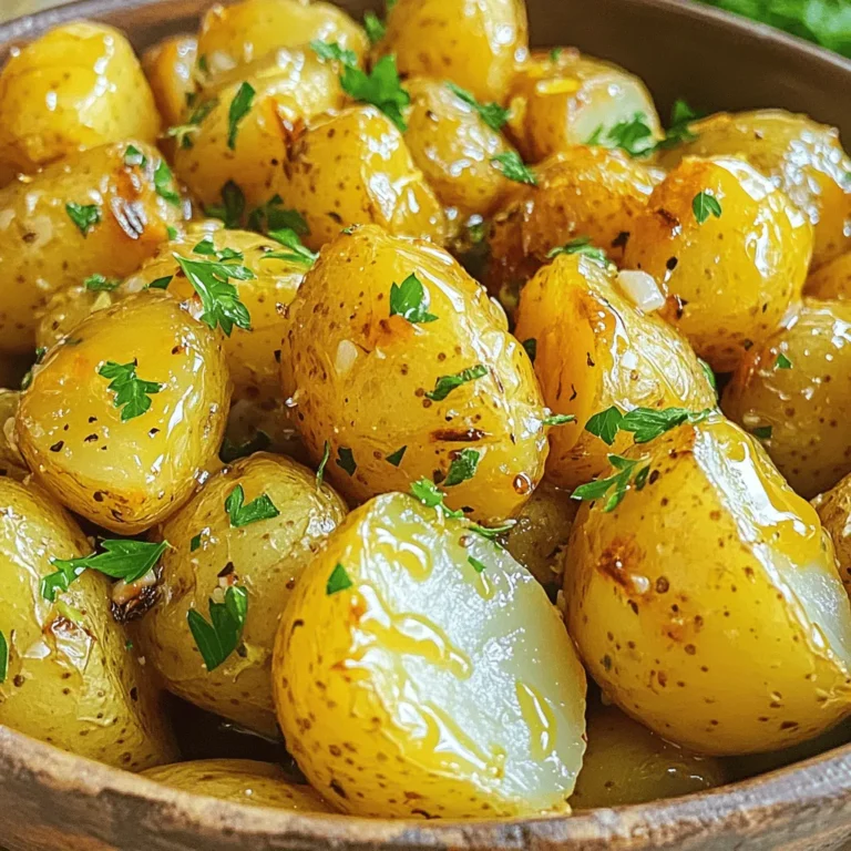 This recipe for Greek Honey Lemon Potatoes is simple and tasty. It uses fresh ingredients, making it special. You will need baby potatoes, honey, and lemon for a bright flavor. The dish is perfect for sharing at dinner or any meal. - 1.5 pounds baby potatoes, halved - 1/4 cup olive oil - 1/4 cup honey - 3 tablespoons fresh lemon juice - 1 tablespoon lemon zest - 4 cloves garlic, minced - 1 teaspoon dried oregano - 1 teaspoon salt - 1/2 teaspoon black pepper - Fresh parsley, chopped for garnish These ingredients combine to create a delicious blend of sweet and tangy. The honey adds richness while the lemon gives zest. You can make this dish even more exciting with some tweaks. Try using red potatoes instead of baby potatoes for a new twist. If you want a spicy kick, add a pinch of red pepper flakes. You can also swap honey for maple syrup if you prefer. Fresh herbs like thyme or rosemary can replace oregano for a different flavor. These options let you play with tastes and find what you love most. Check the Full Recipe for more details on cooking this dish. First, gather your ingredients. You need 1.5 pounds of baby potatoes, olive oil, honey, fresh lemon juice, lemon zest, minced garlic, dried oregano, salt, and black pepper. I often use fresh parsley for garnish too. Preheat your oven to 400°F (200°C). In a large mixing bowl, mix the olive oil, honey, lemon juice, lemon zest, minced garlic, oregano, salt, and black pepper. Whisk this together until it’s well combined. Then, add the halved baby potatoes to the bowl. Toss them gently in the honey-lemon mixture. Make sure they are evenly coated with the sauce. Next, pour the potatoes onto a baking sheet lined with parchment paper. Spread them out in a single layer. This helps them cook evenly. Roast the potatoes in the oven for about 35 to 40 minutes. Flip them halfway through cooking for even browning. They should become tender and golden. Once cooked, take the potatoes out of the oven. Let them cool slightly on the baking sheet. It will help them firm up a bit. You can drizzle any leftover honey-lemon sauce from the baking sheet over them. Transfer the potatoes to a nice serving dish. I like to garnish with fresh chopped parsley. It adds a pop of color and fresh taste. Serve these Greek honey lemon potatoes warm. They pair well with grilled meats or fish. You can find the full recipe details in the recipe section above. Enjoy your delicious dish! To get that real Greek taste, focus on fresh ingredients. Use high-quality olive oil. It enhances the dish's richness. Fresh lemons are key for the perfect zing. Make sure to use real honey, ideally from Greece. This gives your potatoes a sweet and floral note. Finally, don’t skip the oregano. It adds a classic Mediterranean touch. One common mistake is overcooking the potatoes. Keep an eye on them while roasting. They should be golden and tender but not mushy. Make sure to flip the potatoes halfway through cooking. This helps them brown evenly. Also, do not skip the garlic. It boosts the flavor and aroma. Lastly, avoid using bottled lemon juice. Fresh juice always tastes better. To make cooking easier, use a large mixing bowl. This helps you combine the flavors well. A whisk is handy for blending the sauce smoothly. When roasting, a baking sheet lined with parchment paper saves cleanup time. A good knife is also essential for halving the potatoes. Lastly, have a sturdy spatula on hand for flipping the potatoes during roasting. For the complete recipe, check out the Full Recipe section. {{image_2}} You can use many types of potatoes for this dish. While baby potatoes are great, you can also try Yukon Gold or red potatoes. These potatoes have a creamy texture and pair well with the honey and lemon. If you want a different taste, sweet potatoes can add a nice twist. Just remember to adjust the cooking time since sweet potatoes may need extra time to cook. To make these honey lemon potatoes even better, consider adding more flavors. You can mix in some herbs like thyme or rosemary for a fresh taste. If you like spice, try adding a pinch of cayenne pepper for warmth. A sprinkle of feta cheese on top right before serving adds a salty kick. You can also drizzle a bit of balsamic glaze for added depth. This dish is quite flexible for different diets. If you want it vegan, substitute honey with maple syrup or agave nectar. For gluten-free options, feel free to use any type of potato, as they are naturally gluten-free. If you need lower carbs, try using cauliflower florets instead of potatoes. They will soak up the flavors well and create a lighter dish. Check the [Full Recipe] for exact ingredient amounts and cooking steps. To keep your Greek honey lemon potatoes fresh, let them cool down first. Once cooled, place them in an airtight container. Store them in the fridge for up to three days. This will help maintain their flavor and texture. When you want to enjoy your leftovers, preheat your oven to 350°F (175°C). Spread the potatoes on a baking sheet. Heat them for about 15-20 minutes. This will make them warm and crispy again. You can also use a microwave, but they won't be as crispy. Heat them for one to two minutes, checking often. If you want to freeze your Greek honey lemon potatoes, first let them cool completely. Then, place them in a freezer-safe bag or container. Remove as much air as you can. They can stay in the freezer for up to three months. When you want to eat them, thaw them in the fridge overnight before reheating. Check the [Full Recipe] for more details on preparation. Greek Honey Lemon Potatoes come from Greece. This dish is popular in Greek homes. It pairs well with many meals and is a side dish you can find in tavernas. The blend of honey and lemon makes it special. Greek cooks often use fresh herbs and local ingredients. This dish reflects the vibrant flavors of Mediterranean cuisine. Yes, you can make this recipe vegan. To do this, you can replace honey with maple syrup or agave nectar. Both options add sweetness without using animal products. The other ingredients, like potatoes and olive oil, are already vegan. You will still enjoy that sweet and tangy taste, just like the original! It takes about 55 minutes to make Greek Honey Lemon Potatoes. You will spend 15 minutes on prep and 40 minutes cooking. This time includes mixing, roasting, and getting those potatoes golden. It’s easy to fit this dish into your meal plan. Plus, it’s worth the wait for those tasty flavors! In this article, we explored how to make Greek Honey Lemon Potatoes. We covered essential and optional ingredients, as well as clear steps to prepare, cook, and serve. Tips for real Greek flavor and common mistakes helped improve your dish. You learned about variations, storage methods, and FAQs to enhance your cooking experience. Now, you can enjoy these delightful potatoes and impress your family or friends. Happy cooking!