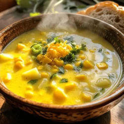 Fresh corn brings a sweet crunch to the chowder. I love using 4 ears of corn, which gives the best flavor. If fresh corn is not available, use 2 cups of frozen corn. Both options work well, but fresh corn has a special taste. The key vegetables make this chowder hearty. Start with 1 medium onion, chopped finely. This adds a sweet base. Next, use 2 cloves of garlic, minced. Garlic gives a strong aroma and flavor. Don’t forget the potatoes! Use 2 medium potatoes, peeled and diced. They add creaminess and help thicken the chowder. Finally, we need 1-2 fresh jalapeños. Seed and chop them finely. Adjust the amount based on how spicy you like it. Creamy goodness comes from 1 cup of heavy cream. This makes the chowder rich and smooth. We also need 1 cup of sharp cheddar cheese, grated. It adds a lovely cheesy flavor. For seasoning, use salt and pepper to taste. A sprinkle of fresh cilantro or chives at the end makes a great garnish. This adds color and freshness to each bowl. Start by heating the olive oil in a large pot over medium heat. Add the chopped onion and cook for about 5-7 minutes. You want them to be soft and clear. Next, toss in the minced garlic and jalapeños. Cook for another 2-3 minutes. This step makes your kitchen smell amazing! Now, add the diced potatoes to the pot. Pour in the vegetable broth, and bring this mix to a boil. Once it boils, lower the heat and let it simmer for about 15 minutes. This helps the potatoes become tender. After that, stir in the corn kernels and heavy cream. Let the chowder cook for an extra 5 minutes. Take the pot off the heat. Gradually stir in the grated cheddar cheese. Keep mixing until it melts and makes the chowder creamy. Season with salt and pepper to your taste. If you like a smooth texture, use an immersion blender to puree half of the chowder. This gives you a nice balance of creaminess and texture. Warm it through on low heat before serving. To control the heat in your chowder, start with one jalapeño. Seed and chop it finely. Taste as you go. If you want more heat, add a second jalapeño. For a milder taste, remove all seeds. You can also add a pinch of cayenne for extra warmth without using more peppers. For deeper flavor, use fresh corn. Shuck it just before cooking. Also, sauté onions until golden brown to bring out their sweetness. You can add herbs like thyme or smoked paprika to change the taste. A splash of lime juice at the end brightens the chowder. Serve the chowder in deep bowls. Top with chopped cilantro or chives for color. A sprinkle of cheese on top adds a nice touch. For a rustic feel, place a slice of crusty bread beside the bowl. This makes the dish feel warm and inviting. {{image_2}} If you want a vegetarian twist, skip the heavy cream. You can use coconut milk instead. It gives a nice creaminess with a hint of sweetness. For the broth, use a rich vegetable broth to keep the flavors bold. This version still tastes great and is perfect for plant lovers. Looking to add some protein? Consider using cooked chicken or shrimp. Both cook quickly and blend well with the chowder. Just add them when you stir in the corn. For a meatless option, try adding beans like black beans or chickpeas. They add texture and protein without changing the flavor too much. Cheese makes this chowder creamy and rich. While sharp cheddar is a classic choice, feel free to mix it up. You can try pepper jack for a spicy kick. Or go with a smoked gouda for a deeper flavor. Each cheese will change the taste slightly, so have fun experimenting! After making your Jalapeño Cheddar Corn Chowder, let it cool down. Pour it into an airtight container. This chowder lasts in the fridge for about 3 to 5 days. When ready to eat, check for any signs of spoilage. If it smells or looks off, toss it. You can freeze the chowder for later. Use freezer-safe containers or bags. Leave some space for expansion. This chowder can stay fresh in the freezer for up to 3 months. When you’re ready to enjoy it again, just thaw it in the fridge overnight before reheating. To reheat, pour your chowder into a pot over low heat. Stir it often to avoid burning. If the chowder seems too thick, add a splash of broth or cream. This keeps it creamy and delicious. You can also use a microwave. Heat it in a microwave-safe bowl. Stir halfway through to ensure even heating. Enjoy your chowder warm! You can use half-and-half or whole milk. For a lighter option, try coconut milk. These substitutes will change the taste slightly, but they still work well. If you want it creamy, use 2 tablespoons of cornstarch mixed with milk. This will help thicken the chowder without heavy cream. To boost the heat, add more jalapeños. You can also use diced serrano peppers. If you enjoy smoky flavors, a pinch of cayenne pepper adds nice warmth. For an even spicier kick, try adding hot sauce. Start with a little, then taste before adding more. Yes, canned corn is a great option! It saves time and is still tasty. Use about 2 cups of canned corn, drained. Just combine it with the other ingredients as you would with fresh corn. The chowder will still be creamy and delicious. This blog post covered how to make a tasty chowder with fresh corn, key veggies, and creamy cheese. We shared step-by-step instructions to prepare the base, cook the chowder, and add flavor. You learned tips to adjust spice levels, enhance taste, and present the dish beautifully. Explore variations for vegetarian options and different proteins. Lastly, we provided easy storage and reheating tips. Now, it's time for you to take these ideas and create your own delicious chowder. Enjoy every bite!