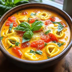 - 4 cups diced tomatoes (canned or fresh) - 1 medium onion, finely chopped - 2 cloves garlic, minced - 3 cups vegetable broth - 1 cup heavy cream or coconut cream for a dairy-free option - 1 package (9 oz) cheese tortellini - 1 teaspoon dried basil - 1 teaspoon dried oregano - Salt and pepper to taste - 1 tablespoon olive oil - Fresh basil, for garnish - Optional: Grated parmesan cheese for serving When I make Slow Cooker Creamy Tomato Tortellini Bisque, I gather all my ingredients first. This method keeps me organized and ready to cook. I start with the diced tomatoes. You can use canned or fresh tomatoes. Both work well and add great flavor. Next, I chop one medium onion finely. The onion gives a nice base flavor. I also add two cloves of minced garlic. Garlic adds that perfect aromatic touch. I use three cups of vegetable broth. This broth makes the bisque rich and hearty. For creaminess, I add one cup of heavy cream. If you prefer a dairy-free option, coconut cream is a great choice. The star of this dish is the cheese tortellini. I use one package, which is about nine ounces. The tortellini makes the bisque filling. I love adding herbs for flavor. I use one teaspoon each of dried basil and dried oregano. Finally, I season with salt and pepper to taste. I also include one tablespoon of olive oil for sautéing the onion and garlic. For the final touch, I garnish with fresh basil and optional grated parmesan cheese. These add freshness and a nice finish to the dish. Start by making the base of your bisque. First, heat the olive oil in a skillet over medium heat. Add the finely chopped onion and sauté it until it turns translucent, which takes about five minutes. This step adds great flavor to your soup. Next, stir in the minced garlic and cook for one more minute. This brings out a lovely aroma. Now, transfer the onion and garlic mix to your slow cooker. Add the diced tomatoes, vegetable broth, dried basil, and oregano. Make sure to stir everything well. This mix will become the heart of your soup. Cover and choose your cooking time. For a low setting, let it cook for four to five hours. If you’re in a hurry, the high setting works in two to three hours. Once your soup base is ready, it’s time to blend. Use an immersion blender to blend the soup right in the slow cooker. This tool makes it easy. If you don’t have one, carefully transfer the soup to a stand blender in batches. Blend until smooth. This step gives your bisque that creamy texture we all love. Now for the final touches! Stir in the heavy cream or coconut cream, depending on your preference. This adds richness and creaminess to your bisque. Return the mixture to the slow cooker if needed. Next, add the cheese tortellini. Cover and cook for another 20 to 30 minutes on low. This lets the tortellini cook and become tender. Finally, season with salt and pepper to taste. When serving, ladle the bisque into bowls. Top each bowl with freshly chopped basil for a pop of color. If you want to make it extra special, sprinkle on some grated parmesan cheese. Enjoy your delicious creation! To boost flavor in your bisque, use spices like dried basil and oregano. They add depth and warmth. You can add a pinch of red pepper flakes for some heat. If you want protein, consider adding cooked chicken or sausage. This makes the dish heartier and more filling. For a smooth bisque, use an immersion blender. It’s easy and works well right in the slow cooker. If you prefer, you can use a stand blender in batches. For creaminess, stir in heavy cream or coconut cream. Adjust the amount based on your taste. If you want a thicker soup, blend longer. Serve your bisque hot for the best flavor. Pair it with crusty bread or a fresh salad. For garnishing, sprinkle fresh basil on top. You can also add grated parmesan cheese for a rich finish. These little touches enhance both looks and taste. {{image_2}} You can swap heavy cream for coconut cream. Coconut cream gives the bisque a rich texture. It also adds a subtle sweetness. This change works well for those who avoid dairy. Look for brands that have no added sugars. For the tortellini, choose plant-based options. Many stores offer tasty vegan tortellini. These options come filled with various flavors. If you want something different, try alternatives to tortellini. You can use small pasta shapes like shells or orzo. These options cook well and absorb the soup's flavor. You can also switch up the broth. While vegetable broth is great, chicken broth adds a deeper taste. Try different broth types to find your favorite. Incorporating seasonal vegetables can enhance your bisque. For spring, add fresh peas or asparagus. In fall, roasted butternut squash adds warmth. These veggies bring a fresh look and taste. You can also infuse flavors based on the seasons. In winter, add a pinch of nutmeg for warmth. In summer, fresh basil shines, boosting the bisque's aroma. Store leftover creamy tomato tortellini bisque in airtight containers. Glass or BPA-free plastic containers work best. Make sure to let the soup cool before sealing. This prevents condensation, which can spoil the bisque. You can keep it in the fridge for three to four days. If you want to freeze it, pour the bisque into freezer-safe containers. Leave some space at the top, as it will expand when frozen. This soup can last up to three months in the freezer. You can reheat the bisque in the microwave or on the stovetop. For the microwave, place the soup in a microwave-safe bowl. Heat in short bursts, stirring in between. This helps it heat evenly. For stovetop reheating, pour the bisque into a pot. Heat it over medium heat while stirring often. This keeps the texture smooth and creamy. To maintain the flavor, avoid overheating it. Heat until it's just warm. If the bisque thickens, add a splash of vegetable broth or cream. This will help restore its creamy texture. The bisque lasts about 3 to 4 days in the fridge. Store it in an airtight container. Make sure to let it cool first. If you see any signs of spoilage, like a sour smell or strange texture, toss it out. This keeps you safe and healthy. Yes, you can use fresh tomatoes! Choose ripe ones for the best taste. You will need about 4 cups of diced fresh tomatoes. Remove the skins for a smoother texture. Blanch them in hot water for easier peeling. Fresh tomatoes add a bright flavor to the bisque. Several sides pair well with tortellini bisque. Here are some ideas: - Garlic bread: Crunchy and buttery. - Side salad: A fresh green mix. - Grilled cheese: Classic comfort food. - Roasted vegetables: Adds more flavor and color. These sides enhance the meal and make it even more enjoyable. This bisque is rich, creamy, and perfect for any meal. You learned how to select fresh ingredients, sauté aromatics, and blend for a smooth finish. I covered tips to enhance flavor and variations to fit your needs. From storing leftovers to pairing sides, you can now enjoy this bisque anytime. Personalize it to your taste and make it your own. Now, gather your ingredients and start cooking. Enjoy every spoonful of your homemade tortellini bisque!
