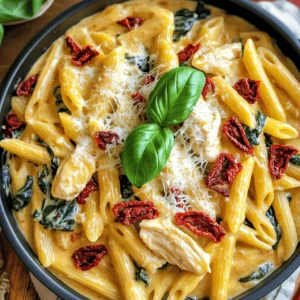 For this dish, you need two key items: penne pasta and chicken. The recipe calls for: - 2 cups penne pasta - 1 lb boneless, skinless chicken breasts, cubed Penne pasta holds sauce well, making each bite tasty. Chicken adds protein and makes the meal hearty. Next, we add flavor with veggies and spices. You will need: - 1 cup sun-dried tomatoes in oil, drained and chopped - 1 medium onion, diced - 3 cloves garlic, minced - 1 teaspoon Italian seasoning - 1 cup spinach, roughly chopped - Salt and pepper to taste Sun-dried tomatoes give a rich flavor. Onion and garlic add depth. Spinach adds color and nutrients. Finally, we need liquids and cheese for a creamy finish. Gather these: - 1 cup chicken broth - 1 cup heavy cream - 1/2 cup grated Parmesan cheese - 2 tablespoons olive oil - Fresh basil leaves for garnish Chicken broth adds moisture and flavor. Heavy cream creates a rich sauce. Parmesan cheese makes it extra creamy. Start by heating 2 tablespoons of olive oil in a large pot over medium heat. Once the oil is hot, add 1 medium diced onion. Sauté the onion for about 3-4 minutes. You want it to turn translucent. Next, add 3 minced garlic cloves and cook for another minute. This will boost the flavor and aroma of the dish. Now, it’s time to add 1 pound of cubed boneless, skinless chicken breasts. Cook the chicken for about 5-6 minutes. Make sure it browns and is no longer pink inside. Season the chicken with salt, pepper, and 1 teaspoon of Italian seasoning. This adds that classic Italian taste. Once the chicken is ready, stir in 1 cup of chopped sun-dried tomatoes. Cook this mixture for another 2 minutes. This allows the flavors to meld nicely. Now, pour in 1 cup of chicken broth and bring it to a boil. After boiling, add 2 cups of penne pasta. Reduce the heat to medium-low and cover the pot. Let it simmer for about 10-12 minutes until the pasta is al dente. After the pasta cooks, stir in 1 cup of heavy cream and 1 cup of roughly chopped spinach. Cook for another 2-3 minutes until the spinach wilts. Finally, remove the pot from heat and add 1/2 cup of grated Parmesan cheese. Stir until it becomes creamy. Adjust the taste with more salt and pepper if needed. Serve hot, garnished with fresh basil leaves and extra Parmesan if you like. Enjoy your meal! To cook pasta well, always check the package for times. Use a large pot and plenty of water. Add salt to the water; this adds flavor. Once the water boils, add the penne pasta. Stir it often for even cooking. Taste the pasta a minute before the time is up. You want it al dente, firm but not hard. Seasonings make your dish pop. Besides salt and pepper, try Italian seasoning. It blends herbs like oregano and basil. You can also add a pinch of red pepper flakes for heat. If you want more depth, use fresh garlic and onion. They bring out the best in chicken and sun-dried tomatoes. To keep your leftovers fresh, let them cool first. Store them in an airtight container. You can keep them in the fridge for up to three days. If you want to save them longer, freeze the dish. Portion it out and label the containers. When reheating, add a splash of broth or cream to keep it moist. {{image_2}} You can easily make this dish vegetarian. Just swap the chicken for firm tofu. Cut the tofu into cubes and sauté it until golden. You can also use chickpeas for added protein. They bring a nice texture. This swap keeps the meal hearty and satisfying without meat. Feel free to add more veggies to boost nutrition. Zucchini, bell peppers, or mushrooms work great. Chop them small for even cooking. Add them when you cook the onion. They will soften and blend well with the other flavors. This keeps the dish fresh and colorful too. If you want a lighter option, use Greek yogurt instead of cream. It adds creaminess with fewer calories. For cheese, nutritional yeast gives a cheesy flavor without dairy. You can also use almond milk with a bit of cornstarch. This keeps the sauce creamy and delicious without heavy cream. To keep your One-Pot Sun-Dried Tomato Chicken Penne fresh, store it in an airtight container. Let it cool to room temperature first. You can keep it in the fridge for up to three days. If you want to keep it longer, freezing is a great option. For freezing, use a freezer-safe container or a resealable bag. Make sure to remove as much air as possible to prevent freezer burn. Label the bag with the date. You can freeze this dish for up to three months. When you are ready to eat, thaw it in the fridge overnight. To reheat, use a microwave or a skillet on low heat. If using the microwave, cover the dish to keep moisture in. Stir occasionally to heat evenly. If using a skillet, add a splash of chicken broth or water to keep it creamy. Heat until warmed through. Enjoy your meal just like it was fresh! Yes, you can use other pasta shapes. Fusilli, farfalle, or rigatoni work well. Just keep an eye on cooking times. Each shape may need slight adjustments in time to cook through. To make this dish gluten-free, use gluten-free penne. Many brands offer good options. Also, check the chicken broth and seasonings to ensure they are gluten-free. You can use shrimp, turkey, or even tofu for a vegetarian option. Each protein brings unique flavors. Adjust the cooking time based on your protein choice to ensure it's cooked right. This blog post covered key ingredients like pasta, chicken, and vegetables. You learned how to prepare your dish, cook chicken, and complete the meal. I shared tips for perfect pasta, flavor boosts, and storing leftovers. You can also explore variations like vegetarian options and substitutes. Remember, this dish is versatile and easy to adapt. Enjoy creating your version with different ingredients, and don’t forget to share it with others!