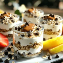 - 1 cup plain Greek yogurt - 2 tablespoons almond butter (or peanut butter) - 2 tablespoons maple syrup (or honey) - 1/4 cup mini chocolate chips (plus extra for topping) - 2 tablespoons mini oats (optional for texture) - Pinch of sea salt - Additional sweeteners - Flavor variations For this delightful treat, I like to use plain Greek yogurt. It is thick and creamy, making it the perfect base. You can add almond butter or peanut butter for a rich taste. Maple syrup or honey brings a lovely sweetness. Next, I mix in mini chocolate chips. They give that classic cookie dough feel. If you want, you can toss in mini oats. They add a nice texture. A pinch of sea salt balances the sweet flavors well. If you want to make it sweeter, add more maple syrup. You can also play with flavors. Try adding vanilla or even a sprinkle of cinnamon for a twist. The best part? You can top it with extra chocolate chips or a drizzle of nut butter for a fun finish. Enjoy experimenting! 1. Start by grabbing a mixing bowl. 2. Combine 1 cup of Greek yogurt, 2 tablespoons of almond butter, 2 tablespoons of maple syrup, and 1/2 teaspoon of vanilla extract. 3. Whisk these ingredients until you get a smooth and creamy mix. 4. Next, gently fold in 1/4 cup of mini chocolate chips and, if you like, 2 tablespoons of mini oats for added texture. 1. Add a pinch of sea salt to enhance the flavors. 2. Taste your mixture. If it's not sweet enough, add a bit more maple syrup. 3. Spoon the cookie dough yogurt into serving bowls or cups. 1. Top your yogurt with extra mini chocolate chips for a fun look. 2. Sprinkle a few oats on top if you used them. 3. For a special touch, drizzle a bit more almond butter on top. 4. Serve in small glass jars for a pretty layered effect. 5. Pair with fresh fruit for a bright and tasty side. Each serving of Chocolate Chip Cookie Dough Greek Yogurt has about 250 calories. This makes it a tasty treat that won’t ruin your day. The macro breakdown is simple: you get around 15 grams of protein, 10 grams of fat, and 30 grams of carbs. This balance helps keep you full and satisfied. Greek yogurt brings many advantages to the table. It is rich in protein, which is great for muscle repair and growth. Plus, it has probiotics that help your gut stay healthy. Almond butter or peanut butter adds healthy fats and fiber too. It gives you energy without the sugar crash. For those with allergies, there are options. You can make this dish vegan by using a plant-based yogurt and coconut butter. If you need a nut-free version, try sunflower seed butter instead. For sweetener alternatives, consider using agave syrup or stevia. These options make the recipe friendly for sugar-conscious cooks. {{image_2}} To get the best flavor, choose a high-quality Greek yogurt. My favorite brands include Fage and Chobani. They have rich, creamy textures that work well. To enhance the cookie dough flavor, add a little extra almond butter. Mixing in a touch more vanilla extract also helps. Mini oats add great texture to your yogurt. They give a nice chewiness that makes each bite fun. If you prefer a thicker yogurt, use less yogurt or add more oats. For a creamier texture, try using full-fat yogurt or add an extra spoon of almond butter. Scaling this recipe is easy if you have a larger group. Just double or triple the ingredients. For portion control, use small jars or cups. This makes it fun and easy to serve. You can also prepare individual servings ahead of time for quick snacks or desserts. You can play with flavors in your chocolate chip cookie dough Greek yogurt. Adding mix-ins like chopped nuts or dried fruits can change the taste and texture. Try walnuts for crunch or dried cranberries for a touch of sweetness. You can switch up the base flavor too. Instead of vanilla, use cookie butter for a rich, spiced taste. You can also try almond extract or a hint of espresso for a fun twist. Each choice gives you a new way to enjoy this treat! If you need gluten-free options, choose oats that are certified gluten-free. They add a nice texture without gluten. For a dairy-free version, swap the Greek yogurt for a plant-based yogurt. Look for coconut or almond yogurt to keep the flavors smooth and creamy. You can also replace almond butter with sunflower seed butter for a nut-free option. These adjustments let everyone enjoy this special treat! Make your yogurt look even more fun! Swirl in fruit purees like strawberry or raspberry for a colorful effect. The fruit adds a fresh taste that pairs well with the yogurt. You can layer the yogurt with granola for extra crunch. This adds a new texture and makes it a great breakfast or snack. Try topping it with fresh berries or a drizzle of more almond butter for a fancy touch! You can find cookie dough flavored yogurt at many stores. Look for it in grocery chains like Walmart, Kroger, or Target. Health food stores often have it too. Online, check Amazon or specialty food websites. They may offer unique flavors or brands. To keep your yogurt fresh, store it in the fridge. Use an airtight container for best results. It will stay good for up to three days. If your yogurt has toppings, add them just before serving. This keeps everything nice and crisp. You can freeze this yogurt, but it may change a bit. When freezing, use a freezer-safe container, leaving space for expansion. To thaw, move it to the fridge overnight. The texture might become grainy, but it will still taste great. Mix it well after thawing to help restore its creaminess. This blog post explored how to create a delicious cookie dough-flavored yogurt. We covered key ingredients, simple steps, and tips for enhancements. Remember, using Greek yogurt boosts nutrition, while add-ins add fun. Adjust flavors and textures to suit your taste. Enjoy experimenting with different toppings or variations. By following these tips, you can make a tasty treat that everyone will love. Now, try it out and impress your friends and family!