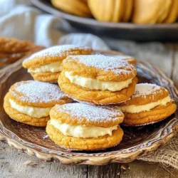 - 1 cup unsalted butter, softened - 1 cup brown sugar, packed - 1/2 cup granulated sugar - 2 large eggs - 1 teaspoon vanilla extract - 3 cups all-purpose flour - 1 teaspoon baking soda - 1 teaspoon baking powder - 1 tablespoon pumpkin spice blend - 1/2 teaspoon salt - 8 oz cream cheese, softened - 1/4 cup granulated sugar - 1/2 teaspoon vanilla extract - 1/2 cup pumpkin puree - 1/2 teaspoon pumpkin spice blend These ingredients create the perfect balance of flavors in your cookies. The unsalted butter gives them a rich base, while brown sugar adds depth. The granulated sugar helps the cookies spread just right. The eggs bind everything together, making the dough smooth. The pumpkin spice blend is key. It brings warmth and sweetness. You can buy it or mix cinnamon, nutmeg, and ginger for a homemade version. The cream cheese filling offers a creamy contrast to the cookie dough. Pumpkin puree makes it rich and adds moisture. Ensure you use softened cream cheese for easy mixing. This helps create a filling that is both smooth and fluffy. All these ingredients work together to create a delightful cookie that feels like a warm hug on a chilly day. - Beat cream cheese until smooth. Mix it well to get a creamy base. - Add remaining filling ingredients and mix. This includes sugar, vanilla, pumpkin puree, and pumpkin spice. - Freeze the filling for 30 minutes. This helps it firm up for easy use later. - Cream together butter and sugars. Use softened butter for the best texture. - Beat in eggs one at a time. This helps mix the eggs evenly into the dough. - Combine dry ingredients and mix with wet ingredients. Mix flour, baking soda, baking powder, pumpkin spice, and salt in a bowl. - Preheat oven to 350°F (175°C) and prepare baking sheets. Line the sheets with parchment paper for easy cleanup. - Prepare cookie dough and cheesecake filling. Get both ready before you start assembling. - Encase filling in dough and roll into balls. Flatten a piece of dough, add filling, and wrap it up. - Bake for 10-12 minutes. Look for lightly golden edges. - Cool on the baking sheet before transferring to a wire rack. Let them rest for about five minutes to firm up. To make the best cookies, avoid overmixing your dough. Overmixing can make cookies tough. Mix just until the dry and wet ingredients blend. This helps keep your cookies soft and chewy. It's also key to use room temperature ingredients. Room temperature butter and eggs blend better, giving you a smooth dough. You can make your cheesecake filling even better. Try adding different flavored extracts like almond or maple. This can change the taste and make it unique. You should also adjust the sugar based on how sweet you like it. Taste the filling before you freeze it. This way, you can find the right balance. Baking your cookies just right is important. Look for a golden edge and a soft center. This shows they are done but still moist. Keep an eye on baking times. Each oven may vary, so check your cookies a minute or two early. This will help you get that perfect texture. {{image_2}} You can switch ingredients for different diets. For a dairy-free option, replace butter with coconut oil. This change keeps the cookies moist and rich. If you need gluten-free cookies, use a gluten-free flour blend. This makes the cookies safe for those avoiding gluten while still tasting great. Want to mix it up? Add chocolate chips or nuts to the cookie dough. These additions give your cookies a nice crunch and extra flavor. You can also try different spice blends or extracts. Vanilla or almond extract can change the taste, making it unique each time. Make your cookies festive for the holidays! Incorporate cranberries or nuts for a Thanksgiving twist. These ingredients add a tart flavor that pairs well with pumpkin. You might also choose to top your cookies with caramel sauce. This adds a sweet and gooey touch that everyone will love. To keep your pumpkin spice cheesecake stuffed cookies fresh, store them in an airtight container at room temperature. This method maintains their soft texture and rich flavor. For the best taste, enjoy them within 5 days. If you want to save some cookies for later, freezing works great. Wrap each cookie tightly in plastic wrap or foil. Place the wrapped cookies in a freezer-safe bag. They can last up to 3 months in the freezer. When you’re ready to eat them, simply reheat the cookies in the oven at 350°F for about 5-10 minutes. This warms them up and softens them nicely. These cookies pair wonderfully with a hot cup of coffee or spiced tea. For gatherings, stack the cookies on a pretty plate and dust them with powdered sugar for a festive touch. You can also add a dollop of whipped cream on the side for extra indulgence. Enjoy sharing these delights with family and friends! You can check if the cookies are done by looking at their color and texture. The edges should be lightly golden. The centers should still look soft and slightly puffy. If you press them gently, they should spring back, but not feel hard. Keep an eye on the time, around 10 to 12 minutes works best. Yes, you can make the cheesecake filling ahead of time. Prepare it and store it in the fridge for up to three days. Make sure to cover it tightly to keep it fresh. You can also freeze the filling for up to a month. Just remember to thaw it in the fridge before using. If you don’t have pumpkin spice, you can make your own blend. Mix together 1 teaspoon of cinnamon, 1/2 teaspoon of ginger, 1/4 teaspoon of nutmeg, and a pinch of cloves. This will give you a similar warm flavor. Feel free to adjust the amounts to your taste. Yes, you can make these cookies vegan with some simple swaps. Use coconut oil instead of butter. Replace the eggs with flax eggs or applesauce. For the cheesecake filling, use vegan cream cheese and maple syrup instead of granulated sugar. These changes will keep the flavors rich and tasty. These cookies blend rich cheesecake and delightful pumpkin spice. You learned how to create both the creamy filling and the cookie dough. Plus, I shared tips for baking perfection and fun variations. Remember, you can customize ingredients, adjust flavors, and store these treats with ease. Try them for a cozy dessert at home or a treat to share. Enjoy the process and let your creativity shine while baking!