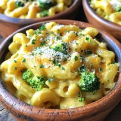 - 2 cups elbow macaroni - 3 cups vegetable broth - 2 cups broccoli florets - 2 cups shredded sharp cheddar cheese - 1 cup cream cheese, softened - 1 teaspoon garlic powder - 1 teaspoon onion powder - ½ teaspoon black pepper - 1 teaspoon salt (or to taste) - ½ cup grated Parmesan cheese - Optional: chopped fresh parsley for garnish When it comes to making Instant Pot creamy broccoli mac and cheese, the right ingredients matter. You start with elbow macaroni, which is perfect for scooping up sauce. Next, you need vegetable broth. It adds flavor and moisture while cooking the pasta. Broccoli florets bring a nice crunch and color. I love the way they contrast with the creamy cheese. Speaking of cheese, shredded sharp cheddar is a must. It melts beautifully and gives that classic mac and cheese taste. Cream cheese adds richness and creaminess. This is key for a thick, smooth sauce. For seasoning, garlic powder and onion powder are great choices. They add depth without being overpowering. Black pepper and salt help bring all the flavors together. Finally, the grated Parmesan cheese adds a touch of nuttiness. If you want to make it look pretty, sprinkle fresh parsley on top. It gives a pop of green and freshness. These ingredients work together to create a dish that is not just good but truly delightful! - Add 2 cups of elbow macaroni and 3 cups of vegetable broth to the Instant Pot. - Stir well to mix the ingredients. - Close the lid and set the valve to sealing. - Select the manual or pressure cook button. - Set the timer for 4 minutes on high pressure. - After 4 minutes, carefully quick-release the pressure. - Open the lid and add 2 cups of broccoli florets. - Mix the broccoli in with the macaroni. - Set the Instant Pot to sauté mode. - Add 2 cups of shredded cheddar cheese and 1 cup of softened cream cheese. - Sprinkle in 1 teaspoon of garlic powder, 1 teaspoon of onion powder, ½ teaspoon of black pepper, and 1 teaspoon of salt. - Stir constantly until the cheeses melt into a creamy sauce. - Once the sauce is creamy, stir in ½ cup of grated Parmesan cheese. - Taste the mac and cheese. Adjust the seasoning if needed. - If it’s too thick, add a splash of vegetable broth. - Serve the mac and cheese hot in bowls. - Add optional garnishes like extra cheese or chopped fresh parsley. How to prevent overcooking pasta To avoid mushy pasta, set the cooking time to just 4 minutes. The pasta will cook more as you mix in the cheese. If you prefer firmer pasta, try reducing the cooking time by one minute. Adjusting the creaminess level If you want a thicker mac and cheese, add more cream cheese or cheddar. For a lighter version, reduce the cheese or add extra broth. Taste your dish and adjust until it’s just right. Adding crushed red pepper for heat If you like spice, add a pinch of crushed red pepper. This adds a nice kick and contrasts delightfully with the creamy cheese. Start with a small amount and taste as you go. Alternative cheese options Feel free to mix different cheeses. Gouda, mozzarella, or even pepper jack can add unique flavors. Use what you have on hand or what you love. Each cheese brings its own twist to this dish. Ideal serving garnishes To make your mac and cheese look great, sprinkle extra cheese on top. Add a little chopped fresh parsley for color and freshness. This small touch makes your dish pop. Bowl presentation for visual appeal Serve the mac and cheese in deep bowls. This helps keep it warm and makes it easier to eat. Layer the broccoli on top to show off the vibrant green color. {{image_2}} You can make this dish fit different diets easily. For gluten-free mac and cheese, swap regular elbow macaroni for gluten-free pasta. There are many brands that offer great options. Just check the package for cooking times, as they may differ. If you want a vegan alternative, use plant-based cheese and cream cheese. Almond milk or cashew cream work well for creaminess. You can add nutritional yeast for a cheesy flavor without dairy. This way, everyone can enjoy a bowl of creamy goodness! Feel free to change up the veggies. You can use peas, spinach, or even cauliflower. Each vegetable brings a new taste and texture. Just make sure to add them at the right time for the best results. Want to switch the cheese? Try mozzarella for a milder flavor or gouda for a smoky touch. Mixing different cheeses can create a unique taste that makes this dish even better! Adding proteins is a great way to boost flavor. You can toss in cooked chicken or crispy bacon. Both add a hearty touch that makes it a full meal. Experiment with herbs and spices. Fresh basil or thyme can elevate the dish. A sprinkle of crushed red pepper adds a nice kick. Try different combos to find your favorite flavor twist! To store leftovers, let the mac and cheese cool first. Then, place it in an airtight container. This keeps it fresh and tasty. Store it in the fridge for up to three days. When you are ready to eat, you want to reheat it gently. Place the mac and cheese in a pot over low heat. Stir often to avoid sticking. If it seems too thick, add a splash of vegetable broth or milk. You can also use the microwave. Heat it in a bowl with a lid, stirring every minute until warm. If you want to freeze the mac and cheese, follow these tips. First, let it cool completely. Then, transfer it to a freezer-safe container. Make sure to leave space at the top for expansion. You can freeze it for up to three months. When you’re ready to eat it, thaw it in the fridge overnight. For quick thawing, place the sealed container in cold water. After thawing, reheat it on the stove or in the microwave. Stir well as you heat to get that creamy texture back. Can I make this recipe without an Instant Pot? You can make this recipe on the stove. Cook pasta in a pot with broth. Add broccoli in the last few minutes. Mix in cheese off heat for a creamy sauce. How long does it take to make Instant Pot Creamy Broccoli Mac and Cheese? It takes about 20 minutes total. This includes 10 minutes of prep and 4 minutes of cooking. The rest is spent mixing in the cheese and broccoli. Can I use frozen broccoli? Yes, you can use frozen broccoli. Just add it to the pot with the pasta. It will cook well in the steam. What's a good substitute for cream cheese? You can use sour cream or Greek yogurt. Both add creaminess and a bit of tang. How to adjust cooking time for different types of pasta? For smaller pasta, reduce the time by one minute. For larger pasta, add one minute. Always refer to the package for guidance. Why is my mac and cheese not creamy? If it’s not creamy, you may need more cheese or liquid. Adding a splash of broth helps. Stir well until smooth and creamy. In this post, we explored a creamy broccoli mac and cheese recipe. We discussed key ingredients, simple steps, and useful tips to perfect it. You learned how to customize dishes for different diets and flavors. Remember, you can store leftovers well and reheat without losing taste. Enjoy experimenting with variations to make this dish your own. With these insights, you can create a comforting meal that impresses everyone.